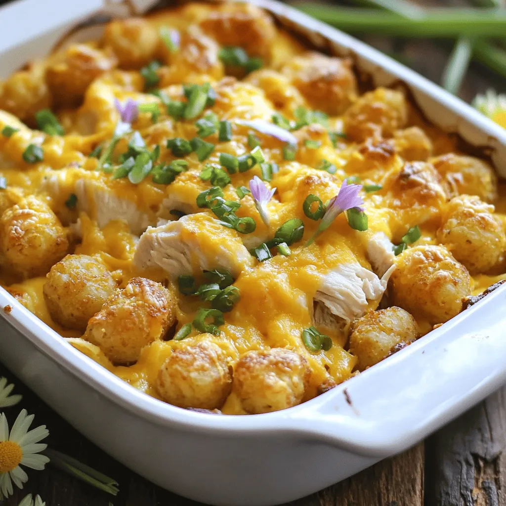 Um einen Cracked Out Chicken Tater Tot Casserole zuzubereiten, benötigst du einige einfache Zutaten. Du brauchst 500 g Hähnchenbrust, die bereits gekocht und zerkleinert ist. Füge 450 g gefrorene Tater Tots, 200 g geriebenen Cheddar-Käse und 150 g knusprig gebratenen Speck hinzu. Die saure Sahne, ein Päckchen Ranch-Dressing-Mix und zwei geschnittene Frühlingszwiebeln sind ebenfalls wichtig. Vergiss nicht, Salz und Pfeffer für den Geschmack zu benutzen.