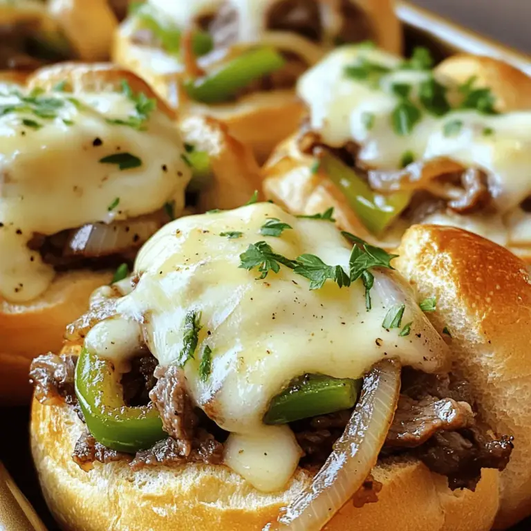 Philly Cheesesteak Sliders sind kleine, köstliche Sandwiches. Sie kommen ursprünglich aus Philadelphia. Diese Sliders vereinen zartes Rindfleisch, schmelzenden Käse und frisches Gemüse. Perfekt für Partys oder ein schnelles Abendessen!