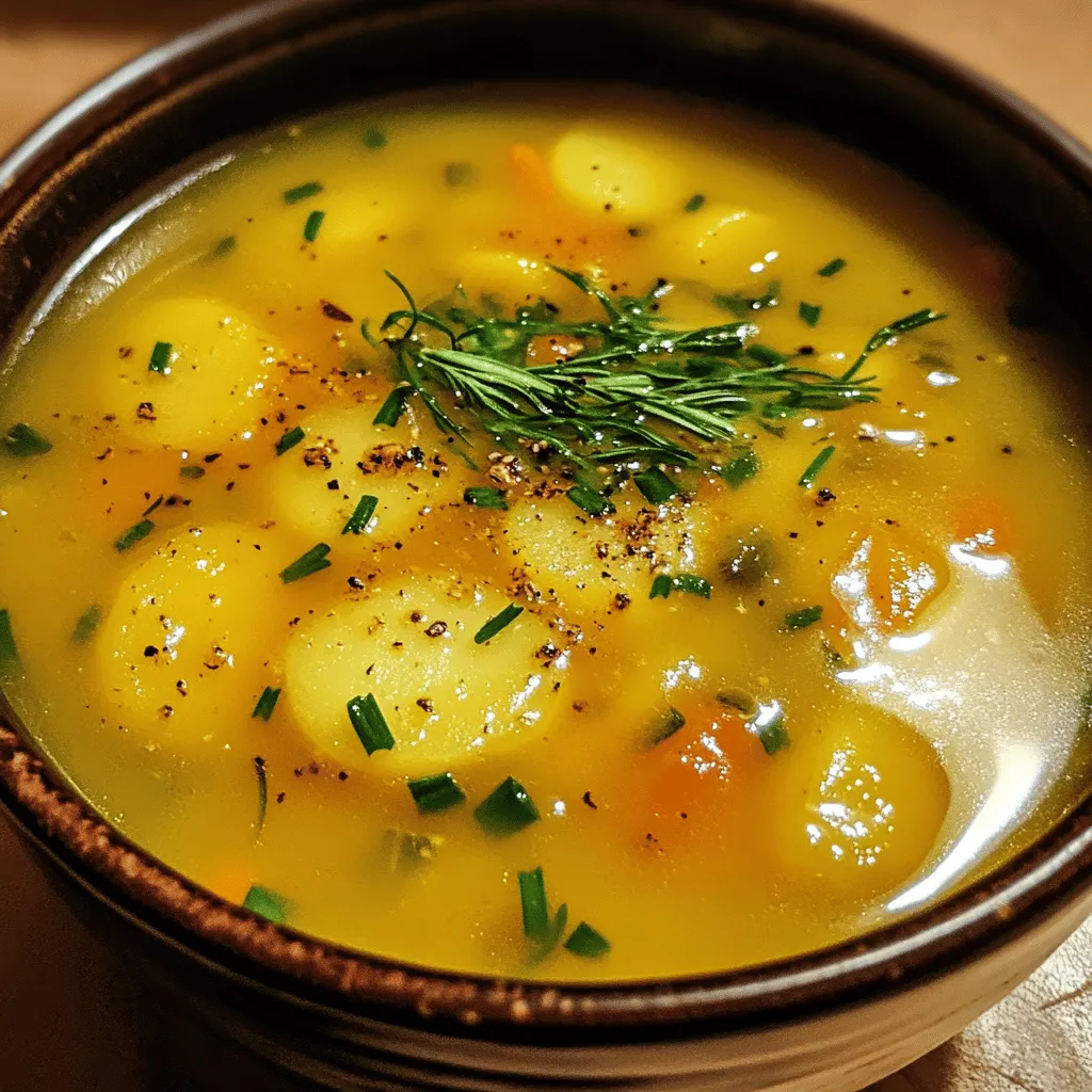Ein gutes deutsches Kartoffelsuppenrezept braucht frische und einfache Zutaten. Die Hauptzutat ist Kartoffel. Ich empfehle festkochende Kartoffeln. Sie geben der Suppe eine schöne Textur. Man braucht auch Zwiebeln und Karotten. Diese bringen süßen Geschmack und Farbe. Sellerie ist eine weitere wichtige Zutat. Er gibt der Suppe ein tolles Aroma.
