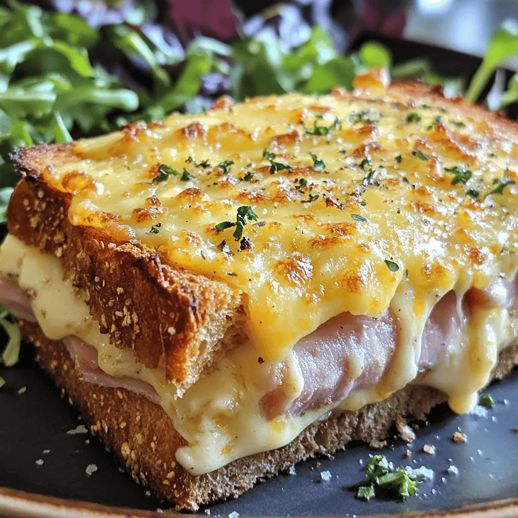 - 8 Scheiben vollwertiges Brot (z.B. Bauernbrot oder Baguette) - 4 Scheiben Kochschinken - 4 Scheiben Gruyère-Käse oder Emmentaler