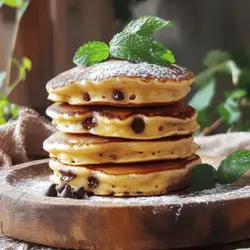 Für die perfekten Schokoladenstückchen-Pfannkuchen benötigst du folgende Zutaten: - 240 g Allzweckmehl - 30 g Zucker - 1 EL Backpulver - 1/2 TL Natron - 1/4 TL Salz - 240 ml Buttermilch (oder Milch mit 1 EL Essig) - 1 großes Ei - 30 g geschmolzene Butter - 90 g Schokoladenstückchen Diese Zutaten bilden die Basis für fluffige und leckere Pfannkuchen. Das Mehl sorgt für die Struktur, während die Buttermilch für die nötige Feuchtigkeit sorgt. Du kannst deinen Pfannkuchen eine persönliche Note geben. Hier sind einige Ideen für Zusatzstoffe: - Frische Früchte wie Bananen oder Beeren - Nüsse für einen knusprigen Biss - Gewürze wie Zimt oder Muskatnuss für mehr Geschmack - Schokoladensirup für zusätzliche Süße Mit diesen Zutaten kannst du die Pfannkuchen leicht anpassen. Experimentiere und finde deine Lieblingskombination! Die Wahl der Schokoladenstückchen ist wichtig. Hier sind einige Tipps: - Wähle hochwertige Schokolade für besseren Geschmack. - Dunkle Schokolade hat weniger Zucker und mehr Kakao. - Milchschokolade ist süßer und cremiger. - Achte auf die Größe der Stückchen; kleine Stückchen schmelzen besser. Diese Tipps helfen dir, die besten Schokoladenstückchen zu finden. Sie machen den Geschmack deiner Pfannkuchen noch besser. Vergiss nicht, die Schokoladenstückchen gleichmäßig im Teig zu verteilen. So bekommst du in jedem Biss etwas Schokolade! Das vollständige Rezept findest du in der [Full Recipe]. Beginnen Sie mit der Vorbereitung der trockenen Zutaten. Nehmen Sie eine große Schüssel und geben Sie folgendes hinein: - 240 g Allzweckmehl - 30 g Zucker - 1 EL Backpulver - 1/2 TL Natron - 1/4 TL Salz Vermengen Sie alles gut. Achten Sie darauf, dass keine Klumpen im Mehl bleiben. Diese Mischung bildet die Basis für unsere schokoladigen Pfannkuchen. In einer separaten Schüssel bereiten Sie die feuchten Zutaten vor. Mischen Sie: - 240 ml Buttermilch (oder Milch mit 1 EL Essig) - 1 großes Ei - 30 g geschmolzene Butter - 1/2 TL Pfefferminzextrakt (für einen besonderen Twist) Rühren Sie alles gut um, bis es gleichmäßig ist. Diese feuchte Mischung bringt Geschmack und Textur in die Pfannkuchen. Gießen Sie die feuchten Zutaten in die Schüssel mit den trockenen Zutaten. Rühren Sie vorsichtig mit einem Löffel, bis alles gerade vermischt ist. Es ist wichtig, nicht zu übermischen. Ein paar Klümpchen sind in Ordnung. Jetzt heben Sie die 90 g Schokoladenstückchen unter den Teig. Erhitzen Sie eine beschichtete Pfanne bei mittlerer Hitze. Fetten Sie sie leicht ein, entweder mit Kochspray oder Butter. Geben Sie für jeden Pfannkuchen 60 ml Teig in die Pfanne. Backen Sie die Pfannkuchen 2-3 Minuten lang, bis sich Blasen bilden. Wenden Sie die Pfannkuchen und backen Sie sie weitere 1-2 Minuten, bis sie goldbraun sind. Wiederholen Sie dies mit dem restlichen Teig und passen Sie die Hitze nach Bedarf an, um ein Anbrennen zu vermeiden. Servieren Sie die Pfannkuchen heiß, bestreuen Sie sie mit Puderzucker und garnieren Sie sie optional mit frischen Minzblättern. Für das vollständige Rezept schauen Sie sich die [Full Recipe] an. Um fluffige Pfannkuchen zu machen, ist frische Backpulver wichtig. Verwende immer frische Zutaten. Achte auch darauf, die Buttermilch gut abzumessen. Sie macht den Teig locker und luftig. Heiße Pfanne ist ebenfalls entscheidend. Die Hitze hilft, dass die Pfannkuchen gut aufgehen. Ein häufiger Fehler ist das Übermischen des Teigs. Wenn du die trockenen und feuchten Zutaten vermischst, rühre nur kurz. Ein paar Klümpchen sind in Ordnung. Zu viel Rühren macht die Pfannkuchen hart. Sei also sanft, um die perfekte Konsistenz zu erreichen. Pfannkuchen schmecken am besten mit leckeren Beilagen. Du kannst frisches Obst wie Beeren oder Bananen verwenden. Auch ein Klecks Sahne macht sie noch besser. Ein Hauch Puderzucker oben drauf sorgt für das gewisse Etwas. Wenn du es magst, probiere frische Minzblätter für einen besonderen Twist. Diese Tipps machen deine Schokoladenstückchen-Pfannkuchen zu einem echten Hit! {{image_4}} Du kannst Schokoladenstückchen-Pfannkuchen auch glutenfrei machen. Nutze dafür eine glutenfreie Mehlmischung. Diese ersetzt das Allzweckmehl ganz einfach. Achte darauf, dass die Mischung auch für das Backen geeignet ist. Oft sind solche Mischungen schon gut abgestimmt. So bekommst du fluffige Pfannkuchen ohne Gluten. Für vegane Schokoladenstückchen-Pfannkuchen kannst du Eier und Milch durch pflanzliche Alternativen ersetzen. Verwende Pflanzenmilch, wie Mandel- oder Hafermilch. Anstelle von Eiern kannst du Apfelmus oder einen Esslöffel Leinsamen verwenden. Mische einen Esslöffel Leinsamen mit drei Esslöffeln Wasser und lasse es quellen. So erhältst du die richtige Bindung im Teig. Deine veganen Pfannkuchen schmecken trotzdem lecker. Um den Pfannkuchen mehr Geschmack zu geben, füge Vanille oder Zimt hinzu. Ein Teelöffel Vanilleextrakt macht die Pfannkuchen süßer und aromatischer. Zimt gibt einen warmen, würzigen Geschmack. Du kannst auch beide Zutaten kombinieren. Experimentiere, um deine Lieblingsversion zu finden. Diese kleinen Änderungen machen große Unterschiede. Probiere die Variationen aus und finde heraus, welche dir am besten gefällt. Schau dir auch das Full Recipe für mehr Ideen an. Wenn du Pfannkuchen übrig hast, solltest du sie richtig lagern. Lasse die Pfannkuchen zuerst abkühlen. Dann lege sie in einen luftdichten Behälter. Achte darauf, dass sie nicht übereinander liegen, um ein Zusammenkleben zu vermeiden. So bleibst du frisch und lecker. Im Kühlschrank sind sie bis zu drei Tage haltbar. Um Pfannkuchen für später einzufrieren, lege ein Stück Backpapier zwischen die Pfannkuchen. So verhinderst du, dass sie zusammenkleben. Packe dann die gefüllte Tüte in einen Gefrierbeutel. Beschrifte den Beutel mit dem Datum. Im Gefrierfach halten sie bis zu zwei Monate. Wenn du sie brauchst, nimm einfach so viele heraus, wie du willst. Es gibt verschiedene Methoden, um Pfannkuchen aufzuwärmen. Die einfachste ist die Mikrowelle. Lege einen Pfannkuchen auf einen Teller und decke ihn mit einem feuchten Papiertuch ab. Erhitze ihn für 20 bis 30 Sekunden. Eine andere Methode ist die Pfanne. Erhitze sie bei mittlerer Hitze und lege die Pfannkuchen für ein bis zwei Minuten hinein. So werden sie wieder knusprig und warm. Für die besten Ergebnisse, probiere die Pfanne. So bleibt der Geschmack frisch. Für das komplette Rezept, schau dir die [Full Recipe] an. Um die Pfannkuchen süßer zu machen, füge mehr Zucker hinzu. Du kannst auch Honig oder Ahornsirup verwenden. Diese süßen Zutaten geben den Pfannkuchen eine leckere Note. Ein weiterer Tipp ist, etwas Vanilleextrakt hinzuzufügen. Das verstärkt den Geschmack. Du kannst auch die Schokoladenstückchen erhöhen. Je mehr Stückchen, desto süßer wird der Pfannkuchen. Schokoladenstückchen-Pfannkuchen bieten einige Vorteile. Sie enthalten Kohlenhydrate, die dir Energie geben. Die Schokoladenstückchen enthalten Antioxidantien. Diese unterstützen die allgemeine Gesundheit. Wenn du Vollkornmehl verwendest, fügen die Pfannkuchen Ballaststoffe hinzu. Ballaststoffe sind wichtig für die Verdauung. Du kannst auch gesunde Extras wie Banane oder Nüsse hinzufügen. Diese machen die Pfannkuchen nahrhafter. Um die Zubereitungszeit zu verkürzen, bereite alle Zutaten im Voraus vor. Mische die trockenen Zutaten und die feuchten Zutaten in zwei Schalen. Du kannst auch den Teig am Abend vorher machen. Lagere ihn im Kühlschrank. So bist du am Morgen schneller bereit. Verwende eine große Pfanne, um mehrere Pfannkuchen gleichzeitig zu backen. Das spart Zeit. Schokoladenstückchen-Pfannkuchen sind einfach toll. Wir haben die besten Zutaten für den perfekten Teig betrachtet. Ich habe dir Tipps gegeben, wie du fluffige Pfannkuchen machst und welche Variationen du ausprobieren kannst. Die richtige Lagerung ist wichtig, um den Genuss zu verlängern. Nutze diese Tipps undVariationen. Du wirst leckere Ergebnisse erzielen und deine Familie beeindruckend. Viel Spaß beim Kochen!