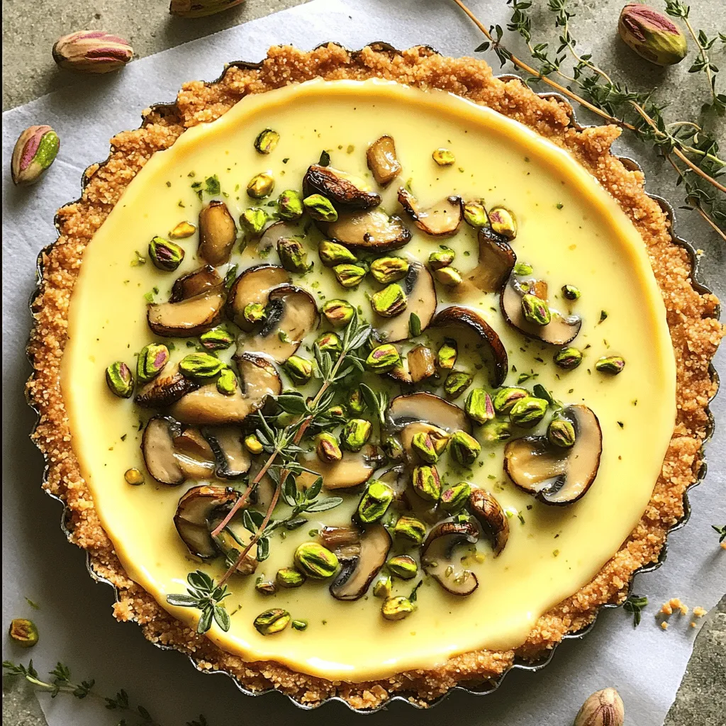 - 200 g Pistazien (ungesalzen und geschält) - 250 g Frischkäse - 200 g Quark - 150 g Pilze (z. B. Champignons oder Shiitake), fein gehackt - 1 Esslöffel Olivenöl - 2 Eier
