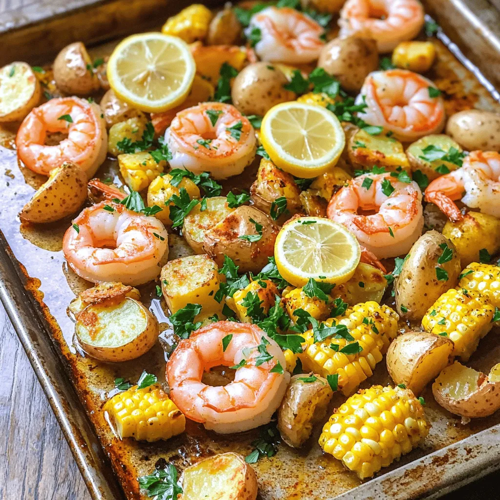 Für ein leckeres Sheet Pan Shrimp Boil, brauchen wir ein paar wichtige Zutaten: - 1.5 kg große Garnelen, geschält und entdarmt - 450 g kleine Kartoffeln, halbiert - 2 Maiskolben, in Drittel geschnitten - 1 Zwiebel, in Scheiben geschnitten - 4 Knoblauchzehen, gehackt