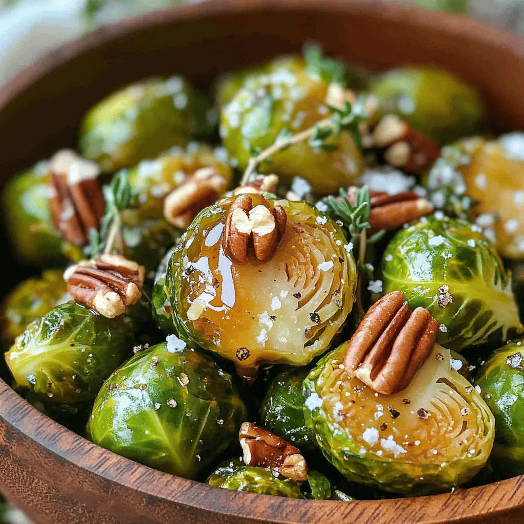 Für die Ahornsirup-glasierte Rosenkohl brauchen Sie einige frische und einfache Zutaten. Hier ist, was Sie benötigen: - 450 g Rosenkohl, vorbereitet und halbiert - 3 Esslöffel Olivenöl - 60 ml reiner Ahornsirup - 1/4 Teelöffel Meersalz - 1/4 Teelöffel schwarzer Pfeffer - 1/2 Teelöffel Knoblauchpulver - 1/4 Teelöffel zerstoßene rote Pfefferflocken (optional) - 1/4 Tasse gehackte Pekannüsse (zum Garnieren) - Frische Thymianblätter (zum Garnieren, optional) Diese Zutaten sind leicht zu finden. Sie machen das Gericht einfach und lecker. Die Wahl der richtigen Gewürze und Öle macht einen großen Unterschied. Das Olivenöl sorgt für eine schöne Bräunung. Es gibt den Röschen einen tollen Geschmack. Der Ahornsirup bringt eine süße Note. Das Meersalz und der schwarze Pfeffer geben den nötigen Biss. Das Knoblauchpulver fügt eine aromatische Tiefe hinzu. Wenn Sie etwas Schärfe mögen, sind die zerstoßenen roten Pfefferflocken eine gute Wahl. Die Nährwerte sind wichtig, um eine gesunde Wahl zu treffen. Rosenkohl sind reich an Vitaminen und Ballaststoffen. Sie enthalten viel Vitamin C und K. Der Ahornsirup hat zwar Zucker, aber auch Mineralien. Pekannüsse bringen gesunde Fette. Eine Portion hat viel Energie, aber auch Nährstoffe. Für das volle Rezept und mehr Details schauen Sie sich die [Full Recipe] an. Zuerst bereiten Sie die Zutaten vor. Sie benötigen 450 g Rosenkohl. Schneiden Sie die Röschen in zwei Hälften. Diese Größe hilft beim Rösten. Dann messen Sie 3 Esslöffel Olivenöl, 60 ml reinen Ahornsirup, und die Gewürze: 1/4 Teelöffel Meersalz, 1/4 Teelöffel schwarzer Pfeffer, und 1/2 Teelöffel Knoblauchpulver. Wenn Sie es scharf mögen, fügen Sie 1/4 Teelöffel zerstoßene rote Pfefferflocken hinzu. Denken Sie daran, auch 1/4 Tasse gehackte Pekannüsse und frische Thymianblätter für die Garnitur bereitzustellen. Heizen Sie den Ofen auf 200 °C vor. In einer großen Schüssel vermischen Sie die halbierten Rosenkohlhälften mit dem Olivenöl, Ahornsirup und den Gewürzen. Mischen Sie alles gut. Jede Rösche sollte gleichmäßig bedeckt sein. Verteilen Sie dann den Rosenkohl auf einem Backblech. Achten Sie darauf, dass sie in einer einzigen Schicht liegen. Rösten Sie sie im Ofen für 25 bis 30 Minuten. Wenden Sie die Röschen nach 15 Minuten. So werden sie goldbraun und karamellisiert. Nach dem Rösten nehmen Sie das Blech aus dem Ofen. Lassen Sie den Rosenkohl kurz abkühlen. Übertragen Sie die Röschen auf eine Servierplatte. Jetzt können Sie die glasierte Röschen mit den gehackten Pekannüssen und frischen Thymianblättern bestreuen. Dies verleiht dem Gericht nicht nur Geschmack, sondern sieht auch schön aus. Wenn Sie mehr Details zu den Schritten wünschen, schauen Sie sich das [Full Recipe] an. Einer der häufigsten Fehler beim Kochen von Rosenkohl ist das Überkochen. Zu lange Garzeiten machen sie weich und bitter. Achten Sie darauf, die Röschen genau 25 bis 30 Minuten zu rösten. Wenden Sie sie nach 15 Minuten, damit sie gleichmäßig bräunen. Ein weiterer Fehler ist die falsche Menge an Ahornsirup. Zu viel kann das Gericht zu süß machen. Halten Sie sich an die Menge im Full Recipe. Rosenkohl bietet viele Möglichkeiten zur Veränderung. Fügen Sie Speck oder Schinken hinzu, um einen herzhaften Geschmack zu erhalten. Wenn Sie es schärfer mögen, nutzen Sie mehr zerstoßene rote Pfefferflocken. Für eine süßere Note können Sie etwas Honig oder braunen Zucker hinzufügen. Experimentieren Sie mit Gewürzen wie Zimt oder Muskatnuss, um neue Aromen zu entdecken. Die ideale Temperatur für das Rösten von Rosenkohl liegt bei 200 °C. Diese Temperatur sorgt für eine schöne Karamellisierung. Die Garzeit beträgt zwischen 25 und 30 Minuten. Prüfen Sie die Röschen nach 25 Minuten. Sie sollten goldbraun und zart sein. Lassen Sie sie nach dem Rösten kurz abkühlen, damit sich die Aromen setzen. {{image_4}} Um diese ahornsirup-glasierte Rosenkohl vegan zu machen, tauschen Sie den Honig aus. Verwenden Sie einfach Ahornsirup als Süßungsmittel. Das Rezept bleibt gleich und die Röschen bleiben lecker. Achten Sie darauf, alle anderen Zutaten auf Pflanzenbasis zu wählen. So bleibt das Gericht vegan und schmackhaft. Pekannüsse sind toll, aber Sie können sie ersetzen. Walnüsse sind eine gute Wahl. Sie haben einen ähnlichen Geschmack und eine knusprige Textur. Auch Mandeln sind eine leckere Option. Hacken Sie sie grob und streuen Sie sie über die Röschen. Das gibt einen neuen Twist. Um mehr Geschmack zu bekommen, probieren Sie, etwas Balsamico-Essig hinzuzufügen. Ein Spritzer vor dem Rösten bringt eine schöne Säure. Auch etwas geriebener Ingwer kann frische Aromen bringen. Wenn Sie es schärfer mögen, fügen Sie mehr rote Pfefferflocken hinzu. Experimentieren Sie mit verschiedenen Kräutern wie Rosmarin oder Oregano. So wird jede Portion einzigartig! Für das vollständige Rezept, schauen Sie sich den [Full Recipe] an. Um die Ahornsirup-glasierte Rosenkohl frisch zu halten, lege sie in einen luftdichten Behälter. Im Kühlschrank bleiben sie bis zu vier Tage gut. Achte darauf, die Röschen nicht mit anderen stark riechenden Lebensmitteln zu lagern. Der Geschmack kann sich sonst verändern. Du kannst die Röschen auch einfrieren. Lass sie zuerst ganz abkühlen. Lege sie dann in einen gefrierfesten Beutel. Entferne so viel Luft wie möglich und verschließe den Beutel gut. Im Gefrierfach halten sie etwa zwei Monate. Wenn du sie verwenden möchtest, taue sie im Kühlschrank auf, bevor du sie erhitzt. Um die Reste aufzuheizen, nutze am besten den Ofen. Heize ihn auf 180 °C vor. Lege die Röschen auf ein Blech und röste sie für etwa 10 bis 15 Minuten. So bleiben sie knusprig. Du kannst sie auch in der Mikrowelle erwärmen, aber sie werden weicher. Achte darauf, dass sie gleichmäßig warm sind. Die Rosenkohlhälften bleiben im Kühlschrank etwa drei bis fünf Tage frisch. Lagern Sie sie in einem luftdichten Behälter. So bleibt der Geschmack erhalten. Achten Sie darauf, die Röschen vorher gut abzukühlen. Wenn Sie die Rosenkohlhälften nicht sofort essen, können Sie auch die Röstzeit anpassen. Das macht sie haltbarer. Ja, Sie können verschiedene Süßungsmittel ausprobieren. Honig ist eine gute Wahl, wenn Sie eine süße Note möchten. Agavendicksaft oder Kokosnusszucker sind ebenfalls Optionen. Diese Süßstoffe geben den Rosenkohl eine andere Tiefe. Achten Sie darauf, die Menge anzupassen, um die Süße zu kontrollieren. Die ahornsirup-glasierte Rosenkohl passen gut zu vielen Gerichten. Sie sind eine tolle Beilage zu Geflügel oder Schweinefleisch. Auch zu vegetarischen Gerichten sind sie sehr beliebt. Kombinieren Sie sie mit Quinoa oder einem frischen Salat. Ihre Süße ergänzt herzhaftes und würziges Essen perfekt. Für mehr Ideen schauen Sie sich das [Full Recipe] an. Ahornsirup-glasierte Rosenkohl sind einfach zu machen und sehr lecker. Sie haben gelernt, welche Zutaten wichtig sind und wie man sie zubereitet. Wir schauten uns Tipps an, um Fehler zu vermeiden und Geschmack zu verändern. Auch Variationen wie die vegane Option sind möglich. Richtige Lagerung und Aufwärmen der Reste helfen, Verschwendung zu vermeiden. Experimentiere mit den Aromen und genieße dein Gericht! Genießen kann so leicht sein.