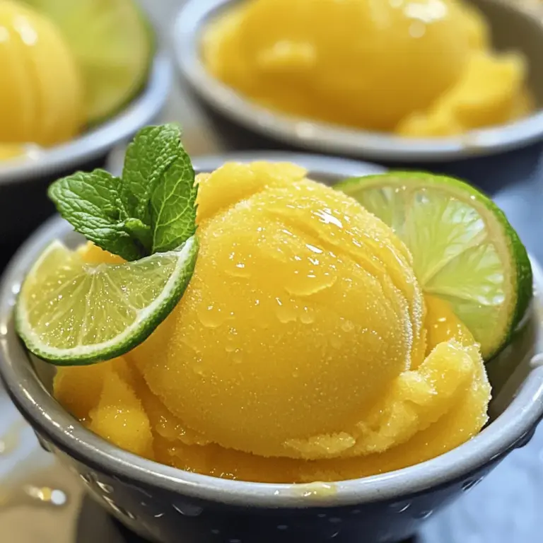 - 3 reife Mango, geschält und gewürfelt - 125 g Zucker - 125 ml Wasser - 2 Esslöffel frischer Limettensaft - Eine Prise Salz
