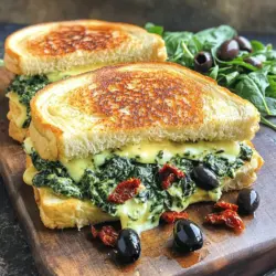 - 4 Scheiben knuspriges Sauerdough-Brot - 2 Tassen frischer Spinat - 1 Tasse zerbröckelter Feta-Käse
