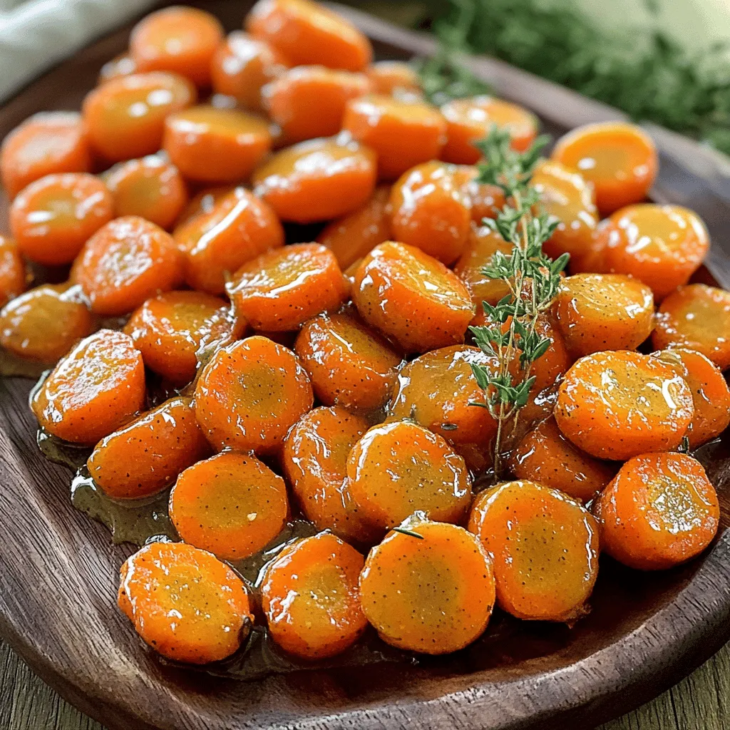 Die Hauptzutaten sind einfach und leicht zu finden. Du brauchst: - 450 g Babykarotten (oder normale Karotten, geschält und in Stifte geschnitten) - 3 Esslöffel Honig - 2 Esslöffel Dijon-Senf - 1 Esslöffel Olivenöl - 1 Esslöffel Apfelessig - Salz und Pfeffer nach Geschmack Diese Zutaten machen die Karotten süß und würzig. Honig und Senf geben den Karotten einen tollen Glanz. Zu den Hauptzutaten kannst du auch andere Gewürze hinzufügen. Hier sind ein paar Ideen: - Knoblauchpulver für einen intensiven Geschmack. - Paprikapulver für einen leichten Kick. - Kümmel oder Kreuzkümmel für eine besondere Note. Diese Gewürze bringen mehr Tiefe in das Gericht. Experimentiere gerne, um deinen eigenen Geschmack zu finden. Frische Kräuter geben den glasierten Karotten eine aromatische Frische. Ich empfehle: - Thymianblätter, die gut mit Honig harmonieren. - Petersilie, die einen frischen Farbkontrast bietet. - Schnittlauch für eine milde Zwiebelnote. Frische Kräuter sind einfach hinzuzufügen. Sie machen das Gericht nicht nur leckerer, sondern auch hübscher. Wenn du mehr über diese Zutaten wissen willst, schau dir das [Full Recipe] an. Zuerst sammeln Sie alle Zutaten. Für dieses Rezept brauchen Sie: - 450 g Babykarotten (oder normale Karotten, geschält und in Stifte geschnitten) - 3 Esslöffel Honig - 2 Esslöffel Dijon-Senf - 1 Esslöffel Olivenöl - 1 Esslöffel Apfelessig - Salz und Pfeffer nach Geschmack - Frische Thymianblätter zur Garnitur (optional) Waschen Sie die Karotten gut. Wenn Sie normale Karotten verwenden, schneiden Sie sie in gleich große Stücke. So garen sie gleichmäßig. In einer kleinen Schüssel mischen Sie Honig, Dijon-Senf, Olivenöl, Apfelessig, Salz und Pfeffer. Rühren Sie alles gut um, bis eine glatte Sauce entsteht. Diese Mischung gibt den Karotten einen tollen Geschmack und eine schöne Glasur. Heizen Sie Ihren Ofen auf 200°C vor. Geben Sie die Babykarotten in eine große Rührschüssel. Gießen Sie die Honig-Senf-Mischung über die Karotten. Werfen Sie alles gut um, sodass die Karotten gleichmäßig mit der Sauce überzogen sind. Legen Sie die glasierten Karotten in einer einzigen Schicht auf ein mit Backpapier ausgelegtes Backblech. Rösten Sie die Karotten im Ofen für etwa 20-25 Minuten. Rühren Sie die Karotten nach der Hälfte der Garzeit um. So werden sie gleichmäßig zart und karamellisiert. Nehmen Sie das Blech aus dem Ofen und lassen Sie die Karotten kurz abkühlen. Übertragen Sie die Karotten auf eine Servierplatte. Bestreuen Sie sie nach Wunsch mit frischen Thymianblättern. So sieht das Gericht noch schöner aus. Die Karotten sind perfekt, wenn sie zart, aber nicht matschig sind. Um dies zu erreichen, röste sie etwa 20 bis 25 Minuten. Du kannst sie nach der Hälfte der Zeit wenden. So garen sie gleichmäßig. Überprüfe die Karotten nach 20 Minuten. Sie sollten weich sein, aber noch einen leichten Biss haben. Die Glasur ist flexibel. Du kannst die Süße oder Schärfe nach deinem Geschmack ändern. Möchtest du es süßer? Füge mehr Honig hinzu. Für einen schärferen Geschmack, nimm mehr Dijon-Senf. Du kannst auch etwas Chili-Pulver für einen Kick hinzufügen. Experimentiere mit verschiedenen Zutaten, um deine perfekte Mischung zu finden. Präsentation zählt! Serviere die Karotten in einer schönen Schüssel. Ein paar frische Thymianblätter darauf machen das Gericht lebendig. Du kannst auch ein wenig frisches Gemüse oder ein paar Nüsse hinzufügen, um mehr Textur zu bieten. Diese Karotten passen gut zu vielen Hauptgerichten. Sie sind eine tolle Beilage für Fleisch oder Fisch. Denk daran, sie warm zu servieren für den besten Geschmack. Wenn du mehr über die Zubereitung erfahren möchtest, sieh dir die [Full Recipe] an. {{image_4}} Du kannst viele Gemüsesorten für diese Glasur nutzen. Zum Beispiel eignen sich grüne Bohnen gut. Auch Blumenkohl oder Brokkoli passen perfekt. Diese Gemüse haben eine ähnliche Textur wie Karotten. Sie nehmen die Glasur gut auf und sind lecker. Du kannst die Kochzeit anpassen, je nach Gemüse. Überprüfe die Garzeit, um die besten Ergebnisse zu erzielen. Wenn du es schärfer magst, probiere verschiedene Senfsorten. Zum Beispiel passt scharfer Senf gut zu dieser Glasur. Du kannst auch Honig-Senf verwenden. Diese Varianten bringen neue Aromen in das Gericht. Experimentiere mit der Menge, um den perfekten Geschmack zu finden. Du kannst den Honig durch andere Süßungsmittel ersetzen. Zum Beispiel eignet sich Ahornsirup gut. Auch Agavendicksaft gibt eine köstliche Note. Diese Alternativen sind gut, wenn du vegan kochen möchtest. Achte darauf, die Menge anzupassen, um den gewünschten Geschmack zu erhalten. Für das komplette Rezept besuche die Seite [Full Recipe]. Ich bewahre die Honig-Senf-Glasierte Karotten stets in einem luftdichten Behälter auf. So bleiben sie frisch und lecker. Stellen Sie sicher, dass die Karotten gut abgekühlt sind, bevor Sie sie in den Kühlschrank legen. Normalerweise halten sie dort bis zu vier Tage. Wenn Sie den Platz im Kühlschrank brauchen, können Sie sie auch in Alufolie einwickeln. Wenn Sie die Karotten aufwärmen, sollten Sie sie in einer Pfanne oder Mikrowelle erhitzen. Fügen Sie einen kleinen Spritzer Wasser oder etwas Olivenöl hinzu, um die Glasur wieder lebendig zu machen. Dies hilft, die Karotten saftig zu halten. Bei niedriger Hitze in der Pfanne aufwärmen, bis sie warm sind. Bei der Mikrowelle einfach in kurzen Intervallen erhitzen. Die Haltbarkeit der glasierten Karotten hängt von der Lagerung ab. Im Kühlschrank bleiben sie etwa vier Tage frisch. Wenn Sie die Karotten einfrieren, können sie bis zu drei Monate halten. Achten Sie darauf, sie gut zu verpacken, um Gefrierbrand zu vermeiden. Wenn Sie die Karotten auftauen, sollten Sie sie im Kühlschrank lassen, bis sie vollständig aufgetaut sind. Die Honig-Senf-Glasierte Karotten halten sich gut im Kühlschrank. Sie können sie drei bis fünf Tage aufbewahren. Achten Sie darauf, sie in einem luftdichten Behälter zu lagern. So bleiben sie frisch und lecker. Wenn Sie die Karotten gut abdecken, bleibt der Geschmack erhalten. Ja, Sie können die Karotten im Voraus zubereiten. Bereiten Sie die Glasur und die Karotten wie im Rezept vor. Lagern Sie die ungebackenen Karotten bis zu einem Tag im Kühlschrank. Wenn Sie bereit sind, sie zu backen, heizen Sie den Ofen vor und rösten Sie sie wie angegeben. So sparen Sie Zeit bei der Zubereitung. Die Honig-Senf-Glasierte Karotten passen gut zu vielen Gerichten. Sie ergänzen gegrilltes Hähnchen oder Lachs perfekt. Auch zu gebratenem Reis oder Quinoa sind sie eine tolle Beilage. Kombinieren Sie die Karotten mit anderen Gemüsebeilagen für ein buntes Gericht. Sie sind vielseitig und bringen Farbe auf den Teller. Honig-Senf-Glasierte Karotten bieten einen tollen Geschmack und sind einfach zuzubereiten. Wir haben die Hauptzutaten und Gewürze besprochen, sowie Tipps für die perfekte Zubereitung gegeben. Variationen zeigen, wie flexibel dieses Gericht ist. Auch das richtige Lagern und Aufwärmen der Karotten ist wichtig. Probieren Sie diese Karotten als Beilage zu Ihren Lieblingsgerichten. Das Rezept ist lecker und macht Eindruck. Kochen Sie mit Freude!