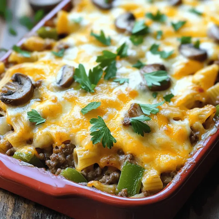 Um einen leckeren Philly Cheesesteak Casserole zuzubereiten, benötigst du folgende Zutaten: