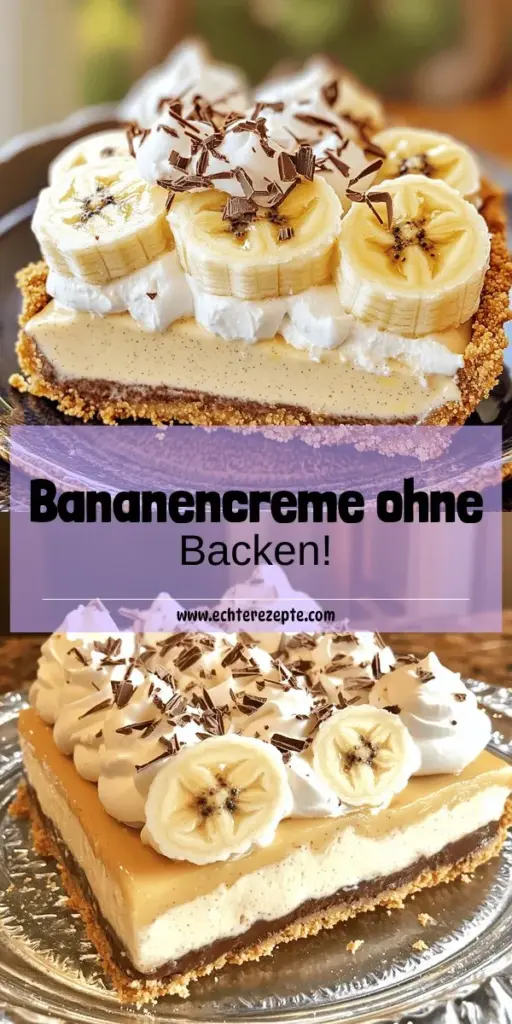 Entdecke das perfekte Dessert mit unseren köstlichen No Bake Banana Cream Pies! Dieses einfache Rezept erfordert nur wenige Zutaten und keinen Ofen. In nur wenigen Schritten zauberst du eine cremige Torte, die alle begeistern wird. Egal ob für Partys oder als süßer Snack – diese Bananencreme-Torte ist immer ein Treffer. Lass dich inspirieren und klicke hier, um die vollständigen Anleitungen und Tipps für dein Backvergnügen zu erhalten!