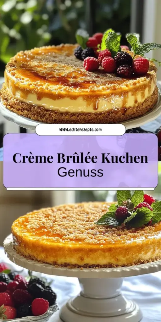 Entdecke die köstliche Welt des Crème Brûlée Kuchens und verwandle deine Küche in eine süße Konditorei! Mit einfachen Zutaten und klaren Anweisungen kannst du diesen himmlischen Kuchen mit der perfekten knusprigen Karamellkruste zaubern. Lass dir unsere besten Tipps nicht entgehen und erlebe ein Geschmackserlebnis, das deine Gäste begeistern wird. Klicke jetzt und entdecke die wunderbaren Rezepte!