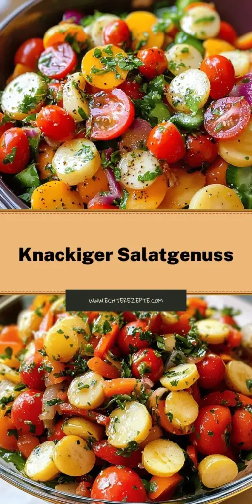Entdecke das erfrischende Rezept für unseren Crunchy Cucumber Carrot Celery Salad! Mit knackigen Gurken, süßen Karotten und herzhaftem Sellerie ist dieser Salat nicht nur gesund, sondern auch schnell zubereitet. Ideal für jede Gelegenheit und voller Vitamine. Lass dich von den einfachen Zubereitungsschritten und kreativen Variationen inspirieren. Klicke jetzt, um die vollständige Anleitung und weitere Tipps zu entdecken!