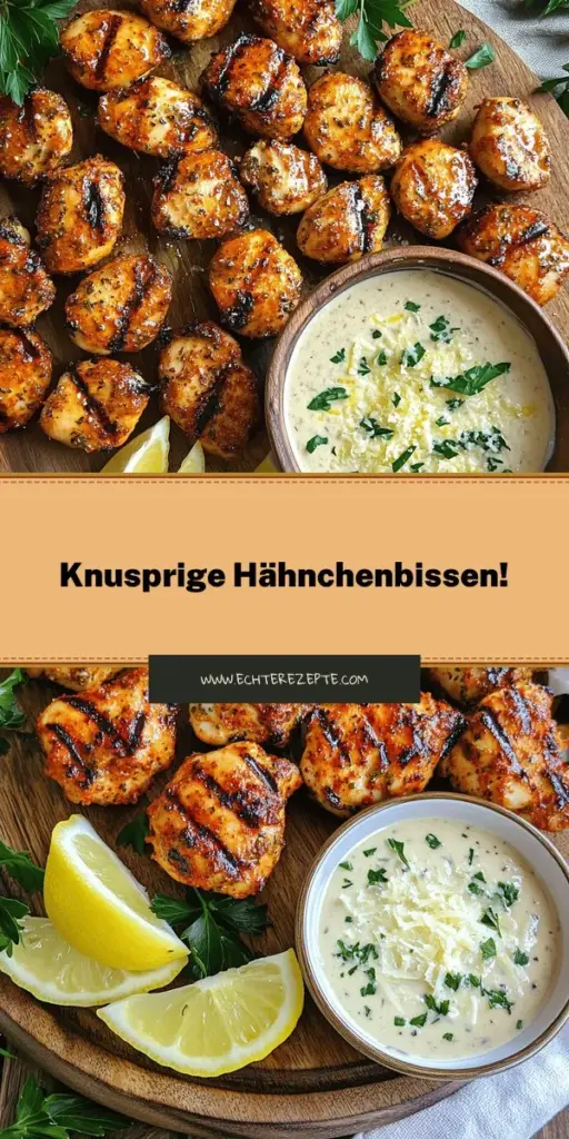 Erlebe den Geschmack des Sommersonnens mit diesen Grillierten Hähnchenbissen mit cremiger Knoblauchsoße! Dieses Rezept ist einfach zuzubereiten und perfekt für jede Grillfeier. Ich teile meine besten Tipps zur Zubereitung und für die Geheimnisse einer unwiderstehlichen Knoblauchsoße. Lass dich inspirieren und entdecke die besten Zutaten. Klicke jetzt, um die köstlichen Rezepte zu erkunden und deine Gäste zu beeindrucken!