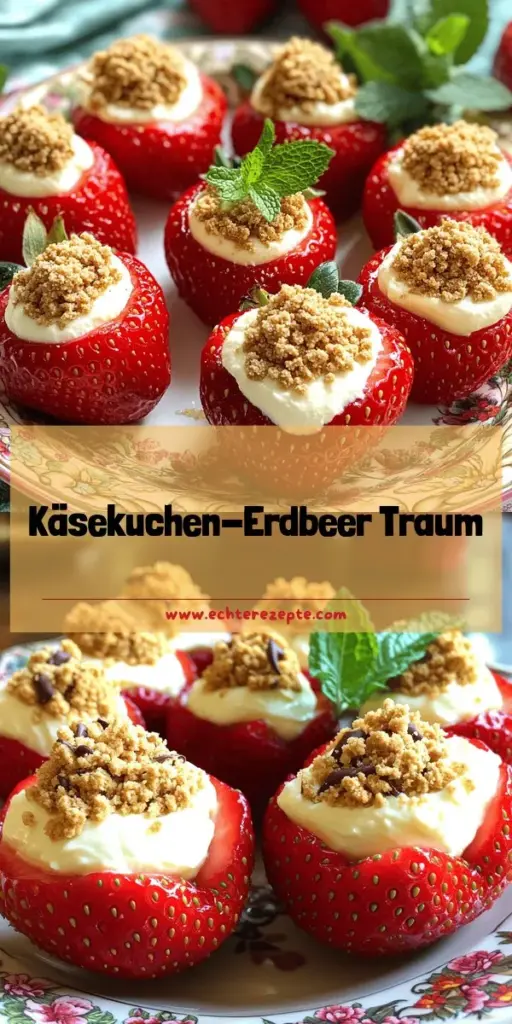Entdecke das perfekte Dessert mit unseren köstlichen Cheesecake Stuffed Strawberries! Diese Kombination aus saftigen Erdbeeren und cremiger Cheesecake-Füllung ist einfach zuzubereiten und ideal für jede Feier. Mit frischen Zutaten und einfachen Schritten wird dieses Rezept zum Hit. Lass deiner Kreativität freien Lauf und variiere die Füllungen! Klicke hier, um das vollständige Rezept zu entdecken und deine Gäste zu begeistern!