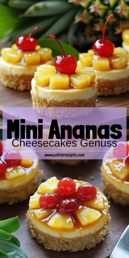 Entdecke das perfekte Dessert für deine nächste Feier mit diesem Rezept für Mini Pineapple Upside-Down Cheesecakes! Diese kleinen, aber feinen Leckerbissen sind einfach zuzubereiten und sorgen garantiert für Begeisterung. Mit einer knusprigen Kruste, cremiger Füllung und frischen Toppings wie Ananas und Kirschen sind sie ein wahrer Genuss. Klicke jetzt, um das komplette Rezept zu erfahren und deine Gäste zu beeindrucken!