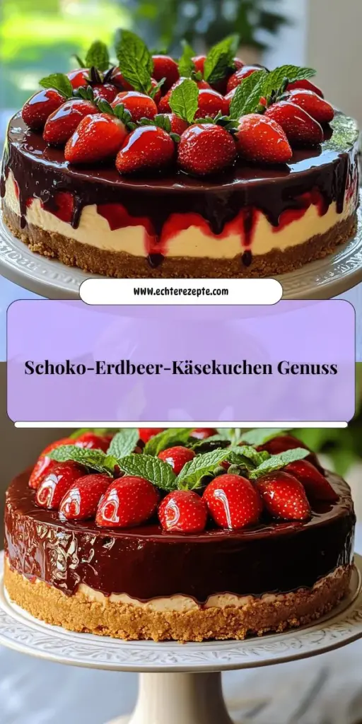 Entdecke den Genuss von Schokoladen-Erdbeer-Käsekuchen mit diesem einfachen Rezept! Verwandle wenige Zutaten in einen himmlischen Kuchen, der jeden begeistert. Die Kombination aus cremigem Frischkäse, zartschmelzender Schokolade und frischen Erdbeeren macht diesen Käsekuchen zu einem Highlight für jeden Anlass. Bereit, dich in die Backküche zu stürzen? Klicke hier und entdecke die genauen Schritte für das perfekte Dessert!