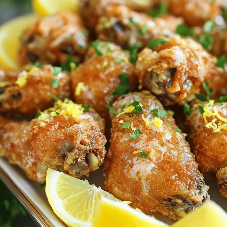 Die Hauptzutaten sind einfach und frisch. Hier ist, was du brauchst: - 900 g Hähnchenflügel, gereinigt und abgetrocknet - 1 Teelöffel Backpulver - 1 Teelöffel Salz - 1/2 Teelöffel schwarzer Pfeffer - 1/2 Teelöffel geräucherter Paprika - 1/4 Teelöffel Cayennepfeffer (optional, für Schärfe) - 60 ml ungesalzene Butter, geschmolzen - 6 Knoblauchzehen, fein gehackt - 40 g geriebener Parmesan-Käse - 2 Esslöffel frische Petersilie, gehackt - Abrieb von 1 Zitrone - Zusätzlicher Salz zum Abschmecken Die Gewürze machen den Unterschied. Sie bringen Geschmack und Tiefe in die Flügel. Backpulver sorgt für die Knusprigkeit. Salz und Pfeffer geben einen Grundgeschmack. Geräucherter Paprika fügt eine rauchige Note hinzu. Cayennepfeffer gibt einen kleinen Kick. Knoblauch ist der Star dieser Sauce. Der Parmesan bringt eine herzhafte, salzige Note. Frische Petersilie und Zitronenabrieb sorgen für Frische und Farbe. Hochwertige Zutaten sind wichtig für den besten Geschmack. Wähle frische Hähnchenflügel ohne Zusatzstoffe. Nutze ungesalzene Butter, um den Salzgehalt zu kontrollieren. Frischer Knoblauch hat mehr Aroma als getrockneter. Verwende echten Parmesan, nicht den geriebenen aus der Tüte. Frische Petersilie bringt Farbe und Geschmack. All diese Zutaten machen deine Flügel besonders lecker. Für das vollständige Rezept, schau dir die Anleitung an. Zuerst heizen Sie den Ofen auf 220°C vor. Das macht die Flügel schön knusprig. Nehmen Sie ein Backblech und legen Sie es mit Backpapier aus. Wenn Sie einen Rost haben, verwenden Sie diesen. Jetzt kommt der spannende Teil: die Flügel vorbereiten. In einer großen Schüssel vermengen Sie das Backpulver, Salz, schwarzen Pfeffer, geräucherten Paprika und optional Cayennepfeffer. Diese Mischung gibt den Flügeln tollen Geschmack. Geben Sie die Hähnchenflügel in die Schüssel und mischen Sie alles gut. Jedes Stück sollte gleichmäßig mit der Gewürzmischung bedeckt sein. Diese Technik sorgt dafür, dass die Flügel gleichmäßig garen und knusprig werden. Jetzt verteilen Sie die gewürzten Flügel gleichmäßig auf dem Backblech oder Rost. Achten Sie darauf, dass die Flügel sich nicht berühren. Das ist wichtig für die Knusprigkeit. Backen Sie die Flügel für 40-45 Minuten. Wenden Sie sie nach der Hälfte der Zeit. So werden sie von allen Seiten schön goldbraun. Diese Methode macht die Flügel super knusprig und lecker. Während die Flügel im Ofen sind, können Sie die Knoblauch-Parmesan-Sauce zubereiten. Nehmen Sie einen kleinen Topf und schmelzen Sie die Butter bei mittlerer Hitze. Fügen Sie dann den gehackten Knoblauch hinzu. Braten Sie ihn 1-2 Minuten an. Er sollte duften, aber nicht bräunen. Vom Herd nehmen und den geriebenen Parmesan, die gehackte Petersilie und den Zitronenabrieb einrühren. Diese Mischung wird die Flügel perfekt ergänzen. Sobald die Flügel fertig sind, geben Sie sie in eine große Schüssel. Gießen Sie die Knoblauch-Parmesan-Sauce darüber und vermengen Sie alles gut. So sind die Flügel schön gewürzt und aromatisch. Servieren Sie sie sofort für die beste Knusprigkeit. Für das vollständige Rezept schauen Sie sich bitte [Full Recipe] an. Um Ihre Flügel knusprig zu machen, gibt es einige einfache Tricks. Erstens, verwenden Sie Backpulver in Ihrer Gewürzmischung. Es hilft, die Haut aufzuhellen und knusprig zu machen. Zweitens, trocknen Sie die Hähnchenflügel gut ab. Feuchtigkeit macht die Haut weich. Legen Sie die Flügel auf ein Backblech ohne sie zu überlappen. So wird die Luft gut zirkulieren. Ein häufiger Fehler ist, die Flügel zu früh aus dem Ofen zu nehmen. Backen Sie sie mindestens 40 Minuten lang. Wenden Sie sie zur Hälfte der Zeit. Achten Sie darauf, die richtige Temperatur zu nutzen. 220°C sorgt für die beste Knusprigkeit. Verwenden Sie auch frische Gewürze. Alte Gewürze verlieren ihren Geschmack und ihre Wirkung. Es macht Spaß, die Aromen zu ändern. Fühlen Sie sich frei, den Cayennepfeffer wegzulassen, wenn Sie es milder mögen. Oder fügen Sie mehr hinzu, wenn Sie die Schärfe lieben. Probieren Sie auch verschiedene Käsesorten. Feta oder Cheddar können interessante Geschmackskombinationen bieten. Vergessen Sie nicht, die Knoblauchmenge anzupassen. Mehr Knoblauch macht die Flügel noch würziger. Für das vollständige Rezept, schauen Sie sich die [Full Recipe] an. {{image_4}} Wenn Sie es scharf mögen, fügen Sie mehr Cayennepfeffer hinzu. Eine andere Idee ist, scharfe Soße in die Knoblauch-Parmesan-Sauce zu mischen. Probieren Sie verschiedene Sorten, wie Sriracha oder Tabasco. Diese geben den Flügeln einen tollen Kick. Sie können auch frische Chilis hacken und sie direkt zu den Flügeln geben, bevor Sie sie backen. Parmesan ist großartig, aber warum nicht auch andere Käsesorten ausprobieren? Feta oder Cheddar geben einen neuen Geschmack. Sie können auch eine Mischung aus verschiedenen Käsesorten verwenden. Achten Sie darauf, dass der Käse gut schmilzt und einen reichen Geschmack hat. So werden Ihre Flügel noch leckerer. Die richtigen Beilagen machen das Gericht perfekt. Servieren Sie die Flügel mit Selleriestangen oder Karotten. Diese bringen Frische und Crunch. Ein klassischer Ranch-Dip oder Blauschimmelkäse-Dip passt super dazu. Sie können auch einen Joghurt-Dip mit frischen Kräutern machen. Diese Beilagen ergänzen die Knoblauch-Parmesan-Flügel und machen das Essen noch besser. Um deine übrig gebliebenen Flügel frisch zu halten, lege sie in einen luftdichten Behälter. Du kannst auch Frischhaltefolie verwenden. Achte darauf, die Flügel abkühlen zu lassen, bevor du sie lagerst. So vermeidest du Kondenswasser, das die Knusprigkeit beeinträchtigen kann. Lagere die Flügel im Kühlschrank, um ihre Frische zu bewahren. Wenn du die Flügel aufwärmen möchtest, nutze den Ofen für das beste Ergebnis. Heize den Ofen auf 190°C vor. Lege die Flügel auf ein Backblech. Backe sie für etwa 10 bis 15 Minuten, bis sie heiß und knusprig sind. Du kannst sie auch in einer Pfanne mit etwas Öl aufwärmen. So bleiben sie schön knusprig und lecker. Im Kühlschrank halten sich die Flügel etwa 3 bis 4 Tage. Stelle sicher, dass sie gut verpackt sind. Wenn du sie länger aufbewahren möchtest, friere sie ein. Im Gefrierschrank bleiben sie bis zu 3 Monate frisch. Achte darauf, die Flügel in einem gefrierfesten Behälter oder Beutel zu lagern. So bleibt der Geschmack und die Qualität erhalten. Um die Flügel knusprig zu machen, trockne sie gut ab. Feuchtigkeit ist der Feind der Knusprigkeit. Verwende ein Küchentuch, um überschüssiges Wasser zu entfernen. Das Backpulver hilft auch, die Haut knusprig zu machen. Es entzieht der Haut Feuchtigkeit und sorgt für eine perfekte Textur. Ja, du kannst die Flügel im Airfryer zubereiten. Stelle die Temperatur auf 200°C ein. Lege die Flügel in den Korb, ohne sie zu überladen. Backe sie für 25 bis 30 Minuten. Schüttele den Korb zwischendurch, damit sie gleichmäßig garen. So bekommst du leckere, knusprige Flügel. Um den Knoblauchgeschmack zu intensivieren, verwende frischen Knoblauch. Du kannst auch mehr Zehen hinzufügen, je nach deinem Geschmack. Eine andere Option ist, den Knoblauch leicht zu rösten. Rösten bringt die Süße des Knoblauchs hervor. So erhältst du einen reicheren, volleren Geschmack in deinen Flügeln. Um perfekte Crispy Garlic Parmesan Wings zu machen, benötigen Sie die besten Zutaten und Gewürze. Wir haben den gesamten Prozess von der Vorbereitung bis zur richtigen Lagerung behandelt. Denken Sie daran, auf die Knusprigkeit zu achten und häufige Fehler zu vermeiden. Variieren Sie die Rezepte nach Ihrem Geschmack und probieren Sie verschiedene Käsesorten aus. Mit diesen Tipps wird Ihr nächster Snack ein Hit. Experimentieren Sie und genießen Sie jeden Bissen. Guten Appetit!