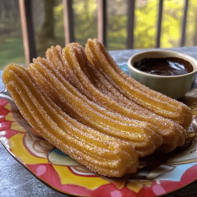 Um leckere Zimt-Zucker-Churros zu machen, benötigst du einige Grundzutaten. Diese Zutaten sorgen für den perfekten Geschmack und die richtige Textur. Hier sind die Hauptzutaten: - 240 ml Wasser - 30 g Kristallzucker (2 Esslöffel) - 1/2 Teelöffel Salz - 30 ml Pflanzenöl (2 Esslöffel) - 125 g Weizenmehl (1 Tasse) - 2 große Eier - 1 Teelöffel Vanilleextrakt - 200 g Kristallzucker (für die Beschichtung) - 2 Teelöffel gemahlener Zimt (für die Beschichtung) - Öl zum Frittieren Jede dieser Zutaten hat eine spezielle Rolle. Das Wasser und Öl helfen, den Teig zusammenzubringen. Der Zucker bringt Süße und die Eier sorgen für die luftige Konsistenz. Wenn du die Churros etwas abwandeln möchtest, gibt es einige Alternativen. Statt Weizenmehl kannst du glutenfreies Mehl verwenden. Das macht die Churros für viele Menschen verträglich. Für einen anderen Geschmack kannst du auch einen Teil des Zuckers durch Honig ersetzen. Das gibt den Churros eine besondere Note. Zeige kreativ in der Küche und probiere verschiedene Alternativen aus! Achte auf Allergene, wenn du Churros zubereitest. Diese Zutaten könnten für einige Menschen problematisch sein: - Weizenmehl: Enthält Gluten. - Eier: Häufige Allergene. - Pflanzenöl: Manchmal Allergien gegen bestimmte Pflanzenöle. Falls jemand Allergien hat, kannst du das Weizenmehl durch eine glutenfreie Mischung ersetzen. Auch die Eier können in einigen Rezepten durch Apfelmus oder Leinsamen ersetzt werden. Achte darauf, solche Alternativen zu nutzen, wenn nötig. Für das vollständige Rezept, schau dir [Full Recipe] an. Zuerst sammeln wir alle Zutaten für unsere Zimt-Zucker-Churros. Sie benötigen: - 240 ml Wasser - 30 g Kristallzucker (2 Esslöffel) - 1/2 Teelöffel Salz - 30 ml Pflanzenöl (2 Esslöffel) - 125 g Weizenmehl (1 Tasse) - 2 große Eier - 1 Teelöffel Vanilleextrakt Beginnen Sie, indem Sie in einem mittleren Topf das Wasser, 2 Esslöffel Kristallzucker, Salz und 2 Esslöffel Pflanzenöl vermischen. Bringen Sie diese Mischung bei mittlerer Hitze zum Kochen. Sobald es kocht, nehmen Sie den Topf vom Herd. Rühren Sie nun schnell 1 Tasse Weizenmehl ein. Rühren Sie, bis der Teig eine glatte Kugel bildet. Lassen Sie den Teig etwa 10 Minuten abkühlen. Nach dem Abkühlen geben Sie die Eier nacheinander dazu. Fügen Sie auch den Vanilleextrakt hinzu. Rühren Sie gut, bis der Teig glatt und gleichmäßig ist. Jetzt geht es ans Frittieren! Erhitzen Sie in einem tiefen Topf oder einer Pfanne das Öl auf 190 °C (375 °F). Das Öl sollte tief genug sein, etwa 5-7 cm, damit die Churros schwimmen können. Während das Öl erhitzt, bereiten Sie die Zimt-Zucker-Mischung vor. Vermischen Sie 200 g Kristallzucker und 2 Teelöffel gemahlenen Zimt in einer flachen Schüssel. Füllen Sie den Churroteig in einen Spritzbeutel mit einer sternförmigen Tülle. Wenn das Öl heiß ist, spritzen Sie 10-15 cm lange Stränge Teig direkt ins Öl. Nutzen Sie eine Schere, um den Teig abzuschneiden. Frittieren Sie immer nur kleine Mengen, damit es nicht zu voll wird. Die Churros frittieren Sie 2-3 Minuten auf jeder Seite. Sie sollten goldbraun und knusprig sein. Mit einer Schaumkelle nehmen Sie die Churros heraus und lassen sie auf Küchenpapier abtropfen. Während die Churros noch warm sind, wälzen Sie jede Churro im Zimt-Zucker-Mix. Achten Sie darauf, dass sie gleichmäßig bedeckt sind. Diese süße Beschichtung macht die Churros besonders lecker! Für das beste Ergebnis empfehle ich, die Churros sofort zu servieren. Das macht sie besonders frisch und knusprig. Genießen Sie das Rezept aus der Full Recipe! Um den besten Churroteig zu machen, sind frische Zutaten wichtig. Beginne mit Wasser, Zucker, Salz und Öl. Koche diese Mischung gut. Dann füge das Mehl hinzu und rühre schnell. Das ergibt einen glatten Teig. Lass den Teig für zehn Minuten abkühlen. Danach kommen die Eier und der Vanilleextrakt dazu. Rühre alles gut durch. Ein glatter, dicker Teig ist ideal für Churros. Wenn der Teig zu dünn ist, wird das Ergebnis nicht knusprig. Für das Frittieren ist die richtige Temperatur wichtig. Erhitze das Öl auf etwa 190 °C. Ein Küchenthermometer hilft hier sehr. Wenn das Öl zu kalt ist, werden die Churros fettig. Zu heißes Öl brennt sie an. Frittiere die Churros in kleinen Mengen. So vermeidest du Überfüllung. Sie brauchen etwa zwei bis drei Minuten pro Seite. Achte darauf, dass sie schön goldbraun sind. Präsentiere die Churros auf einem schönen Teller. Bestäube sie leicht mit Zimt-Zucker. Das sieht toll aus und macht sie noch leckerer. Du kannst auch eine Schüssel mit geschmolzener Schokolade oder Dulce de Leche dazugeben. So können die Gäste dippen. Das macht das Essen noch spannender. Zeige deine Kreativität bei der Präsentation. So wirken die Churros noch einladender. {{image_4}} Ich liebe es, Churros zu füllen! Eine leckere Füllung macht sie noch besser. Du kannst sie mit Schokolade, Pudding oder sogar mit Karamell füllen. Um gefüllte Churros zu machen, spritze zuerst einen langen Strang Teig. Frittiere ihn dann, bis er goldbraun ist. Lass ihn kurz abkühlen und steche dann mit einer Spritze in die Seite. Fülle ihn mit deiner Lieblingsfüllung. Die Kombination aus warmen Churros und schmelzender Füllung ist einfach unwiderstehlich! Zimt und Zucker sind klassisch, aber du kannst kreativ werden! Probiere eine Schokoladenbeschichtung für einen intensiven Geschmack. Mische Kakaopulver mit Zucker und wälze die Churros darin. Für eine fruchtige Note kannst du auch eine Mischung aus Puderzucker und geriebener Zitrone verwenden. Die Möglichkeiten sind endlos! Experimentiere mit verschiedenen Gewürzen wie Kardamom oder Muskatnuss. So machst du deine Churros einzigartig. Dips machen Churros noch spannender! Stelle eine kleine Schüssel mit geschmolzener Schokolade bereit. Der warme, dicke Schokoladendip passt perfekt zu den knusprigen Churros. Auch eine Vanille- oder Karamellsauce ist eine tolle Wahl. Wenn du es fruchtiger magst, probiere einen Erdbeer- oder Himbeerdip. Dips bringen mehr Geschmack und Abwechslung in dein Churro-Erlebnis. Du kannst auch verschiedene Dips anbieten, damit jeder seinen Favoriten finden kann. Wenn du mehr über das Rezept erfahren möchtest, schau dir das Full Recipe an! Churros sind am besten frisch. Wenn du sie aufbewahren musst, lass sie zuerst abkühlen. Lege sie dann in einen luftdichten Behälter. So bleiben sie knusprig. Wenn du keinen Behälter hast, wickel sie in Frischhaltefolie. Vermeide es, sie mit anderen Lebensmitteln zu lagern, um Gerüche zu verhindern. Um Churros wieder aufzuwärmen, heize deinen Ofen auf 180 °C vor. Lege die Churros auf ein Backblech. Erwärme sie für 5 bis 7 Minuten. So werden sie wieder knusprig. Vermeide die Mikrowelle, da sie die Churros weich macht. Churros bleiben im Kühlschrank etwa 2 Tage frisch. Wenn du sie länger aufbewahren möchtest, friere sie ein. Lege die Churros in einen Gefrierbeutel. So bleiben sie bis zu 3 Monate haltbar. Zum Auftauen lasse sie einfach bei Raumtemperatur stehen. Frittiere sie dann für ein paar Minuten, um die Knusprigkeit zurückzubringen. Um Zimt-Zucker-Churros selbst zu machen, benötigst du einige einfache Zutaten. Hier ist die Schritt-für-Schritt-Anleitung: 1. Mische die Basis: Koche Wasser, Zucker, Salz und Öl in einem Topf. 2. Teig herstellen: Nimm den Topf vom Herd und rühre das Mehl ein. Warte, bis der Teig abgekühlt ist. 3. Eier und Vanille hinzufügen: Schlage die Eier einzeln in den Teig und füge Vanille hinzu. 4. Frittieren: Erhitze Öl auf 190 °C und forme den Teig in lange Stränge. Frittiere sie goldbraun. 5. Zimt-Zucker-Beschichtung: Wälze die heißen Churros in einer Mischung aus Zucker und Zimt. Du kannst das vollständige Rezept unter [Full Recipe] finden. So einfach ist das! Zimt-Zucker-Churros findest du in vielen Bäckereien und Märkten. Oft sind sie auch auf Jahrmärkten oder Festen zu finden. Viele Restaurants bieten sie als Dessert an. In großen Städten gibt es spezielle Churro-Stände. Wenn du sie frisch genießen möchtest, mache sie einfach selbst zu Hause! Churros schmecken toll mit verschiedenen Dips. Hier sind einige beliebte Optionen: - Schokoladensauce: Eine klassische Wahl für Schokoladenliebhaber. - Dulce de Leche: Eine süße, karamellartige Sauce, die perfekt passt. - Karamellsauce: Für einen extra süßen Genuss. - Fruchtsoße: Eine frische Option, die gut zu Zimt passt. Probiere die Dips aus und finde deinen Favoriten! Zimt-Zucker-Churros sind einfach herzustellen und machen Spaß. Die Zutaten sind leicht zu finden, und die Schritt-für-Schritt-Anleitung hilft dir, sie perfekt zuzubereiten. Denk daran, die Teigkonsistenz richtig zu haben und die Temperatur beim Frittieren zu beachten. Egal, ob du gefüllte Churros magst oder andere Geschmäcker ausprobieren willst, die Variationen sind endlos. Beachte die Lagerungshinweise, um ihre Frische zu bewahren. Mit diesen Tipps bist du bestens vorbereitet. Viel Spaß beim Churros machen!