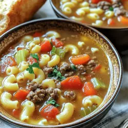 Die Zutaten für die klassische Rinder- und Tomaten-Makkaroni-Suppe sind einfach und frisch. Diese Kombination sorgt für Geschmack und Fülle. Hier ist die Liste der Zutaten, die du brauchst: