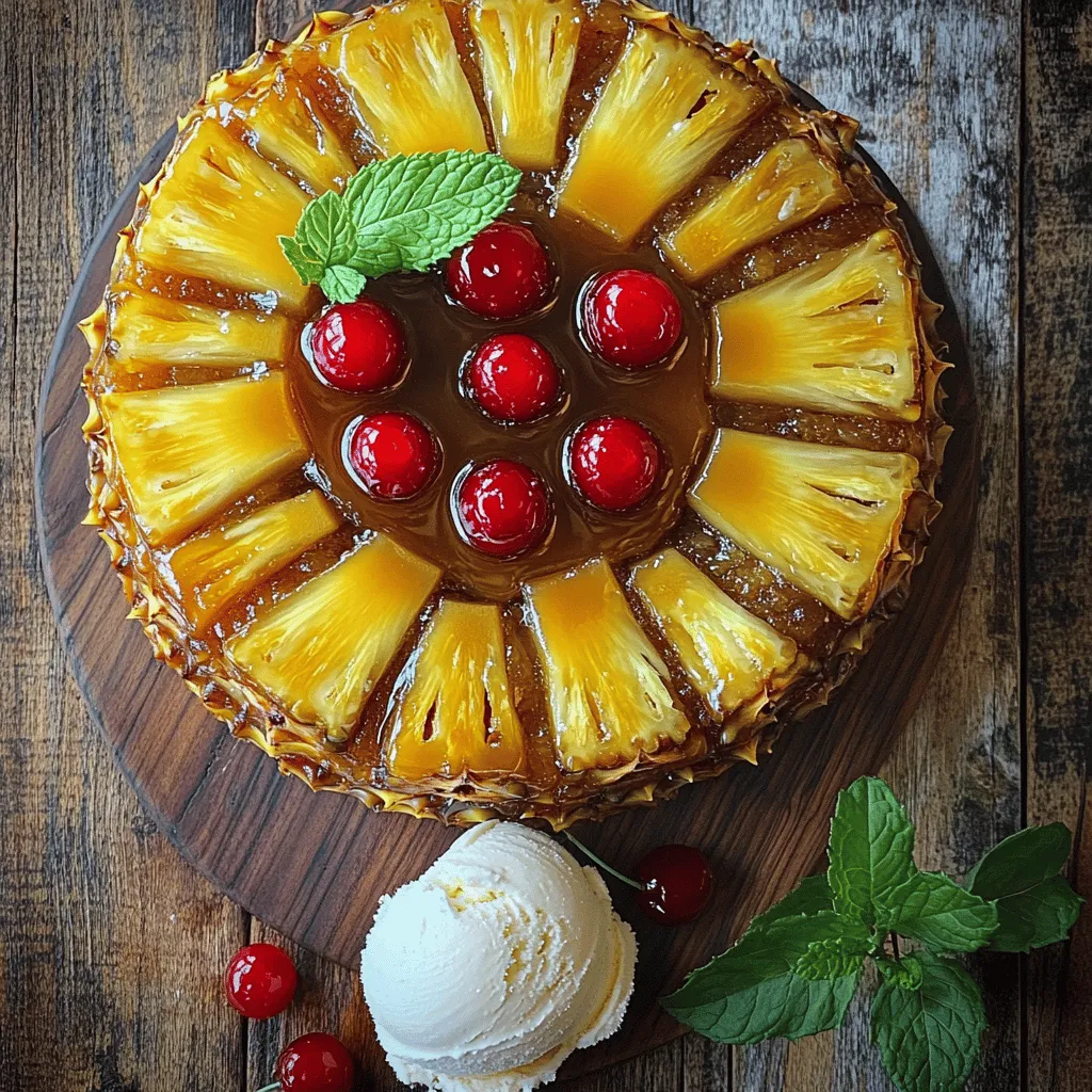 - 1 Dose Ananasscheiben (450 g) - 75 g geschmolzene Butter - 150 g brauner Zucker - 12 Maraschinokirschen