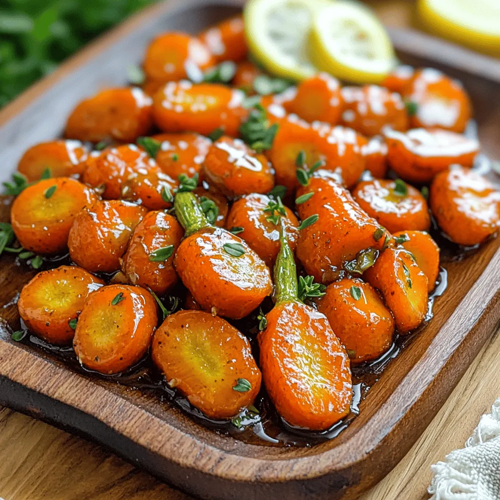 Für die Honig-Knoblauch-Röstkarotten brauchst du folgende Zutaten: - 450 g Babykarotten (oder normale Karotten, in Sticks geschnitten) - 3 Esslöffel Honig - 2 Esslöffel Olivenöl - 4 Zehen Knoblauch, fein gehackt - 1 Teelöffel frische Thymianblätter (oder ½ Teelöffel getrockneter Thymian) - Salz und Pfeffer nach Geschmack - 1 Esslöffel Balsamico-Essig (optional für eine saftige Note) - Frische Petersilie, zum Garnieren Wenn du Karotten kaufst, achte auf diese Punkte: - Wähle Karotten, die fest und knackig sind. - Vermeide solche mit weichen Stellen oder Rissen. - Babykarotten sind süßer und zarter, ideal für dieses Rezept. - Normale Karotten sollten gleichmäßig dick sein, damit sie gleichmäßig garen. Wenn du keine bestimmte Zutat hast, probiere diese Alternativen: - Ersetze Honig durch Ahornsirup für eine andere Süße. - Verwende Rapsöl, wenn du kein Olivenöl magst. - Frischer Thymian kann durch Rosmarin ersetzt werden. - Für eine vegane Option lasse den Honig weg oder nimm Agavendicksaft. Mit diesen Zutaten und Tipps kannst du die besten Honig-Knoblauch-Röstkarotten zubereiten. Probiere das vollständige Rezept und genieße den köstlichen Geschmack! Zuerst sammeln Sie alle Zutaten für das Rezept. Für die Honig-Knoblauch-Röstkarotten brauchen Sie: - 450 g Babykarotten (oder normale Karotten, in Sticks geschnitten) - 3 Esslöffel Honig - 2 Esslöffel Olivenöl - 4 Zehen Knoblauch, fein gehackt - 1 Teelöffel frische Thymianblätter (oder ½ Teelöffel getrockneter Thymian) - Salz und Pfeffer nach Geschmack - 1 Esslöffel Balsamico-Essig (optional für eine saftige Note) - Frische Petersilie, zum Garnieren Waschen Sie die Karotten gründlich. Wenn Sie normale Karotten verwenden, schneiden Sie sie in gleichmäßige Sticks. So garen sie gleichmäßig. Heizen Sie den Ofen auf 220 °C vor. Dies sorgt dafür, dass die Karotten schön rösten. Legen Sie ein Backblech mit Backpapier aus. Das macht die Reinigung einfach. Verteilen Sie die Karotten gleichmäßig auf dem Blech, ohne sie zu überfüllen. Rösten Sie die Karotten für etwa 25-30 Minuten. Wenden Sie sie nach der Hälfte der Zeit. So werden sie von allen Seiten gleichmäßig braun. Sie sind fertig, wenn sie zart und leicht karamellisiert sind. In einer großen Schüssel vermengen Sie alles. Geben Sie den Honig, das Olivenöl, den gehackten Knoblauch, den Thymian, Salz und Pfeffer hinein. Wenn Sie den Balsamico-Essig verwenden, fügen Sie ihn auch hinzu. Rühren Sie alles gut um, bis es gleichmäßig vermischt ist. Fügen Sie die vorbereiteten Karotten hinzu. Wenden Sie sie in der Mischung, bis sie gut bedeckt sind. Dies gibt den Karotten einen tollen Geschmack. Jetzt sind Sie bereit für das Rösten! Folgen Sie dem [Full Recipe], um das Gericht perfekt zu machen. Um die besten Honig-Knoblauch-Röstkarotten zu machen, achte auf die Karotten. Frische, knackige Karotten sorgen für einen tollen Geschmack. Du kannst Babykarotten oder normale Karotten verwenden. Wenn du normale Karotten nimmst, schneide sie in gleichmäßige Sticks. Dies hilft beim gleichmäßigen Rösten. Die Honig-Knoblauch-Mischung muss gut vermischt sein. Achte darauf, dass der Knoblauch gleichmäßig verteilt ist. So bekommt jede Karotte den vollen Geschmack. Röste die Karotten in einer einzelnen Schicht. Wenn du sie überfüllst, werden sie nicht knusprig. Rühre sie in der Mitte der Röstzeit um, damit sie gleichmäßig braun werden. Ein häufiger Fehler ist, die Karotten zu lange zu rösten. Wenn sie zu weich sind, verlieren sie ihren Biss. Überprüfe die Karotten nach 25 Minuten. Wenn sie zart sind, nimm sie aus dem Ofen. Ein anderer Fehler ist, die Mischung nicht gut zu vermengen. Wenn der Knoblauch nicht gleichmäßig verteilt ist, schmeckt es nicht gut. Mische die Zutaten gründlich, bevor du die Karotten hinzufügst. Für eine schöne Präsentation lege die Karotten auf einen großen Teller. Träufle etwas von der Honig-Knoblauch-Sauce darüber. Dies macht das Gericht ansprechend. Garnieren mit frischer Petersilie bringt Farbe. Du kannst auch dünne Zitronenscheiben darauflegen. Der frische Geschmack der Zitrone hebt die Süße der Karotten hervor. Wenn du mehr Abwechslung willst, serviere die Karotten mit Reis oder Quinoa. Für das vollständige Rezept schaue hier: [Full Recipe]. {{image_4}} Für Honig-Knoblauch-Röstkarotten kann man viele Gewürze nutzen. Zum Beispiel passt Paprika gut dazu. Eine Prise Kreuzkümmel verleiht den Karotten einen tollen Geschmack. Wenn du es schärfer magst, probiere Chili-Flocken. Frische Kräuter wie Rosmarin und Oregano bringen neuen Schwung. Du kannst diese Gewürze einfach zu deiner Honig-Knoblauch-Mischung hinzufügen. Um das Rezept vegan zu machen, ersetze den Honig durch Ahornsirup oder Agavendicksaft. Diese Alternativen geben den Karotten eine süße Note. Du kannst auch andere Gemüse ausprobieren. Süßkartoffeln oder Zucchini ergänzen das Gericht perfekt. Denke daran, die Garzeit anzupassen, wenn du andere Gemüsesorten verwendest. Röstkarotten sind vielseitig. Sie passen gut zu vielen Gerichten. Serviere sie zu einem saftigen Steak oder zu gegrilltem Hähnchen. Für eine vegetarische Option sind sie lecker zu Quinoa oder Couscous. Ein frischer Salat rundet das Essen ab. Probiere einen Joghurt-Dip für zusätzlichen Geschmack. Für das vollständige Rezept von Honig-Knoblauch-Röstkarotten, schau dir die vollständige Anleitung an. Um die Aromen von den Honig-Knoblauch-Röstkarotten zu bewahren, lassen Sie sie zuerst abkühlen. Legen Sie sie dann in einen luftdichten Behälter. So bleiben sie frisch und lecker. Sie können auch ein Stück Frischhaltefolie über den Behälter legen. So bleibt der Geschmack intensiv. Wenn Sie die Karotten wieder aufwärmen, nutzen Sie den Ofen. Heizen Sie ihn auf 180 °C (350 °F). Legen Sie die Karotten auf ein Backblech und rösten Sie sie für etwa 10 Minuten. So werden sie wieder warm und knusprig. Sie können auch ein wenig Olivenöl hinzufügen, um den Geschmack zu beleben. Im Kühlschrank bleiben die Karotten bis zu 4 Tage frisch. Stellen Sie sicher, dass der Behälter gut verschlossen ist. Wenn Sie sie länger aufbewahren möchten, können Sie die Karotten einfrieren. In einem gefrierfesten Behälter halten sie bis zu 3 Monate. Lassen Sie sie vor dem Essen im Kühlschrank auftauen. Um die Röstzeit anzupassen, beachten Sie die Größe der Karotten. Dickere Stücke brauchen mehr Zeit. Wenn die Karotten kleiner sind, prüfen Sie sie nach 20 Minuten. Rösten Sie sie, bis sie weich sind und eine schöne Farbe haben. Ein wenig Experimentieren hilft, die perfekte Röstzeit für Ihren Ofen zu finden. Ja, Sie können andere Gemüsesorten hinzufügen. Brokkoli, Blumenkohl oder Zucchini passen gut dazu. Schneiden Sie das Gemüse in ähnliche Größen wie die Karotten. So garen sie gleichmäßig. Experimentieren Sie mit verschiedenen Gemüsearten, um neue Geschmackskombinationen zu entdecken. Um knusprigere Karotten zu erhalten, sollten Sie sie in einer einzigen Schicht rösten. Zu viele Karotten auf dem Blech sorgen für Dampf und weiche Karotten. Eine höhere Temperatur kann auch helfen. Rösten Sie sie bei 230 °C für eine knusprigere Textur. Wenden Sie die Karotten während des Röstens, um eine gleichmäßige Bräunung zu erzielen. - Vollständiges Rezept für Honig-Knoblauch-Röstkarotten In diesem Blogpost haben wir alles über Honig-Knoblauch-Röstkarotten behandelt. Wir haben die Zutaten, Zubereitung und Tipps besprochen. Die Wahl frischer Karotten ist wichtig. Die richtige Röstmethode bringt den besten Geschmack. Achte auf häufige Fehler, um perfekte Röstkarotten zu machen. Variationen und geeignete Beilagen bieten dir viele Optionen. Bewahre die Röstkarotten richtig auf, um sie länger frisch zu halten. Mit diesen Tipps gelingt dir dieses Gericht immer. Probier es aus und entdecke die köstlichen Möglichkeiten!