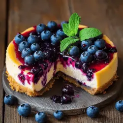 Um einen leckeren Blueberry Cheesecake zu machen, brauchst du einige Hauptzutaten. Hier ist, was du benötigst: - 1 ½ Tassen Graham-Cracker-Brösel - ½ Tasse ungesalzene Butter, geschmolzen - 2 Tassen Frischkäse, weich - 1 Tasse Zucker - 1 Teelöffel Vanilleextrakt - 3 große Eier - 1 Tasse saure Sahne - 1 Tasse frische Heidelbeeren Diese Zutaten sind einfach zu finden. Frischkäse macht den Kuchen cremig. Heidelbeeren geben einen fruchtigen Geschmack und eine schöne Farbe. Die Beerensauce ist das Tüpfelchen auf dem i für deinen Käsekuchen. Hier sind die Zutaten: - 1 Tasse gemischte Beeren (Erdbeeren, Heidelbeeren, Himbeeren) - ¼ Tasse Zucker - 2 Esslöffel Zitronensaft - 1 Teelöffel Maisstärke (optional für mehr Dicke) Die Mischung aus verschiedenen Beeren macht die Sauce lecker und bunt. Zitronensaft bringt Frische. Du kannst die Maisstärke verwenden, wenn du eine dickere Sauce magst. Falls du keine bestimmten Zutaten hast, kannst du sie ersetzen. Hier sind einige Vorschläge: - Verwende Kekse statt Graham-Cracker für die Kruste. - Nimm Frischkäse-Alternativen wie Quark oder Ricotta. - Du kannst auch andere Beeren verwenden, wenn Heidelbeeren nicht verfügbar sind. - Statt Zucker kannst du Honig oder Agavendicksaft verwenden. Diese Ersatzstoffe helfen dir, den Käsekuchen nach deinem Geschmack anzupassen. Gehe einfach auf die Zutaten, die du hast. Du kannst das Rezept trotzdem genießen! Um die Kruste zu machen, mischen Sie zuerst die Graham-Cracker-Brösel mit der geschmolzenen Butter. Das gibt der Kruste einen schönen Geschmack. Drücken Sie die Mischung fest in den Boden einer 9-Zoll-Form. Backen Sie die Kruste für etwa 10 Minuten im Ofen und lassen Sie sie dann abkühlen. Diese Zeit ist wichtig, da die Kruste sonst beim Befüllen zerbricht. Für die Füllung nehmen Sie eine große Schüssel. Rühren Sie den weichen Frischkäse, bis er glatt ist. Dann fügen Sie langsam den Zucker hinzu. Rühren Sie weiter, bis die Mischung gut aussieht. Geben Sie dann den Vanilleextrakt dazu. Jetzt kommen die Eier. Fügen Sie sie einzeln hinzu und rühren Sie nur so lange, bis sie gerade vermischt sind. Am Ende mischen Sie die saure Sahne unter und heben vorsichtig die Heidelbeeren unter. Gießen Sie die Füllung über die abgekühlte Kruste. Glätten Sie die Oberfläche mit einem Spatel. Nehmen Sie einen kleinen Topf und geben Sie die gemischten Beeren, Zucker und Zitronensaft hinein. Kochen Sie die Mischung bei mittlerer Hitze für 5-7 Minuten. Die Beeren sollten weich werden. Wenn Sie eine dickere Sauce mögen, mischen Sie die Maisstärke mit Wasser und rühren Sie sie ein. Kochen Sie weiter, bis die Sauce dicker wird. Lassen Sie die Sauce danach abkühlen. Diese Schritte helfen Ihnen, die perfekte einfache Blueberry Cheesecake mit Beerensauce zu machen. Für das vollständige Rezept, schauen Sie sich die Full Recipe an. Um den besten Käsekuchen zu backen, gibt es einige Tricks. Achte darauf, die Zutaten bei Raumtemperatur zu verwenden. Das hilft, eine glatte Füllung zu erzielen. Rühre den Frischkäse gut durch, bevor du den Zucker hinzufügst. Diese Technik macht die Mischung cremiger. Backe den Kuchen langsam bei niedriger Hitze. So vermeidest du Risse. Lass den Käsekuchen nach dem Backen im Ofen abkühlen. Dies hilft, die Temperatur gleichmäßig zu senken. Ein häufiges Problem ist ein wackeliger Käsekuchen. Das passiert oft, wenn die Backzeit zu kurz ist. Überprüfe die Mitte des Kuchens. Sie sollte leicht wackeln, aber nicht flüssig sein. Wenn dein Käsekuchen Risse hat, kann es an zu schnellem Abkühlen liegen. Lass ihn im Ofen auskühlen. Wenn du ihn zu schnell aus der Form nimmst, kann er brechen. Nutze ein Messer, um vorsichtig am Rand entlangzufahren. Um den Käsekuchen schön zu präsentieren, garniere ihn mit Minze und frischen Heidelbeeren. Das macht ihn lebendig und farbenfroh. Serviere die Beerensauce in einer kleinen Schüssel daneben. So kann jeder nach Belieben hinzufügen. Schneide den Kuchen mit einem heißen Messer. Das sorgt für saubere Stücke. Plane, den Käsekuchen mindestens vier Stunden im Kühlschrank zu kühlen, besser über Nacht. So wird er fest und lecker. Für das vollständige Rezept, schau dir die Anleitung an. {{image_4}} Wenn Sie auf tierische Produkte verzichten möchten, gibt es einfache Alternativen. Verwenden Sie stattdessen pflanzlichen Frischkäse. Dieser hat eine ähnliche Konsistenz und einen milden Geschmack. Ersetzen Sie die Eier durch einen Mix aus Leinsamen und Wasser. Ein Esslöffel Leinsamen mit drei Esslöffeln Wasser ergibt einen guten Ei-Ersatz. Nutzen Sie auch Kokoscreme anstelle von saurer Sahne. Diese macht den Käsekuchen schön cremig. Die Beerensauce ist sehr vielseitig. Sie können verschiedene Beeren verwenden. Erdbeeren, Himbeeren oder Kirschen passen gut dazu. Mischen Sie verschiedene Beeren für einen bunten Look. Sie können auch tropische Früchte wie Mango oder Ananas ausprobieren. Achten Sie darauf, die Süße anzupassen, je nach Frucht. Wenn Sie von diesem Käsekuchen begeistert sind, probieren Sie andere Desserts. Ein einfacher Beeren-Pudding ist schnell gemacht. Sie brauchen nur Joghurt, Beeren und Honig. Eine Beeren-Torte ist auch lecker. Verwenden Sie einen ähnlichen Keksboden. Füllen Sie die Torte mit einer Mischung aus Joghurt und Beeren. Diese Rezepte bringen den gleichen fruchtigen Geschmack auf den Tisch. Für die vollständige Anleitung und alle Schritte lesen Sie das [Full Recipe]. Um die Frische deines Käsekuchens zu bewahren, lege ihn in den Kühlschrank. Verwende dafür einen luftdichten Behälter oder decke ihn gut mit Frischhaltefolie ab. So bleibt die Konsistenz und der Geschmack erhalten. Stelle sicher, dass der Käsekuchen mindestens vier Stunden lang kühlt, bevor du ihn servierst. Das gibt ihm Zeit, sich zu setzen und die Aromen zu entfalten. Du kannst den Käsekuchen auch einfrieren. Lass ihn zuerst vollständig abkühlen. Schneide ihn dann in Stücke, um das Auftauen zu erleichtern. Wickele jedes Stück gut in Frischhaltefolie ein und lege sie in einen Gefrierbeutel. So bleibt die Qualität für bis zu drei Monate erhalten. Zum Auftauen lege die Stücke einfach über Nacht in den Kühlschrank. Der Käsekuchen hält sich im Kühlschrank etwa fünf bis sieben Tage. Achte auf Veränderungen im Geruch oder in der Textur. Wenn die Oberfläche feucht oder schimmelig aussieht, ist es besser, ihn wegzuwerfen. Eine gute Methode zur Frischeprüfung ist, ein Stück zu kosten. Wenn der Geschmack oder die Konsistenz nicht mehr stimmt, ist es Zeit, den Käsekuchen zu entsorgen. Sie können den Käsekuchen für bis zu fünf Tage im Kühlschrank aufbewahren. Stellen Sie sicher, dass Sie ihn in einem luftdichten Behälter lagern. So bleibt er frisch und lecker. Wenn Sie den Käsekuchen länger aufbewahren möchten, frieren Sie ihn ein. Er bleibt bis zu drei Monate im Gefrierfach haltbar. Ja, die Beerensauce lässt sich gut im Voraus zubereiten. Sie können sie bis zu drei Tage im Kühlschrank aufbewahren. Kochen Sie die Sauce einfach und lassen Sie sie abkühlen. Füllen Sie die Sauce dann in einen Behälter und kühlen Sie sie. Vor dem Servieren können Sie die Sauce leicht erwärmen oder kalt genießen. Ein wackeliger Käsekuchen ist normal, solange die Mitte noch leicht wackelt. Er wird beim Abkühlen fester. Lassen Sie den Käsekuchen im ausgeschalteten Ofen mit offener Tür für eine Stunde ruhen. Dies hilft, Risse zu vermeiden. Wenn die Mitte nach dem Abkühlen immer noch zu weich ist, kann es sein, dass der Käsekuchen nicht lange genug gebacken wurde. Achten Sie darauf, die Backzeit zu überprüfen. In diesem Artikel haben wir die wichtigsten Zutaten für den Käsekuchen und die Beerensauce besprochen. Ich habe Ihnen gezeigt, wie Sie sie zubereiten und Fehler vermeiden. Wir haben auch Variationen und Lagerungstipps behandelt. Denken Sie daran: Jeder kann einen tollen Käsekuchen backen! Experimentieren Sie mit neuen Zutaten und finden Sie Ihre Lieblingsversion. Ihr perfekter Käsekuchen wartet auf Sie. Genießen Sie jeden Bissen!
