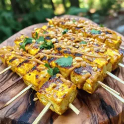 Um einen köstlichen Tofu Satay zuzubereiten, benötigen Sie folgende Hauptzutaten: - 400 g fester Tofu, gepresst und in 2,5 cm große Würfel geschnitten - 1 Esslöffel Sojasauce - 1 Esslöffel Sesamöl - 1 Esslöffel Ahornsirup - 1 Teelöffel gemahlener Ingwer - 1 Teelöffel Knoblauchpulver - 1 Teelöffel Kurkumapulver - 1/2 Teelöffel Cayennepfeffer (optional, für Schärfe) - 1 Esslöffel Limettensaft - Bambusspieße (30 Minuten in Wasser eingeweicht) Diese Zutaten geben dem Tofu Satay Geschmack und eine tolle Textur. Der Tofu nimmt die Marinade gut auf und wird so sehr aromatisch. Die Erdnusssoße ist der Star dieses Gerichts. Für die Soße brauchen Sie: - 120 g cremige Erdnussbutter - 2 Esslöffel Sojasauce - 1 Esslöffel Ahornsirup - 120 ml Kokosmilch - 1 Esslöffel Limettensaft - 1 Knoblauchzehe, fein gehackt - 1 Teelöffel geriebener Ingwer - Salz nach Geschmack Diese Zutaten geben der Soße eine cremige und reichhaltige Konsistenz. Die Kombination aus Erdnussbutter und Kokosmilch macht sie einzigartig. Um das Gericht noch besser zu machen, kann man einige optionale Zutaten nutzen: - Frischer Koriander zur Garnitur - Gehackte Erdnüsse für Crunch - Limettenscheiben als frische Beilage Diese Optionen bringen Farbe und einen zusätzlichen Geschmack. Sie sind einfach zu finden und machen Ihr Gericht noch ansprechender. Wenn Sie mehr über die Zubereitung erfahren möchten, schauen Sie sich das [Full Recipe] an. Um den Tofu richtig zu marinieren, beginne mit einer großen Schüssel. Mische dort die Sojasauce, das Sesamöl, den Ahornsirup, gemahlenen Ingwer, Knoblauchpulver, Kurkuma, Cayennepfeffer und den Limettensaft. Rühre alles gut um, bis die Zutaten vereint sind. Jetzt ist es Zeit für den Tofu. Schneide ihn in 2,5 cm große Würfel. Gib die Tofuwürfel in die Marinade. Achte darauf, dass jeder Würfel gut bedeckt ist. Decke die Schüssel ab und stelle sie in den Kühlschrank. Lasse den Tofu mindestens 30 Minuten marinieren. Wenn du mehr Geschmack willst, lasse ihn bis zu 2 Stunden marinieren. Während der Tofu mariniert, kannst du die Erdnusssoße zubereiten. Nimm eine Schüssel und füge die cremige Erdnussbutter, Sojasauce, Ahornsirup, Kokosmilch, Limettensaft, den gehackten Knoblauch und den geriebenen Ingwer hinzu. Verquirle alles gut, bis die Mischung glatt ist. Schmecke die Soße mit Salz ab. Diese Soße wird die perfekte Ergänzung zu deinem Tofu Satay. Sie ist reich, cremig und voll von Geschmack. Jetzt ist es Zeit zu grillen! Heize deinen Grill oder deine Grillpfanne auf mittelhohe Hitze vor. Nimm die marinierten Tofuwürfel und stecke sie auf die eingeweichten Bambusspieße. Lass etwas Platz zwischen den Würfeln, damit sie gleichmäßig garen. Grille die Spieße für 3-4 Minuten auf jeder Seite. Achte darauf, dass sie leicht angebräunt sind und gut durchgewärmt. Wenn sie fertig sind, nimm die Spieße vom Grill. Du kannst die Spieße mit der Erdnusssoße überziehen oder die Soße separat servieren. Beide Optionen sind lecker! Die Marinierzeit ist entscheidend für den Geschmack des Tofus. Ich empfehle, den Tofu mindestens 30 Minuten zu marinieren. Wenn du mehr Zeit hast, lasse ihn bis zu 2 Stunden im Kühlschrank. So nimmt der Tofu die Aromen besser auf. Achte darauf, dass der Tofu gleichmäßig von der Marinade umhüllt ist. Verwende eine große Schüssel, damit alles gut vermischt wird. Beim Grillen ist die Temperatur wichtig. Heize deinen Grill auf mittelhohe Hitze vor. Dies sorgt dafür, dass der Tofu schön bräunt, ohne auszutrocknen. Lege die Spieße vorsichtig auf den Grill. Wende sie nach 3-4 Minuten. Achte darauf, dass sie nicht anbrennen. Verwende eine Grillzange, um die Spieße sicher zu wenden. Die Präsentation macht den Unterschied. Lege die gegrillten Spieße auf eine große Servierplatte. Gieße die Erdnusssoße darüber oder serviere sie separat. Garniere mit gehackten Erdnüssen und frischem Koriander. Das sieht nicht nur gut aus, sondern bringt auch extra Geschmack. Du kannst auch Limettenscheiben dazu legen. Sie fügen Frische hinzu und sind ein schöner Farbtupfer. {{image_4}} Falls du nach einer veganen Option suchst, probiere Tempeh oder Seitan. Beide sind proteinreich und haben eine feste Textur. Tempeh hat einen nussigen Geschmack und kann gut mariniert werden. Seitan hat eine fleischähnliche Konsistenz und nimmt Aromen gut auf. Du kannst sie genau wie Tofu vorbereiten. Die Marinade für Tofu Satay ist sehr anpassbar. Füge deine Lieblingsgewürze hinzu. Du kannst zum Beispiel Kreuzkümmel oder Paprika verwenden. Wenn du es schärfer magst, probiere frischen Chili oder Sriracha. Diese Variationen geben deinem Gericht einen besonderen Kick. Experimentiere ruhig mit verschiedenen Kräutern wie Koriander oder Basilikum. Um das Gericht glutenfrei zu machen, wähle glutenfreie Sojasauce oder Tamari. Diese Zutaten ersetzen normale Sojasauce ohne den Geschmack zu beeinträchtigen. Achte darauf, dass auch die Erdnusssoße glutenfrei ist. Verwende nur glutenfreie Zutaten für das beste Ergebnis. So kannst du Tofu Satay trotzdem genießen, ohne auf den Geschmack zu verzichten. Für das vollständige Rezept, klicke auf [Full Recipe]. Um die Reste von Tofu Satay mit Erdnusssoße richtig aufzubewahren, legen Sie die Spieße in einen luftdichten Behälter. Trennen Sie die Erdnusssoße in einem eigenen Behälter. So bleibt der Tofu frisch und die Soße cremig. Lagern Sie alles im Kühlschrank. So bleiben die Reste bis zu drei Tage genießbar. Wenn Sie den Tofu aufwärmen möchten, können Sie ihn in einer Pfanne bei mittlerer Hitze erhitzen. Fügen Sie etwas Öl hinzu, um ein Ankleben zu verhindern. Rühren Sie den Tofu regelmäßig um. Sie können ihn auch im Ofen bei 180 Grad Celsius aufwärmen. So bleibt er knusprig und lecker. Die Erdnusssoße hält sich gut im Kühlschrank. Sie bleibt bis zu einer Woche frisch, wenn Sie sie in einem luftdichten Behälter aufbewahren. Vor dem Servieren sollten Sie die Soße gut umrühren. Wenn sie zu dick wird, fügen Sie einfach etwas Wasser oder Kokosmilch hinzu. Für den besten Geschmack sollte der Tofu mindestens 30 Minuten marinieren. Wenn du Zeit hast, mariniere ihn bis zu 2 Stunden. So zieht das Aroma besser ein. Je länger du ihn marinierst, desto intensiver wird der Geschmack. Ja, du kannst die Erdnusssoße im Voraus machen. Sie bleibt im Kühlschrank bis zu 5 Tage frisch. Mische einfach alle Zutaten gut und bewahre die Soße in einem luftdichten Behälter auf. Vor dem Servieren einfach gut umrühren. Wenn die Soße zu dick ist, füge etwas Wasser oder Kokosmilch hinzu. Tofu Satay passt gut zu vielen Beilagen. Du kannst ihn mit Reis oder Quinoa servieren. Frisches Gemüse oder ein bunter Salat ergänzen das Gericht perfekt. Auch gegrilltes Gemüse ist eine tolle Wahl. Probiere auch Erdnüsse oder frischen Koriander zum Garnieren aus. So wird dein Gericht noch bunter und schmackhafter. Du hast jetzt alles, um leckeres Tofu Satay mit Erdnusssoße zuzubereiten. Wir haben die Hauptzutaten und die besten Tipps für die Zubereitung behandelt. Du kannst den Tofu marinieren, die Erdnusssoße machen und perfekt grillen. Vergiss nicht, auch mit Variationen und Beilagen zu experimentieren. Deine köstlichen Kreationen werden sicher beeindrucken. Achte darauf, die Reste richtig zu lagern, damit nichts vergeudet wird. Jetzt ist es an der Zeit, deine Freunde und Familie mit diesem Gericht zu begeistern!