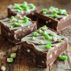 Um leckeres Mint Chocolate Fudge zu machen, brauchst du: - 2 Tassen halbsüße Schokoladenstückchen - 1 Tasse gesüßte Kondensmilch - 1 Teelöffel Pfefferminzextrakt - 1/2 Teelöffel Vanilleextrakt - 1/4 Teelöffel Meersalz - 1/2 Tasse zerstoßene Pfefferminzbonbons (oder Zuckerstangen) - 1/2 Tasse weiße Schokoladenstückchen (zum Beträufeln, optional) Wenn du Zutaten ersetzen möchtest, gibt es viele Optionen. Du kannst: - Halbsüße Schokoladenstückchen durch dunkle oder Vollmilchschokolade ersetzen. - Gesüßte Kondensmilch mit Kokosmilch oder Hafercreme austauschen. - Pfefferminzextrakt durch Mandel- oder Orangenextrakt ersetzen. - Weiße Schokoladenstückchen weglassen, wenn du es einfacher magst. Die Qualität deiner Zutaten macht einen großen Unterschied. Verwende frische und hochwertige Produkte. - Wähle echte Schokolade anstelle von Schokoladenstückchen mit geringem Kakaoanteil. - Frische Pfefferminzbonbons sorgen für einen intensiveren Geschmack. - Achte darauf, dass die Kondensmilch cremig und ohne Klumpen ist. Mit diesen Tipps und der richtigen Auswahl kannst du ein tolles Mint Chocolate Fudge zaubern. Sieh dir das Full Recipe an, um die Schritte zu erfahren. Um deine Fudge perfekt zu machen, beginne mit der Backform. Nimm eine 20x20 cm große Form. Lege sie mit Backpapier aus, damit du die Fudge später leicht herausnehmen kannst. Achte darauf, dass das Papier über den Rand hängt. Fette die Form leicht mit Kochspray oder Butter ein. So bleibt die Fudge nicht kleben. Jetzt kommt der spannende Teil! Nimm halbsüße Schokoladenstückchen und gesüßte Kondensmilch. Gib sie in einen kleinen Topf. Stelle den Herd auf niedrige Temperatur. Rühre ständig, bis die Schokolade schmilzt und die Masse glatt wird. Dies dauert etwa fünf bis sieben Minuten. Wenn die Schokolade geschmolzen ist, nimm den Topf vom Herd. Jetzt füge den Pfefferminzextrakt, Vanilleextrakt und das Meersalz hinzu. Rühre gut um, damit sich die Aromen gleichmäßig verteilen. Als Nächstes hebst du vorsichtig die zerstoßenen Pfefferminzbonbons unter. Achte darauf, dass du einen Esslöffel für die Dekoration aufbewahrst. Diese Schritte bringen den frischen Minzgeschmack in deine Fudge. Jetzt ist deine Mischung bereit, in die Backform gegossen zu werden! Wenn du den gesamten Prozess befolgt hast, bist du auf dem besten Weg, leckeres Mint Chocolate Fudge zu machen. Vergiss nicht, die vollständige Rezeptanleitung zu prüfen, um nichts zu verpassen! Wenn du Mint Chocolate Fudge machst, gibt es einige Fehler, die leicht passieren können. - Schokolade nicht zu heiß schmelzen: Wenn die Schokolade zu schnell schmilzt, wird sie klumpig. Schmelze sie immer bei niedriger Hitze. - Zu viel Pfefferminzextrakt: Ein Teelöffel reicht aus. Zu viel kann den Geschmack überdecken. - Fudge nicht genug kühlen: Lass die Fudge mindestens zwei Stunden im Kühlschrank. So wird sie fest und lässt sich gut schneiden. Um die ideale Konsistenz deiner Fudge zu erhalten, achte auf folgende Tipps: - Luftdicht verpacken: Lege die Fudge in einen luftdichten Behälter. So bleibt sie frisch und weich. - Kühlschrank nutzen: Bewahre die Fudge im Kühlschrank auf. So bleibt sie länger haltbar. - Nicht einfrieren: Das Einfrieren kann die Textur verändern. Es ist besser, die Fudge frisch zu genießen. Eine schöne Präsentation macht deine Fudge noch ansprechender. Hier sind einige einfache Tipps: - Festliche Teller: Serviere die Fudge auf einem hübschen Teller. Das macht einen guten Eindruck. - Frische Minzblätter: Dekoriere die Fudge mit frischen Minzblättern. Das sieht toll aus und bringt frischen Geschmack. - Geschenkverpackung: Lege die Fudge in kleine Papptütchen. So hast du ein tolles Geschenk für Freunde. Mit diesen Tipps wird deine Mint Chocolate Fudge immer ein Hit sein. Schau dir auch das Full Recipe an, um alle Schritte zu sehen! {{image_4}} Du kannst Mint Chocolate Fudge mit vielen Aromen aufpeppen. Probiere zum Beispiel Orangen- oder Karamellgeschmack. Einfach etwas Orangenextrakt oder Karamellsauce in die Schokoladenmischung geben. Diese kleinen Änderungen machen viel aus. Du kannst auch Kaffeeextrakt für einen stärkeren Geschmack nutzen. Zusätzliche Toppings bringen Freude in jedes Stück Fudge. Du kannst Nüsse, wie Mandeln oder Walnüsse, darüber streuen. Auch ein bisschen Kokosraspel sorgt für einen neuen Twist. Magst du es knusprig? Füge kleine Brezelstückchen hinzu. Sei kreativ und nutze, was dir gefällt! Für glutenfreie Fudge nutze einfach glutenfreie Schokoladenstückchen. Das macht die Fudge für alle zugänglich. Vegane Optionen sind einfach. Ersetze die gesüßte Kondensmilch durch Kokosmilch oder Mandelmilch. So hast du eine leckere, pflanzliche Version. Egal, für welche Variante du dich entscheidest, jede ist ein Genuss! Du findest die vollständige Anleitung in der [Full Recipe]. Um dein Mint Chocolate Fudge frisch zu halten, lagere es in einem luftdichten Behälter. Stelle den Behälter an einen kühlen, trockenen Ort. Vermeide direkte Sonneneinstrahlung, da sie die Schokolade schmelzen kann. Bei richtiger Lagerung bleibt die Fudge weich und lecker. Mint Chocolate Fudge hält sich etwa zwei Wochen, wenn du ihn richtig lagerst. Du kannst ihn auch im Kühlschrank aufbewahren, wo er bis zu einem Monat frisch bleibt. Achte darauf, dass der Behälter gut verschlossen ist, um Gerüche zu vermeiden. Das Einfrieren von Mint Chocolate Fudge ist eine gute Möglichkeit, die Haltbarkeit zu verlängern. Schneide die Fudge in Stücke und lege sie in einen gefriergeeigneten Behälter. So bleibt die Fudge bis zu drei Monate haltbar. Zum Auftauen, lass die Fudge einfach bei Raumtemperatur stehen. So bleibt die Textur schön und die Aromen erhalten. Die Zubereitungszeit für Mint Chocolate Fudge beträgt etwa 15 Minuten. Danach musst du die Fudge mindestens 2 Stunden im Kühlschrank kühlen. So kann sie fest werden und gut geschnitten werden. Insgesamt planst du also rund 2 Stunden und 15 Minuten ein. Diese Zeit lohnt sich, denn die Fudge ist lecker! Ja, du kannst den Pfefferminzextrakt ersetzen. Verwende stattdessen Vanilleextrakt oder Mandelextrakt. So bekommst du einen anderen Geschmack, der auch gut passt. Du kannst sogar frische Minze verwenden, aber das Aroma wird schwächer sein. Achte darauf, dass du die Menge anpasst, um die gewünschte Frische zu erreichen. Die Konsistenz deiner Fudge hängt von der Kühlzeit ab. Für eine weichere Fudge lass sie kürzer im Kühlschrank. Wenn du eine festere Fudge willst, lass sie länger kühl werden. Eine andere Möglichkeit ist, die Menge an gesüßter Kondensmilch zu variieren. Mehr Kondensmilch macht die Fudge weicher, weniger macht sie härter. Für mehr Details und eine einfache Anleitung, schau dir die [Full Recipe] an. In diesem Artikel haben wir die besten Zutaten und Tipps für die Zubereitung von Mint Chocolate Fudge behandelt. Ich habe erklärt, wie man die Backform vorbereitet, die Schokolade schmilzt und Aromen hinzufügt. Du weißt nun, wie du häufige Fehler vermeidest und die Fudge richtig lagerst. Variationen für verschiedene Geschmäcker sind ebenfalls leicht umzusetzen. Beachte diese Hinweise für die ideale Konsistenz und tolle Präsentation. Viel Spaß beim Ausprobieren und Kreieren deiner eigenen leckeren Fudge!