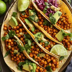 Für die scharfen Kichererbsen-Tacos benötigst du frische und gesunde Zutaten. Hier sind die Hauptzutaten: - 1 Dose (425 g) Kichererbsen, abgetropft und abgespült - 1 Esslöffel Olivenöl - 1 Teelöffel geräuchertes Paprikapulver - 1 Teelöffel gemahlener Kreuzkümmel - 1/2 Teelöffel Cayennepfeffer (nach Geschmack anpassen) - 1/2 Teelöffel Knoblauchpulver - Salz und Pfeffer nach Geschmack - 8 kleine Tortillas aus Mais oder Weizen Diese Zutaten bringen die Basis für die Tacos. Die Kichererbsen sind nahrhaft und geben dir eine gute Proteinquelle. Die Gewürze machen den Unterschied. Sie bringen Geschmack und Tiefe in deine Tacos. Hier sind die wichtigsten Gewürze: - Geräuchertes Paprikapulver: Es gibt den Kichererbsen einen rauchigen Geschmack. - Kreuzkümmel: Dieses Gewürz bringt einen warmen, erdigen Ton. - Cayennepfeffer: Er fügt die gewünschte Schärfe hinzu. - Knoblauchpulver: Gibt eine aromatische Note. Du kannst die Gewürze nach deinem Geschmack anpassen. Füge mehr Cayennepfeffer hinzu, wenn du es schärfer magst. Toppings machen die Tacos besonders und bunt. Hier sind einige tolle Optionen: - 1 Avocado, in Scheiben geschnitten - 1 Tasse geraspelter roter Kohl - 1/2 Tasse frischer Koriander, gehackt - 1 Limette, in Spalten geschnitten - Optional: Salsa oder scharfe Soße zum Servieren Die Avocado bringt Cremigkeit. Der rote Kohl gibt einen knackigen Biss. Frischer Koriander sorgt für Frische und einen schönen Farbkontrast. Limette bringt eine säuerliche Note, die die Schärfe ausgleicht. Für das vollständige Rezept, schaue in den Abschnitt "Vollständiges Rezept". Zuerst nimmst du eine große Pfanne und erhitzt das Olivenöl. Achte darauf, dass das Öl nicht zu heiß wird. Jetzt füge die Kichererbsen hinzu. Diese sollten gut abgetropft und abgespült sein. Streue die Gewürze über die Kichererbsen. Dazu gehören geräuchertes Paprikapulver, Kreuzkümmel, Cayennepfeffer, Knoblauchpulver, Salz und Pfeffer. Rühre alles gut um, damit die Kichererbsen gleichmäßig gewürzt sind. Brate sie für etwa 5 bis 7 Minuten. Rühre dabei regelmäßig um. Die Kichererbsen sollen warm und leicht knusprig sein. Während die Kichererbsen braten, kannst du die Tortillas vorbereiten. Nimm eine separate Pfanne und stelle die Hitze auf niedrig. Lege die Tortillas in die Pfanne und erwärme sie für etwa 30 Sekunden auf jeder Seite. Alternativ kannst du die Tortillas auch in Alufolie wickeln und im vorgeheizten Ofen warm halten. So bleiben sie weich und frisch. Jetzt kommt der beste Teil: das Zusammenstellen der Tacos! Nimm eine erwärmte Tortilla und gib einen Löffel der scharfen Kichererbsen-Mischung in die Mitte. Füge dann einige Scheiben Avocado hinzu. Der nächste Schritt ist der geraspelte rote Kohl. Verteile ihn gleichmäßig auf den Kichererbsen. Zum Schluss streue den gehackten Koriander darüber. Beträufle die Tacos mit frischem Limettensaft. Wenn du es schärfer magst, füge Salsa oder eine scharfe Soße hinzu. Jetzt sind deine scharfen Kichererbsen-Tacos bereit zum Genießen! Für das vollständige Rezept, schau dir den Abschnitt "Vollständiges Rezept" an. Um die Kichererbsen perfekt zuzubereiten, beginne mit gut abgetropften und gespülten Kichererbsen. Du willst, dass sie feucht sind, aber nicht wässrig. Wenn du sie in die Pfanne gibst, lasse sie genug Platz, damit sie gleichmäßig braten können. Rühre die Kichererbsen regelmäßig um, damit sie leicht knusprig werden. Dies gibt dir die perfekte Konsistenz für deine Tacos. Die Gewürze sind der Schlüssel zu scharfen Kichererbsen-Tacos. Neben geräuchertem Paprikapulver und Kreuzkümmel kannst du mit anderen Gewürzen experimentieren. Probiere beispielsweise Chili-Pulver oder frischen Ingwer für einen anderen Geschmack. Wenn du es milder magst, reduziere den Cayennepfeffer. Du kannst sogar frische Kräuter wie Koriander oder Petersilie hinzufügen, um den Tacos mehr Frische zu verleihen. Zusätzliche Beilagen machen die Tacos noch besser. Du kannst eine frische Salsa zubereiten oder Guacamole an die Seite stellen. Geriebenen Käse, saure Sahne oder Joghurt passen ebenfalls gut dazu. Auch eine Schüssel mit frischem Salat bringt Farbe und Crunch. Du kannst die Tacos nach Belieben anpassen, um ein rundum leckeres Gericht zu kreieren. Für das vollständige Rezept schau dir die [Full Recipe] an. {{image_4}} Für vegane Alternativen sind diese Tacos perfekt. Alle Zutaten sind pflanzlich. Nutze zusätzliches Gemüse. Gegrillte Paprika oder Zucchini passen gut. Diese Tacos sind nicht nur lecker, sondern auch gesund. Du kannst auch einen veganen Joghurt als Dip verwenden. Wenn du glutenfrei isst, kannst du Mais-Tortillas nutzen. Diese sind oft schon glutenfrei. Achte beim Kauf auf die Etiketten. Du kannst auch Salatblätter statt Tortillas verwenden. Das gibt eine frische Note und hält die Tacos leicht. Es gibt viele Tortilla-Varianten, die du ausprobieren kannst. Weizentortillas sind weich und lecker. Du kannst auch Blumenkohl-Tortillas für eine Low-Carb-Option verwenden. Jeder hat eigene Vorlieben, also sei kreativ. Probiere verschiedene Arten aus und finde deine Lieblingskombination. Für das vollständige Rezept schau dir die Anleitung an. Du kannst die Reste der Kichererbsen-Tacos leicht aufbewahren. Fülle die Kichererbsen und die Toppings in separate Behälter. So bleiben die Tortillas knusprig. Stelle sicher, dass die Behälter gut verschlossen sind. So bleibt der Geschmack frisch. Bewahre die Reste im Kühlschrank auf. Wenn du die Reste wieder aufwärmen möchtest, benutze eine Pfanne. Erhitze die Kichererbsen bei mittlerer Hitze. Rühre sie gut um, bis sie warm sind. Für die Tortillas kannst du sie auch kurz in der Pfanne erwärmen. So werden sie wieder weich und lecker. Vermeide die Mikrowelle, da sie die Tortillas gummiartig machen kann. Die Kichererbsen halten sich im Kühlschrank etwa drei bis vier Tage. Achte darauf, sie in einem luftdichten Behälter aufzubewahren. Die Tortillas sind am besten, wenn du sie frisch isst. Wenn du sie aufbewahrst, sollten sie nicht länger als zwei Tage im Kühlschrank bleiben. So kannst du die Scharfen Kichererbsen-Tacos immer wieder genießen! Um die Tacos schärfer zu machen, füge mehr Cayennepfeffer hinzu. Du kannst auch frische Chilis oder Jalapeños verwenden. Diese bringen eine tolle Schärfe. Eine scharfe Soße ist ebenfalls eine gute Wahl. Probiere verschiedene Arten aus, bis du deinen perfekten Schärfegrad findest! Ja, du kannst die Kichererbsen pürieren, um eine cremige Füllung zu machen. Achte darauf, dass du etwas Olivenöl und Gewürze hinzufügst. Das macht die Mischung geschmackvoller. Diese Option ist perfekt für einen anderen Taco-Stil. Zu scharfen Kichererbsen-Tacos passen erfrischende Getränke gut. Ein kühles Bier oder eine Limonade kann die Schärfe ausgleichen. Auch ein fruchtiger Cocktail ist eine gute Wahl. Du kannst auch Wasser mit Limette servieren. Das bringt Frische in den Genuss! Scharfe Kichererbsen-Tacos sind einfach zuzubereiten und sehr lecker. Wir haben die wichtigsten Zutaten behandelt, gefolgt von einer klaren Anleitung. Ich habe Tipps gegeben, um die Konsistenz zu optimieren und Variationen zu erkunden. Es ist wichtig, beim Lagerung der Reste auf Haltbarkeit zu achten. Probiere verschiedene Gewürze und Toppings aus, um deine Tacos zu bereichern. So wird jede Mahlzeit zu einem neuen Genuss. Jetzt bist du bereit, in die Welt der Tacos einzutauchen!