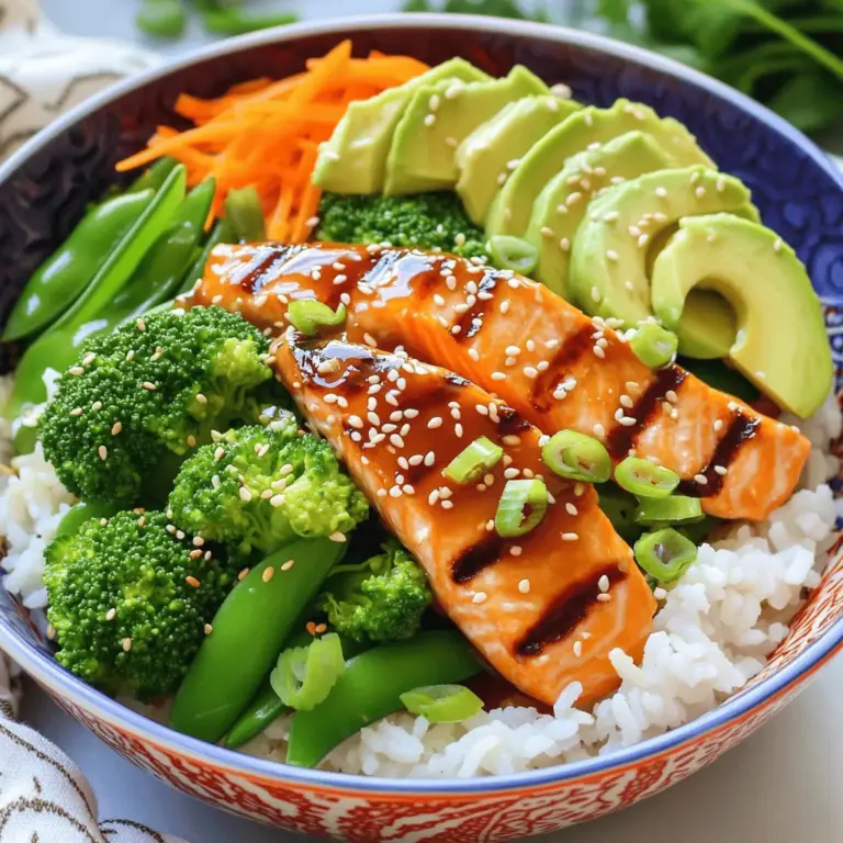 Um köstliche Teriyaki Lachs-Bowls zuzubereiten, benötigen wir einige frische und einfache Zutaten. Hier sind die Hauptbestandteile: - 2 Lachsfilets (je 170 g) - 60 ml Teriyaki-Sauce (fertig gekauft oder selbstgemacht) - 200 g Jasminreis - 480 ml Wasser - 100 g Brokkoli-Röschen - 100 g Zuckerschoten - 1 Karotte, in feine Streifen geschnitten (julienne) - 2 Frühlingszwiebeln, in Ringe geschnitten - 1 Esslöffel Sesamsamen - Salz und Pfeffer nach Geschmack - Optional: Avocadoscheiben zur Garnierung Diese Zutaten sind leicht erhältlich und bieten einen tollen Geschmack. Die Teriyaki-Sauce ist der Schlüssel zu diesem Gericht. Du kannst eine fertige Sauce kaufen. Diese ist oft schnell und einfach. Wenn du Zeit hast, probiere, deine eigene Sauce herzustellen. So kontrollierst du die Zutaten und den Geschmack. Eine selbstgemachte Teriyaki-Sauce hat oft mehr Tiefe und Frische. Das Gemüse in deinen Bowls gibt Farbe und Geschmack. Neben Brokkoli und Zuckerschoten kannst du auch anderes Gemüse verwenden. Paprika, Spinat oder sogar Pilze sind gute Optionen. Diese Variationen bringen neuen Geschmack und machen dein Gericht spannend. Experimentiere mit verschiedenen Gemüsesorten, um deine perfekte Bowl zu finden. Um die Lachsfilets vorzubereiten, lege sie in eine flache Schale. Gieße die Teriyaki-Sauce gleichmäßig darüber. Es ist wichtig, dass die Filets gut bedeckt sind. Lasse sie mindestens 20 Minuten im Kühlschrank marinieren. Diese Zeit hilft, den Geschmack zu intensivieren. Für den Jasminreis gebe ich 200 g Reis in einen Topf. Füge 480 ml Wasser hinzu und bringe es zum Kochen. Reduziere dann die Hitze auf niedrig. Decke den Topf ab und lasse den Reis etwa 15 Minuten köcheln. Der Reis sollte nach dieser Zeit fluffig sein. Nach dem Kochen lasse ich den Reis 5 Minuten ruhen, damit er perfekt wird. Während der Reis kocht, bringe einen kleinen Topf mit Wasser zum Kochen. Ich blanchiere den Brokkoli und die Zuckerschoten für 2-3 Minuten. Das Gemüse sollte leuchtend grün bleiben. Nach dem Blanchieren gieße ich das Wasser ab und spüle das Gemüse kurz unter kaltem Wasser ab. Das stoppt den Kochprozess. Ich erhitze eine Grillpfanne bei mittlerer bis hoher Hitze. Nimm den Lachs aus der Marinade und lasse überschüssige Sauce abtropfen. Brate die Lachsfilets etwa 4-5 Minuten auf jeder Seite. Der Fisch sollte leicht mit einer Gabel zerfallen und durchgegart sein. Für die Bowls gebe ich eine Portion Jasminreis in jede Schüssel. Auf eine Seite lege ich das gebratene Lachsfilet. Auf die andere Seite kommen die blanchierten Brokkoli-Röschen, Zuckerschoten und die julienne Karotte. So sieht es gleich gut aus! Ich bestreue die Bowls mit geschnittenen Frühlingszwiebeln und Sesamsamen. Optional füge ich Avocadoscheiben hinzu. Sie geben einen tollen cremigen Akzent. Zum Schluss träufle ich etwas zusätzliche Teriyaki-Sauce über die Bowls. So wird der Geschmack noch besser. Für das vollständige Rezept kannst du die [Full Recipe] anschauen. Die Garzeit für den Lachs ist wichtig. Du willst, dass er saftig bleibt. Brate den Lachs 4 bis 5 Minuten auf jeder Seite. Er ist fertig, wenn er leicht mit einer Gabel zerfällt. Wenn du ihn zu lange brätst, wird er trocken. Achte darauf, die Hitze nicht zu hoch zu stellen, sonst wird die Außenseite zu schnell dunkel. Reis ist die Basis deiner Bowl. Mische 200 g Jasminreis mit 480 ml Wasser. Koche ihn zuerst auf hoher Hitze. Wenn das Wasser kocht, reduziere die Hitze. Decke den Topf ab und lass den Reis 15 Minuten köcheln. Danach lasse ihn 5 Minuten ruhen. So wird der Reis fluffig und lecker. Eine schöne Bowl macht das Essen noch besser. Verwende bunte Schalen für einen tollen Look. Platziere den Reis in der Mitte. Lege den Lachs auf die eine Seite. Das Gemüse kommt auf die andere Seite. Garniere die Bowl mit Frühlingszwiebeln und Sesamsamen. Ein Spritzer Teriyaki-Sauce rundet das Ganze ab. Experimentiere mit verschiedenen Gewürzen. Du kannst Ingwer oder Knoblauch zur Marinade hinzufügen. Sie geben dem Lachs mehr Geschmack. Probiere auch verschiedene Gemüse. Paprika oder Spinat passen gut. Du kannst sogar Avocado für einen cremigen Akzent verwenden. So bleibt dein Gericht spannend und lecker. Besuche den [Full Recipe] für mehr Ideen. {{image_4}} Es gibt viele Möglichkeiten, die Teriyaki-Bowls zu variieren. Du kannst andere Fische wie Thunfisch oder Makrele verwenden. Diese Fische haben einen kräftigen Geschmack, der gut mit Teriyaki-Sauce harmoniert. Garnelen sind eine weitere tolle Option. Sie sind schnell zubereitet und nehmen die Sauce gut auf. Für eine vegane Version kannst du Tofu oder Tempeh nehmen. Diese pflanzlichen Proteine sind super vielseitig. Marinieren sie einfach in der Teriyaki-Sauce, bevor du sie brätst. Du kannst auch Gemüse wie Portobello-Pilze oder Auberginen verwenden. Sie bringen einen herzhaften Geschmack und eine schöne Textur in deine Bowl. Wenn du Reis gegen Quinoa tauschen möchtest, ist das eine großartige Idee. Quinoa hat mehr Proteine und Ballaststoffe. Außerdem ist sie glutenfrei. Koche die Quinoa einfach wie den Reis und lass sie abkühlen. Das gibt deiner Bowl eine nussige Note. Du kannst alle diese Variationen ganz einfach umsetzen. Die Möglichkeiten sind endlos! Für das komplette Rezept schau dir die [Full Recipe] an. Wenn du Lachs-Bowls übrig hast, bewahre sie in einem luftdichten Behälter auf. Stelle sicher, dass der Lachs und das Gemüse nicht mit dem Reis in Kontakt kommen. So bleibt alles frisch. Du kannst den Lachs mit etwas Teriyaki-Sauce abdecken. Das hält ihn saftig. Lagere die Bowls im Kühlschrank für bis zu drei Tage. Um die Bowls wieder aufzuwärmen, nutze die Mikrowelle oder eine Pfanne. Wenn du die Mikrowelle wählst, decke die Schüssel ab, um ein Austrocknen zu vermeiden. Erhitze die Bowls in Intervallen von 30 Sekunden. Prüfe, ob alles heiß ist. In der Pfanne kannst du etwas Wasser hinzufügen, um das Gericht feucht zu halten. Rühre regelmäßig um. Im Kühlschrank bleiben die Reste für bis zu drei Tage gut. Wenn du die Bowls länger aufbewahren möchtest, friere sie ein. Am besten ist es, Lachs und Gemüse separat vom Reis einzufrieren. So bleibt die Textur besser. Im Gefrierschrank halten sie bis zu drei Monate. Lass die Bowls vor dem Essen im Kühlschrank auftauen. Erwärme sie dann, wie oben beschrieben. Der Lachs sollte mindestens 20 Minuten mariniert werden. So nimmt er den vollen Geschmack der Teriyaki-Sauce auf. Wenn du mehr Zeit hast, kannst du ihn auch länger einlegen. Eine Stunde ist ideal für noch mehr Geschmack. Ja, du kannst andere Gemüsesorten verwenden! Zucchini, Paprika oder Spinat sind gute Alternativen. Experimentiere mit deinem Lieblingsgemüse, um neue Aromen zu entdecken. Achte darauf, dass das Gemüse gleichmäßig gegart ist. Um Teriyaki-Sauce selbst zu machen, mische einfach folgende Zutaten: - 60 ml Sojasauce - 30 ml Mirin (süßer Reiswein) - 30 ml Sake (Reiswein) - 1 Esslöffel Zucker - 1 Teelöffel Maisstärke (zum Andicken) Koche die Mischung bei mittlerer Hitze, bis sie dick wird. Das gibt einen tollen, frischen Geschmack zu deinem Gericht. Ja, Teriyaki Lachs ist gesund! Lachs ist reich an Omega-3-Fettsäuren, die gut für das Herz sind. Gemüse bringt viele Vitamine und Ballaststoffe. Achte darauf, die Sauce nicht zu salzig zu machen. So bleibst du auf der gesunden Seite. Teriyaki Lachs-Bowls sind lecker und einfach zuzubereiten. Wir haben die Hauptzutaten, die Schritt-für-Schritt-Anleitung und wertvolle Tipps behandelt. Wichtig ist die Balance von Geschmack und gesünderen Zutaten. Ob du deine Sauce selbst machst oder fertig kaufst, liegt bei dir. Vergiss nicht, deine Bowls kreativ zu gestalten. Mit den richtigen Tipps hält dein Essen länger frisch. Experimentiere auch mal mit Alternativen wie Quinoa oder veganen Optionen. So bleibt es spannend! Lass die Lachs-Bowls zum Highlight deines Essens werden.