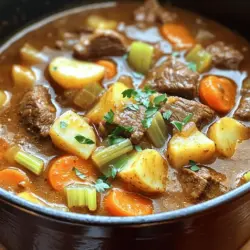 Um einen tollen Rindfleischeintopf zu machen, brauche ich bestimmte Zutaten. Hier ist die Liste: - 900 g Rinderbraten, in 2,5 cm große Würfel geschnitten - 3 Esslöffel Olivenöl - 1 große Zwiebel, gewürfelt - 3 Knoblauchzehen, fein gehackt - 4 mittelgroße Karotten, in Scheiben geschnitten - 3 Stangen Sellerie, gewürfelt - 4 mittelgroße Kartoffeln, gewürfelt - 1 Liter Rinderbrühe - 1 Esslöffel Tomatenmark - 2 Teelöffel getrockneter Thymian - 2 Teelöffel getrockneter Rosmarin - 1 Lorbeerblatt - Salz und Pfeffer nach Geschmack - Frische Petersilie, gehackt (zum Garnieren) Diese Zutaten geben dem Eintopf seinen herzhaften Geschmack. Die Gewürze sind sehr wichtig. Sie bringen Tiefe und Geschmack. Thymian und Rosmarin sind klassische Kräuter. Sie passen gut zu Rindfleisch. Das Lorbeerblatt fügt eine feine Note hinzu. Salz und Pfeffer sind einfach, aber sie verstärken den Geschmack. Ich empfehle, frische Kräuter zu verwenden, wenn möglich. Sie geben dem Eintopf mehr Frische. Achte darauf, die Gewürze während des Kochens zu probieren. So kannst du den Geschmack anpassen. Die Qualität der Zutaten ist entscheidend. Wähle frisches Gemüse. Die Karotten und Kartoffeln sollten fest sein. Achte auf das Fleisch. Es sollte rot und gut marmoriert sein. Das bedeutet, dass es Fett durchzogen ist. Fett macht das Fleisch zart und saftig. Verwende hochwertige Rinderbrühe. Eine selbstgemachte Brühe bringt viel mehr Geschmack. Wenn du Brühe aus dem Laden kaufst, achte auf weniger Salz. Du kannst immer mehr hinzufügen, aber nicht wieder entfernen. Für das beste Ergebnis, schau dir den [Full Recipe] für detaillierte Zubereitungsschritte an. 1. Fleisch anbraten Erhitze das Olivenöl in einem großen Topf. Füge die Rindfleischwürfel hinzu. Brate das Fleisch rundherum an. Es sollte schön braun werden. Nimm das angebratene Fleisch aus dem Topf und lege es beiseite. 2. Gemüse vorbereiten und dünsten Gib die gewürfelte Zwiebel in den Topf. Dünste sie für etwa 5 Minuten, bis sie glasig ist. Füge dann den gehackten Knoblauch hinzu. Brate ihn für eine weitere Minute an. Dann kommen die geschnittenen Karotten und der gewürfelte Sellerie dazu. Rühre gut um und lasse alles für 5 Minuten köcheln. Um die perfekte Konsistenz zu erreichen, achte darauf, die Hitze niedrig zu halten, nachdem der Eintopf kocht. Decke den Topf ab, um die Feuchtigkeit zu halten. Rühre gelegentlich um, damit nichts anbrennt. Die Aromen vermischen sich so gut. Koche den Eintopf 1,5 bis 2 Stunden lang. Das Rindfleisch sollte zart sein und leicht auseinanderfallen. Prüfe regelmäßig die Temperatur. Wenn die Brühe zu dick wird, füge mehr Brühe hinzu. Die richtige Zeit und Temperatur sichern den Geschmack. Für die vollständige Anleitung und weitere Informationen, siehe die [Full Recipe]. Ein häufiger Fehler beim Kochen ist, das Fleisch nicht richtig anzubraten. Wenn du das Fleisch nicht schön anbrätst, wird der Eintopf weniger Geschmack haben. Achte darauf, das Fleisch in Portionen zu braten. So wird es gleichmäßiger braun. Ein weiterer Fehler ist das Überkochen des Gemüses. Lass das Gemüse nur so lange garen, bis es weich ist. Übermäßiges Kochen macht es matschig und unappetitlich. Um den Eintopf noch besser zu machen, kannst du einige zusätzliche Aromen hinzufügen. Probiere eine Prise Paprika oder etwas Cayennepfeffer für einen leichten Kick. Frische Kräuter wie Rosmarin oder Thymian machen das Gericht lebendiger. Ein Spritzer Zitronensaft kurz vor dem Servieren bringt Frische. Du kannst auch einen Schuss Rotwein in den Eintopf geben. Dies fügt Tiefe und Komplexität hinzu. Um das Beste aus deinem Rindfleischeintopf herauszuholen, serviere ihn mit frischem Brot. Das Brot passt perfekt zum Eintopf und hilft, die leckere Sauce aufzunehmen. Eine Seite mit grünem Salat bringt Frische und Balance. Für einen herzhaften Touch kannst du auch Knödel oder Reis dazu anbieten. Wenn du die Reste aufbewahrst, wird der Eintopf am nächsten Tag sogar noch besser. Die Aromen vermischen sich. Nutze diese Tipps, um deinen Eintopf zu einem Hit zu machen! {{image_4}} Ein Slow Cooker macht das Kochen einfach. Du kannst das Rindfleisch und das Gemüse morgens vorbereiten. Gib alles in den Slow Cooker und stelle ihn auf niedrig. Lass ihn für 6 bis 8 Stunden köcheln. Das Fleisch wird sehr zart und die Aromen vermischen sich gut. Du kannst auch die gleiche Rezeptur verwenden. Die Instant Pot ist perfekt, wenn du Zeit sparen möchtest. Du kannst die gleiche Menge an Zutaten verwenden. Brate das Fleisch zuerst an. Dann füge die Zwiebeln und das Gemüse hinzu. Gieß die Brühe und die Gewürze dazu. Schließe den Deckel und koche den Eintopf für 35 Minuten unter Druck. Lass den Druck danach langsam ab. So hast du schnell einen leckeren Rindfleischeintopf. Wenn du eine vegetarische Version machen möchtest, ersetze das Rindfleisch. Du kannst zum Beispiel eine Mischung aus Pilzen und Kichererbsen verwenden. Diese geben viel Geschmack. Verwende auch Gemüse wie Zucchini und Paprika. Die Zubereitung bleibt gleich. Lass den Eintopf köcheln, bis das Gemüse weich ist. Das Ergebnis ist ein herzhaftes, leckeres Gericht. Für die detaillierte Anleitung, schaue dir das [Full Recipe] an. Um den Rindfleischeintopf richtig zu lagern, lass ihn zuerst auf Raumtemperatur abkühlen. Danach fülle ihn in luftdichte Behälter. Stelle sicher, dass du so viel Luft wie möglich entfernst. So bleibt der Eintopf frisch und lecker. Du kannst ihn bis zu drei Tage im Kühlschrank aufbewahren. Für längere Lagerung ist das Gefrierfach ideal. Wenn du den Eintopf aufwärmen möchtest, gibt es zwei einfache Methoden. Du kannst ihn auf dem Herd oder in der Mikrowelle erwärmen. Wenn du den Herd nutzt, gib den Eintopf in einen Topf und erhitze ihn bei mittlerer Hitze. Rühre regelmäßig um, damit er nicht anbrennt. In der Mikrowelle fülle den Eintopf in eine mikrowellengeeignete Schüssel. Erhitze ihn in kurzen Intervallen von 1-2 Minuten, bis er ganz heiß ist. Im Kühlschrank hält der Eintopf bis zu drei Tage frisch. Du kannst ihn auch einfrieren, wenn du ihn länger aufbewahren möchtest. Im Gefrierfach bleibt er bis zu drei Monate gut. Achte darauf, den Eintopf in Portionen abzufüllen. So kannst du nur die Menge auftauen, die du gerade brauchst. Vor dem Servieren solltest du den Eintopf gründlich erwärmen. Für das vollständige Rezept gehe bitte zu [Full Recipe]. Koche den Eintopf 1,5 bis 2 Stunden. Die Zeit hilft dem Rindfleisch, zart zu werden. Achte darauf, die Hitze niedrig zu halten. So bleiben die Aromen gut erhalten. Rühre gelegentlich um, damit nichts anbrennt. Wenn das Fleisch weich ist, ist der Eintopf fertig. Ja, du kannst Rindfleisch ersetzen. Probiere Lamm, Schwein oder Hühnchen. Jedes Fleisch hat seinen eigenen Geschmack. Lamm bringt einen herzhaften Geschmack. Schwein ist süßer und zarter. Hühnchen ist leichter und schneller zu kochen. Achte darauf, die Kochzeit anzupassen. Zu diesem Eintopf passen viele Beilagen. Serviere frisches Brot oder Brötchen. Sie sind perfekt zum Eintunken. Auch Kartoffelpüree harmoniert gut. Es fügt eine cremige Note hinzu. Ein grüner Salat bringt Frische. Probiere auch gedünstetes Gemüse für mehr Farbe. Für den besonderen Kick, füge eingelegte Gurken hinzu. Für das vollständige Rezept, schaue dir den [Full Recipe] an. Ein Rindfleischeintopf ist einfach zuzubereiten und sehr schmackhaft. Wir haben die Hauptzutaten, Zubereitungsschritte und wichtige Tipps besprochen. Ich gab Ihnen Hinweise zu Variationen, wie Sie den Eintopf aufbewahren und aufwärmen können. Vermeiden Sie häufige Fehler und fügen Sie zusätzliche Aromen hinzu. Ein guter Eintopf bringt Freude und Wärme. Genießen Sie ihn in verschiedenen Varianten und lassen Sie Ihrer Kreativität freien Lauf. Kochen Sie mit Freude!