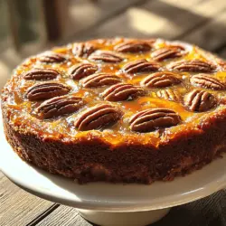 Für diesen Pecan Upside Down Cake braucht man einige wichtige Zutaten. Diese Zutaten machen den Kuchen so lecker und besonders. Hier ist die Liste: - 1 Tasse Pekannüsse, halbiert - 1/4 Tasse ungesalzenes Butter - 1/2 Tasse brauner Zucker - 1 Tasse Kristallzucker - 1/2 Tasse pflanzliches Öl - 3 große Eier - 1 Teelöffel Vanilleextrakt - 2 Tassen Weizenmehl (Typ 405) - 1 Esslöffel Backpulver - 1/2 Teelöffel Salz - 1 Tasse Buttermilch - 1/2 Teelöffel gemahlener Zimt Diese Zutaten ergeben einen feuchten und geschmackvollen Kuchen. Die Pekannüsse geben einen tollen Crunch und Geschmack. Wenn du etwas Abwechslung magst, kannst du ein paar zusätzliche Zutaten ausprobieren. Hier sind ein paar Ideen: - Schokoladenstückchen für eine süße Note. - Andere Nüsse wie Walnüsse oder Mandeln. - Gewürze wie Muskatnuss für einen anderen Geschmack. Diese Variationen machen den Kuchen einzigartig und spannend. Die richtige Auswahl der Zutaten ist wichtig. Hier sind einige Tipps: - Wähle frische Pekannüsse. Sie sollten knusprig und aromatisch sein. - Nutze hochwertige Butter. Sie trägt viel zum Geschmack bei. - Achte auf frische Eier. Sie helfen dem Kuchen, gut zu steigen. - Verwende echte Vanille für den besten Geschmack. Mit diesen Tipps wählst du die besten Zutaten für deinen Pecan Upside Down Cake. Wenn du mehr über das Rezept erfahren möchtest, schau dir das Full Recipe an. Zuerst heizen Sie den Ofen auf 175 °C vor. Dies sorgt für gleichmäßiges Backen. Fetten Sie eine runde Kuchenform mit einem Durchmesser von 23 cm gut ein. Dies hilft, den Kuchen später leicht herauszunehmen. Stellen Sie die Form beiseite und sammeln Sie alle Zutaten. Sie benötigen Pekannüsse, Butter, Zucker, Eier und mehr. Halten Sie alles bereit, um den Prozess reibungslos zu gestalten. In einem mittleren Topf schmelzen Sie die Butter und den braunen Zucker bei niedriger Hitze. Rühren Sie ständig, bis die Mischung gut vermischt ist. Wenn sie leicht zu köcheln beginnt, nehmen Sie den Topf vom Herd. Gießen Sie die Mischung gleichmäßig in die vorbereitete Kuchenform. Legen Sie die halbierten Pekannüsse in einem schönen Muster darauf. Drücken Sie sie leicht hinein, damit sie gut haften. In einer großen Schüssel mischen Sie den Kristallzucker mit dem pflanzlichen Öl. Vermengen Sie die Zutaten gut, bis sie eine einheitliche Masse bilden. Fügen Sie dann die Eier nacheinander hinzu und rühren Sie gut um. Geben Sie den Vanilleextrakt dazu und mischen Sie erneut. In einer separaten Schüssel kombinieren Sie das Mehl, Backpulver, Salz und Zimt. Fügen Sie diese trockenen Zutaten abwechselnd mit der Buttermilch zur Zuckermischung hinzu. Beginnen und enden Sie mit den trockenen Zutaten. Mischen Sie nur so lange, bis alles gut vermengt ist. Gießen Sie den Kuchenteig gleichmäßig über die Pekannüsse in der Form. Backen Sie alles für 35-40 Minuten. Ein Zahnstocher sollte sauber herauskommen. Lassen Sie den Kuchen abkühlen, bevor Sie ihn servieren. Wenn du beim Backen Fehler machst, kann das dein Ergebnis ruinieren. Ein häufiger Fehler ist das Übermixen des Teigs. Mische die Zutaten nur so lange, bis sie gerade zusammenkommen. Zu viel Rühren macht den Kuchen zäh. Ein weiterer Fehler ist das falsche Abmessen von Zutaten. Nutze eine Küchenwaage für genaue Mengen. Zu viel oder zu wenig Zucker kann den Geschmack stark beeinflussen. Das Kühlen des Kuchens ist wichtig für die Textur. Nach dem Backen lasse den Kuchen etwa 10 Minuten in der Form abkühlen. So kann sich der Sirup setzen. Danach stürze den Kuchen vorsichtig auf einen Teller. Lasse ihn vollständig abkühlen, damit die Schichten stabil bleiben. Das hilft dir, den Kuchen in schöne Stücke zu schneiden. Für die perfekte Konsistenz achte auf die Buttermilch. Sie sorgt für Feuchtigkeit und einen zarten Kuchen. Zudem ist der Zimmertemperatur der Eier wichtig. Kalte Eier können den Teig schwer machen. Lasse die Eier vor dem Gebrauch etwa 30 Minuten bei Raumtemperatur liegen. Achte ebenfalls darauf, dass die Butter weich ist, wenn du sie mit dem Zucker vermischst. So wird der Teig schön luftig. Für das beste Ergebnis folge dem Full Recipe und genieße deinen Pecan Upside Down Cake! {{image_4}} Wenn Sie glutenfrei backen möchten, gibt es einfache Lösungen. Sie können das Weizenmehl durch ein glutenfreies Mehl ersetzen. Mischen Sie Reismehl, Mandelmehl und Kartoffelstärke, um eine gute Textur zu erreichen. Achten Sie darauf, ein glutenfreies Backpulver zu verwenden. Diese Anpassungen helfen, den gleichen köstlichen Geschmack zu halten. Pekannüsse sind toll, aber Sie können auch andere Nüsse verwenden. Mandeln, Walnüsse oder Haselnüsse können neue Geschmäcker bringen. Jeder Nuss hat eine eigene Textur und einen eigenen Geschmack. Probieren Sie eine Mischung, um Ihr persönliches Rezept zu kreieren. Es macht Spaß, mit verschiedenen Nüssen zu spielen und die Ergebnisse zu genießen. Wenn Sie Zucker oder Butter reduzieren möchten, gibt es Alternativen. Sie können Honig oder Ahornsirup statt Zucker verwenden. Diese natürlichen Süßstoffe geben dem Kuchen einen eigenen Geschmack. Für Butter können Sie ungesüßtes Apfelmus oder natives Kokosöl nehmen. Diese Optionen sind gesünder und bieten eine neue Geschmacksrichtung. So bleibt Ihr Pecan Upside Down Cake lecker und interessant. Für das vollständige Rezept, schauen Sie sich den Pecan Paradise Upside Down Cake an. Nach dem Backen ist der Pecan Upside Down Cake eine wahre Freude. Wenn Sie ihn kurzfristig aufbewahren möchten, lassen Sie ihn zuerst vollständig abkühlen. Wickeln Sie den Kuchen dann in Frischhaltefolie oder legen Sie ihn in einen luftdichten Behälter. Bei Raumtemperatur bleibt er bis zu drei Tage frisch. Vermeiden Sie direkte Sonneneinstrahlung, um die beste Qualität zu erhalten. Für eine längere Aufbewahrung können Sie den Kuchen einfrieren. Warten Sie wieder, bis der Kuchen vollständig abgekühlt ist. Schneiden Sie ihn in Stücke oder lassen Sie ihn ganz. Wickeln Sie ihn fest in Frischhaltefolie und dann in Aluminiumfolie. So bleibt er bis zu drei Monate frisch. Zum Auftauen legen Sie den Kuchen einfach über Nacht in den Kühlschrank. Wenn Sie den Kuchen aufwärmen möchten, gibt es einfache Wege. Schneiden Sie ein Stück ab und legen Sie es auf einen Teller. Erhitzen Sie es für 10 bis 15 Sekunden in der Mikrowelle. Alternativ können Sie den Ofen auf 160 °C vorheizen und den Kuchen für 10 Minuten erhitzen. Dies sorgt dafür, dass der Kuchen warm und weich bleibt. Genießen Sie ihn mit einem Klecks Sahne oder einer Kugel Eis. Pecan Upside Down Cake bleibt bei Raumtemperatur etwa drei Tage frisch. Lagern Sie den Kuchen in einem luftdichten Behälter. Dies schützt ihn vor Austrocknen. Im Kühlschrank hält er sich bis zu einer Woche. Achten Sie darauf, ihn abzudecken, damit er nicht die Feuchtigkeit verliert. Wenn Sie den Kuchen länger aufbewahren möchten, frieren Sie ihn ein. So bleibt der Geschmack und die Textur gut erhalten. Ja, Sie können den Kuchen im Voraus backen. Bereiten Sie ihn bis zu zwei Tage vorher zu. Lassen Sie ihn nach dem Backen vollständig abkühlen. Wickeln Sie ihn dann in Frischhaltefolie. Lagern Sie ihn bei Raumtemperatur oder im Kühlschrank. Vor dem Servieren können Sie ihn leicht aufwärmen. So schmeckt er fast wie frisch gebacken. Wenn der Kuchen nicht aus der Form kommt, bleiben Sie ruhig. Lassen Sie ihn einige Minuten abkühlen. Manchmal hilft es, die Ränder mit einem Messer vorsichtig zu lösen. Wenn das nicht funktioniert, stellen Sie die Form kurz in warmes Wasser. Dies löst die Karamellschicht. Drehen Sie die Form dann vorsichtig um. Ein Klopfen auf die Form kann ebenfalls helfen. Seien Sie sanft, um den Kuchen nicht zu beschädigen. Zusammengefasst haben wir die Hauptzutaten und Tipps für den Pecan Upside Down Cake besprochen. Wir haben eine klare Anleitung zur Zubereitung gegeben und nützliche Tipps geteilt, um Fehler zu vermeiden. Außerdem konnten Sie viele Variationen kennenlernen, von glutenfreien Optionen bis zu Lagerungshinweisen. Experimentieren Sie, um Ihren eigenen perfekten Kuchen zu kreieren. Das Backen kann Spaß machen, auch mit kleinen Anpassungen. Nutzen Sie diese Informationen, um Ihre Backkünste zu verbessern und leckeren Kuchen zu genießen.