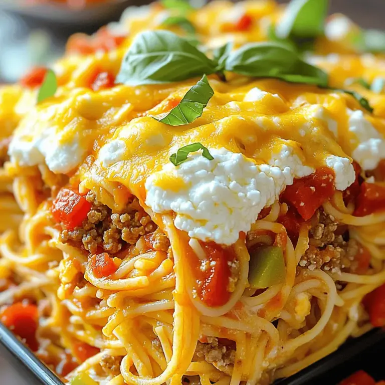 Für diesen leckeren Auflauf brauchst du einige wichtige Zutaten. Sie sind einfach zu finden und ergeben zusammen ein köstliches Gericht. Hier sind die Hauptzutaten: - 240 g ungekochte Spaghetti - 450 g gemahlenes Puten- oder Hähnchenfleisch - 1 kleine Zwiebel, fein gehackt - 2 Knoblauchzehen, fein gehackt - 1 Paprika, gewürfelt (jede Farbe) - 1 Dose (410 g) gewürfelte Tomaten, mit Saft - 1 Dose (425 g) Tomatensoße - 1 Teelöffel italienische Gewürzmischung - 1 Teelöffel Salz - ½ Teelöffel schwarzer Pfeffer - 200 g geriebener Mozzarella-Käse - 240 g Hüttenkäse - Frisches Basilikum oder Petersilie zum Garnieren (optional) Diese Zutaten geben dem Auflauf seinen tollen Geschmack und die richtige Konsistenz. Die Gewürze bringen den Auflauf zum Leben. Die italienische Gewürzmischung gibt dir eine Mischung aus Oregano, Basilikum und anderen Kräutern. Salz und Pfeffer sind wichtig, um den Geschmack zu verstärken. Du kannst auch etwas Chili hinzufügen, wenn du es scharf magst. Zusätzlich kannst du frisches Basilikum oder Petersilie verwenden, um den Auflauf zu garnieren. Das sieht nicht nur schön aus, sondern schmeckt auch frisch und lecker. Hast du keine Spaghetti? Du kannst auch andere Nudeln verwenden, wie Fusilli oder Penne. Wenn du kein Puten- oder Hähnchenfleisch hast, probiere es mit Rinderhackfleisch oder sogar mit einer Fleischalternative. Für eine vegetarische Option kannst du das Fleisch einfach weglassen und stattdessen mehr Gemüse verwenden. Zucchini oder Pilze sind gute Alternativen. Wenn du keinen Mozzarella-Käse zur Hand hast, kannst du auch Cheddar oder Gouda ausprobieren. Diese Optionen geben dem Gericht einen anderen, aber ebenso leckeren Geschmack. Um den Auflauf zu starten, braten Sie das gemahlene Puten- oder Hähnchenfleisch in einer großen Pfanne. Stellen Sie die Hitze auf mittel. Braten Sie das Fleisch, bis es goldbraun ist. Dies dauert etwa 5 bis 7 Minuten. Fügen Sie danach die fein gehackte Zwiebel, den gehackten Knoblauch und die gewürfelte Paprika hinzu. Braten Sie alles zusammen, bis das Gemüse weich ist. Dies gibt dem Gericht einen großartigen Geschmack. In einer großen Schüssel vermengen Sie die gebratene Fleischmischung mit den gewürfelten Tomaten und der Tomatensoße. Geben Sie auch die italienische Gewürzmischung, das Salz und den schwarzen Pfeffer hinzu. Rühren Sie alles gut um, bis die Zutaten gut verteilt sind. Diese Mischung sorgt für die Basis des Auflaufs. Brechen Sie die ungekochten Spaghetti in der Mitte und fügen Sie sie zur Mischung hinzu. Rühren Sie alles gut um, damit sich die Spaghetti gleichmäßig verteilen. Geben Sie die Mischung dann in den Slow Cooker. Streuen Sie den Hüttenkäse in Klecksen oben drauf. Dann kommt die Hälfte des geriebenen Mozzarella-Käses. Decken Sie den Slow Cooker ab und kochen Sie den Auflauf. Bei niedriger Temperatur dauert es 4 bis 5 Stunden. Bei hoher Temperatur sind es 2 bis 3 Stunden. In den letzten 30 Minuten streuen Sie den restlichen Mozzarella-Käse darüber. So schmilzt er perfekt. Servieren Sie den Auflauf warm und garnieren Sie ihn nach Belieben mit frischem Basilikum oder Petersilie. Für das vollständige Rezept schauen Sie sich [Full Recipe] an. Um die perfekte Konsistenz zu erreichen, achte darauf, die Spaghetti nicht zu lange zu kochen. Sie sollten al dente sein, bevor du sie in den Slow Cooker gibst. Das verhindert, dass sie matschig werden. Ein weiterer Tipp ist, die Flüssigkeitsmenge zu kontrollieren. Füge nicht zu viel Tomatensoße hinzu, um ein Überfließen zu vermeiden. Ein häufiger Fehler ist, das Fleisch zu lange zu braten. Achte darauf, es nur bis zur goldenen Farbe zu braten. Zu langes Braten macht das Fleisch trocken. Außerdem solltest du die Spaghetti nicht vor dem Kochen in den Slow Cooker legen. Sie brauchen die Feuchtigkeit aus der Soße, um gut zu garen. Die Vorbereitungszeit für diesen Auflauf beträgt etwa 15 Minuten. Plane außerdem 4 bis 5 Stunden Kochzeit im Slow Cooker ein. So hast du genug Zeit für die Aromen, um sich zu entfalten. Wenn du den Auflauf für ein Abendessen machst, bereite alles am Morgen vor. So kannst du ihn stressfrei ziehen lassen und genießen. Für das vollständige Rezept, schau dir das [Full Recipe] an. {{image_4}} Eine vegetarische Version des Slow Cooker Spaghetti Auflaufs ist einfach und lecker. Statt Fleisch verwenden Sie Gemüse wie Pilze, Zucchini und Spinat. Diese Zutaten geben Geschmack und Nährstoffe. Achten Sie darauf, die Menge an Tomatensoße zu erhöhen, um die Feuchtigkeit auszugleichen. Pressen Sie mehr Knoblauch und fügen Sie frische Kräuter hinzu. So bleibt der Auflauf aromatisch und sättigend. Der Käse ist der Star in diesem Gericht. Sie können verschiedene Käsesorten verwenden, um den Geschmack zu variieren. Probieren Sie Cheddar, Gouda oder Feta-Käse. Jeder Käse hat seinen eigenen Geschmack. Mischen Sie auch verschiedene Käsesorten, um eine interessante Textur zu schaffen. Denken Sie daran, den Käse während des Kochens hinzuzufügen, damit er schmilzt und die Aromen vereint. Gewürze sind der Schlüssel zu einem köstlichen Auflauf. Neben der italienischen Gewürzmischung können Sie auch Paprika, Oregano oder Chili hinzufügen. Diese Gewürze verleihen dem Gericht mehr Tiefe und Wärme. Experimentieren Sie mit der Menge, um den perfekten Geschmack zu finden. Auch ein Spritzer Zitronensaft kann die Aromen aufhellen. So wird Ihr Auflauf ein persönliches Kunstwerk in der Küche. Um Reste des Slow Cooker Spaghetti Auflaufs aufzubewahren, lasse ihn zuerst abkühlen. Fülle den Auflauf dann in einen luftdichten Behälter. Stelle sicher, dass du ihn innerhalb von zwei Stunden nach dem Kochen in den Kühlschrank stellst. So bleibt der Auflauf frisch. Du kannst die Reste bis zu drei Tage im Kühlschrank aufbewahren. Du kannst den Spaghetti Auflauf auch einfrieren. Teile den Auflauf in Portionen, bevor du ihn einfrierst. Verwende gefrierfreundliche Behälter oder Beutel. So bleibt die Qualität erhalten. Der Auflauf hält sich bis zu drei Monate im Gefrierfach. Beschrifte die Behälter mit dem Datum, damit du den Überblick behältst. Um die Reste richtig aufzuwärmen, kannst du die Mikrowelle oder den Ofen nutzen. In der Mikrowelle erwärmst du den Auflauf in kurzen Intervallen. Prüfe zwischendurch, damit er nicht austrocknet. Im Ofen heizt du ihn bei 180 Grad Celsius für etwa 20 Minuten auf. Decke den Auflauf mit Folie ab, damit er feucht bleibt. So schmeckt er fast wie frisch zubereitet! Du kannst den Slow Cooker Spaghetti Auflauf bis zu fünf Tage im Kühlschrank aufbewahren. Stelle sicher, dass du ihn in einem luftdichten Behälter lagerst. Dies hält den Auflauf frisch und lecker. Wenn du die Reste länger behalten möchtest, friere sie ein. So kannst du ihn bis zu drei Monate aufbewahren. Du musst die Spaghetti nicht vorher kochen. Das ist das Beste an diesem Rezept! Die ungekochten Spaghetti garen im Slow Cooker und nehmen den Geschmack der Sauce auf. So wird das Gericht besonders aromatisch. Wenn du die Spaghetti vorab kochst, können sie matschig werden und die Konsistenz verändern. Ja, du kannst glutenfreie Spaghetti verwenden. Achte darauf, dass sie für die Zubereitung im Slow Cooker geeignet sind. Einige glutenfreie Sorten benötigen eine andere Kochzeit. Prüfe die Anweisungen auf der Verpackung. Mit glutenfreien Spaghetti schmeckt der Auflauf genauso gut! Der Slow Cooker Spaghetti Auflauf ist einfach und lecker. Wir haben die Hauptzutaten, Gewürze und Ersatz-Zutaten besprochen. Die Schritt-für-Schritt-Anleitung hilft dir beim Kochen. Tipps wie Konsistenz und häufige Fehler sind wichtig für dein Gericht. Du kannst Variationen ausprobieren, etwa vegetarisch oder mit anderen Käsesorten. Schließlich weißt du nun, wie du Reste lagern und aufwärmen kannst. Experimentiere mit den Rezepten und finde deinen Favoriten. Viel Spaß beim Kochen!