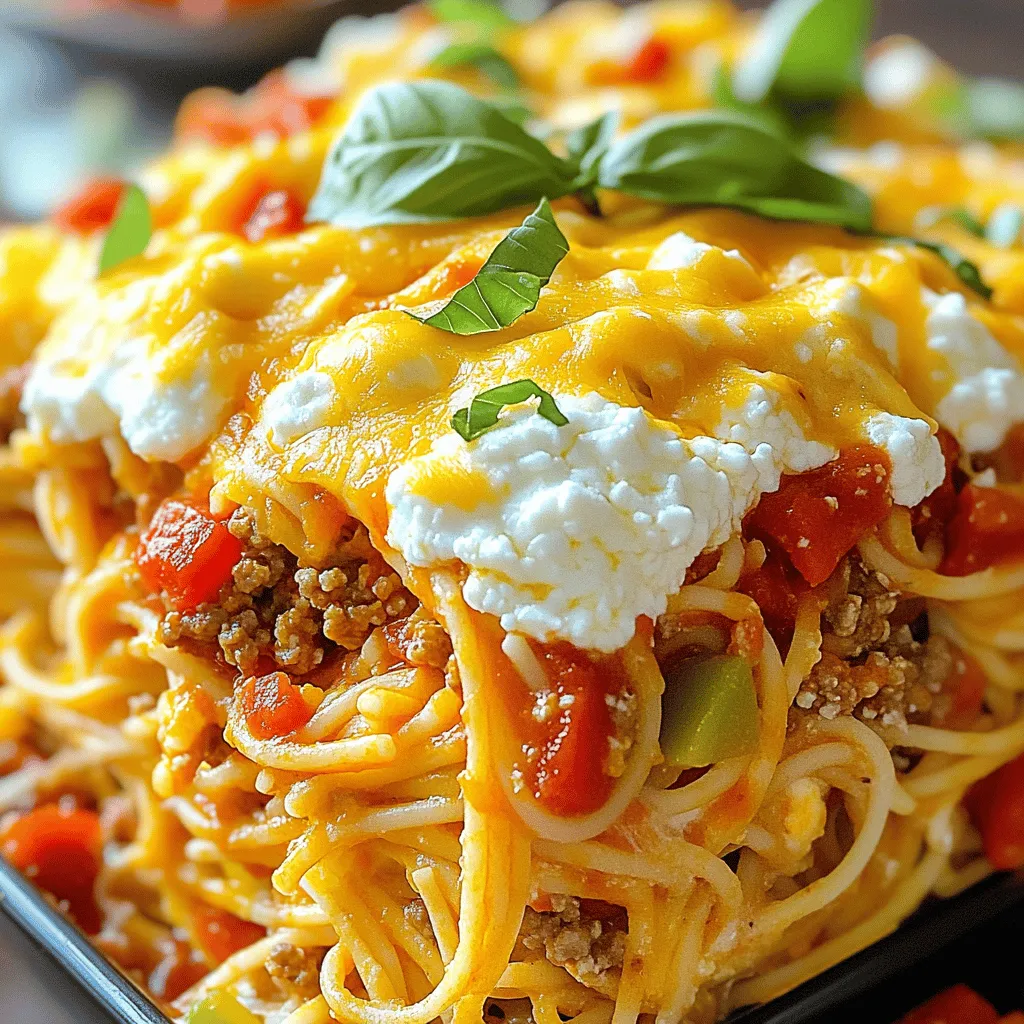Für diesen leckeren Auflauf brauchst du einige wichtige Zutaten. Sie sind einfach zu finden und ergeben zusammen ein köstliches Gericht. Hier sind die Hauptzutaten: - 240 g ungekochte Spaghetti - 450 g gemahlenes Puten- oder Hähnchenfleisch - 1 kleine Zwiebel, fein gehackt - 2 Knoblauchzehen, fein gehackt - 1 Paprika, gewürfelt (jede Farbe) - 1 Dose (410 g) gewürfelte Tomaten, mit Saft - 1 Dose (425 g) Tomatensoße - 1 Teelöffel italienische Gewürzmischung - 1 Teelöffel Salz - ½ Teelöffel schwarzer Pfeffer - 200 g geriebener Mozzarella-Käse - 240 g Hüttenkäse - Frisches Basilikum oder Petersilie zum Garnieren (optional) Diese Zutaten geben dem Auflauf seinen tollen Geschmack und die richtige Konsistenz. Die Gewürze bringen den Auflauf zum Leben. Die italienische Gewürzmischung gibt dir eine Mischung aus Oregano, Basilikum und anderen Kräutern. Salz und Pfeffer sind wichtig, um den Geschmack zu verstärken. Du kannst auch etwas Chili hinzufügen, wenn du es scharf magst. Zusätzlich kannst du frisches Basilikum oder Petersilie verwenden, um den Auflauf zu garnieren. Das sieht nicht nur schön aus, sondern schmeckt auch frisch und lecker. Hast du keine Spaghetti? Du kannst auch andere Nudeln verwenden, wie Fusilli oder Penne. Wenn du kein Puten- oder Hähnchenfleisch hast, probiere es mit Rinderhackfleisch oder sogar mit einer Fleischalternative. Für eine vegetarische Option kannst du das Fleisch einfach weglassen und stattdessen mehr Gemüse verwenden. Zucchini oder Pilze sind gute Alternativen. Wenn du keinen Mozzarella-Käse zur Hand hast, kannst du auch Cheddar oder Gouda ausprobieren. Diese Optionen geben dem Gericht einen anderen, aber ebenso leckeren Geschmack. Um den Auflauf zu starten, braten Sie das gemahlene Puten- oder Hähnchenfleisch in einer großen Pfanne. Stellen Sie die Hitze auf mittel. Braten Sie das Fleisch, bis es goldbraun ist. Dies dauert etwa 5 bis 7 Minuten. Fügen Sie danach die fein gehackte Zwiebel, den gehackten Knoblauch und die gewürfelte Paprika hinzu. Braten Sie alles zusammen, bis das Gemüse weich ist. Dies gibt dem Gericht einen großartigen Geschmack. In einer großen Schüssel vermengen Sie die gebratene Fleischmischung mit den gewürfelten Tomaten und der Tomatensoße. Geben Sie auch die italienische Gewürzmischung, das Salz und den schwarzen Pfeffer hinzu. Rühren Sie alles gut um, bis die Zutaten gut verteilt sind. Diese Mischung sorgt für die Basis des Auflaufs. Brechen Sie die ungekochten Spaghetti in der Mitte und fügen Sie sie zur Mischung hinzu. Rühren Sie alles gut um, damit sich die Spaghetti gleichmäßig verteilen. Geben Sie die Mischung dann in den Slow Cooker. Streuen Sie den Hüttenkäse in Klecksen oben drauf. Dann kommt die Hälfte des geriebenen Mozzarella-Käses. Decken Sie den Slow Cooker ab und kochen Sie den Auflauf. Bei niedriger Temperatur dauert es 4 bis 5 Stunden. Bei hoher Temperatur sind es 2 bis 3 Stunden. In den letzten 30 Minuten streuen Sie den restlichen Mozzarella-Käse darüber. So schmilzt er perfekt. Servieren Sie den Auflauf warm und garnieren Sie ihn nach Belieben mit frischem Basilikum oder Petersilie. Für das vollständige Rezept schauen Sie sich [Full Recipe] an. Um die perfekte Konsistenz zu erreichen, achte darauf, die Spaghetti nicht zu lange zu kochen. Sie sollten al dente sein, bevor du sie in den Slow Cooker gibst. Das verhindert, dass sie matschig werden. Ein weiterer Tipp ist, die Flüssigkeitsmenge zu kontrollieren. Füge nicht zu viel Tomatensoße hinzu, um ein Überfließen zu vermeiden. Ein häufiger Fehler ist, das Fleisch zu lange zu braten. Achte darauf, es nur bis zur goldenen Farbe zu braten. Zu langes Braten macht das Fleisch trocken. Außerdem solltest du die Spaghetti nicht vor dem Kochen in den Slow Cooker legen. Sie brauchen die Feuchtigkeit aus der Soße, um gut zu garen. Die Vorbereitungszeit für diesen Auflauf beträgt etwa 15 Minuten. Plane außerdem 4 bis 5 Stunden Kochzeit im Slow Cooker ein. So hast du genug Zeit für die Aromen, um sich zu entfalten. Wenn du den Auflauf für ein Abendessen machst, bereite alles am Morgen vor. So kannst du ihn stressfrei ziehen lassen und genießen. Für das vollständige Rezept, schau dir das [Full Recipe] an. {{image_4}} Eine vegetarische Version des Slow Cooker Spaghetti Auflaufs ist einfach und lecker. Statt Fleisch verwenden Sie Gemüse wie Pilze, Zucchini und Spinat. Diese Zutaten geben Geschmack und Nährstoffe. Achten Sie darauf, die Menge an Tomatensoße zu erhöhen, um die Feuchtigkeit auszugleichen. Pressen Sie mehr Knoblauch und fügen Sie frische Kräuter hinzu. So bleibt der Auflauf aromatisch und sättigend. Der Käse ist der Star in diesem Gericht. Sie können verschiedene Käsesorten verwenden, um den Geschmack zu variieren. Probieren Sie Cheddar, Gouda oder Feta-Käse. Jeder Käse hat seinen eigenen Geschmack. Mischen Sie auch verschiedene Käsesorten, um eine interessante Textur zu schaffen. Denken Sie daran, den Käse während des Kochens hinzuzufügen, damit er schmilzt und die Aromen vereint. Gewürze sind der Schlüssel zu einem köstlichen Auflauf. Neben der italienischen Gewürzmischung können Sie auch Paprika, Oregano oder Chili hinzufügen. Diese Gewürze verleihen dem Gericht mehr Tiefe und Wärme. Experimentieren Sie mit der Menge, um den perfekten Geschmack zu finden. Auch ein Spritzer Zitronensaft kann die Aromen aufhellen. So wird Ihr Auflauf ein persönliches Kunstwerk in der Küche. Um Reste des Slow Cooker Spaghetti Auflaufs aufzubewahren, lasse ihn zuerst abkühlen. Fülle den Auflauf dann in einen luftdichten Behälter. Stelle sicher, dass du ihn innerhalb von zwei Stunden nach dem Kochen in den Kühlschrank stellst. So bleibt der Auflauf frisch. Du kannst die Reste bis zu drei Tage im Kühlschrank aufbewahren. Du kannst den Spaghetti Auflauf auch einfrieren. Teile den Auflauf in Portionen, bevor du ihn einfrierst. Verwende gefrierfreundliche Behälter oder Beutel. So bleibt die Qualität erhalten. Der Auflauf hält sich bis zu drei Monate im Gefrierfach. Beschrifte die Behälter mit dem Datum, damit du den Überblick behältst. Um die Reste richtig aufzuwärmen, kannst du die Mikrowelle oder den Ofen nutzen. In der Mikrowelle erwärmst du den Auflauf in kurzen Intervallen. Prüfe zwischendurch, damit er nicht austrocknet. Im Ofen heizt du ihn bei 180 Grad Celsius für etwa 20 Minuten auf. Decke den Auflauf mit Folie ab, damit er feucht bleibt. So schmeckt er fast wie frisch zubereitet! Du kannst den Slow Cooker Spaghetti Auflauf bis zu fünf Tage im Kühlschrank aufbewahren. Stelle sicher, dass du ihn in einem luftdichten Behälter lagerst. Dies hält den Auflauf frisch und lecker. Wenn du die Reste länger behalten möchtest, friere sie ein. So kannst du ihn bis zu drei Monate aufbewahren. Du musst die Spaghetti nicht vorher kochen. Das ist das Beste an diesem Rezept! Die ungekochten Spaghetti garen im Slow Cooker und nehmen den Geschmack der Sauce auf. So wird das Gericht besonders aromatisch. Wenn du die Spaghetti vorab kochst, können sie matschig werden und die Konsistenz verändern. Ja, du kannst glutenfreie Spaghetti verwenden. Achte darauf, dass sie für die Zubereitung im Slow Cooker geeignet sind. Einige glutenfreie Sorten benötigen eine andere Kochzeit. Prüfe die Anweisungen auf der Verpackung. Mit glutenfreien Spaghetti schmeckt der Auflauf genauso gut! Der Slow Cooker Spaghetti Auflauf ist einfach und lecker. Wir haben die Hauptzutaten, Gewürze und Ersatz-Zutaten besprochen. Die Schritt-für-Schritt-Anleitung hilft dir beim Kochen. Tipps wie Konsistenz und häufige Fehler sind wichtig für dein Gericht. Du kannst Variationen ausprobieren, etwa vegetarisch oder mit anderen Käsesorten. Schließlich weißt du nun, wie du Reste lagern und aufwärmen kannst. Experimentiere mit den Rezepten und finde deinen Favoriten. Viel Spaß beim Kochen!