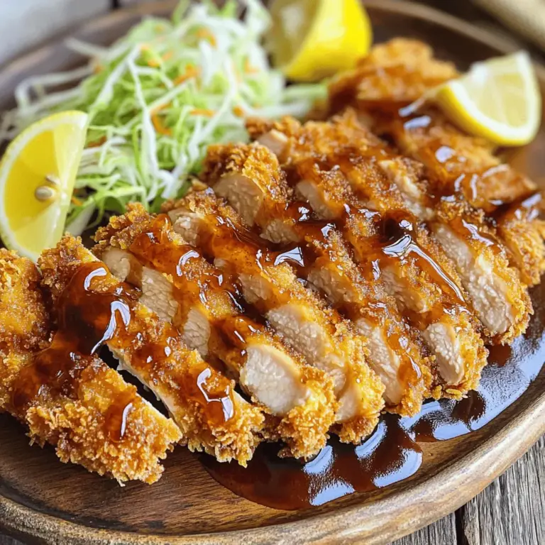 Für das beste Chicken Katsu benötigst du: - 2 entbeinte Hähnchenbrustfilets, gleichmäßig plattiert - 1 Tasse Weizenmehl - 2 große Eier, verquirlt - 1 Tasse Panko-Semmelbrösel Diese Zutaten sind die Basis. Die Hähnchenbrust sorgt für zartes Fleisch. Das Weizenmehl hilft beim Anhaften. Die Panko-Semmelbrösel geben dir die knusprige Textur. Die richtigen Gewürze machen den Unterschied. Du brauchst: - 1 Teelöffel Knoblauchpulver - 1 Teelöffel Zwiebelpulver - 1 Teelöffel Salz - ½ Teelöffel schwarzer Pfeffer Diese Gewürze verleihen dem Hähnchen Geschmack. Panko ist wichtig für die Knusprigkeit. Es ist leicht und luftig. So wird dein Chicken Katsu besonders knusprig. Garnierungen machen dein Gericht ansprechend. Du kannst verwenden: - Pflanzenöl (zum Frittieren) - Tonkatsu-Soße (zum Servieren) - Fein geschnittener Kohl (zum Garnieren) - Zitronenschnitze (zum Garnieren) Diese Beilagen sorgen für Frische. Die Soße ergänzt den Geschmack des Hähnchens. Der Kohl bringt einen knackigen Kontrast. Diese einfachen Garnierungen machen dein Gericht vollständig. Für die gesamte Zubereitung schaue dir das Full Recipe an. Beginne mit den Hähnchenbrustfilets. Nimm zwei Stücke und lege sie zwischen Frischhaltefolie. Klopfe die Filets mit einem Fleischklopfer flach. Achte darauf, dass sie gleichmäßig dick sind. Das sorgt dafür, dass sie gleichmäßig garen. Eine Dicke von 1,25 cm ist ideal. So bleibt das Hähnchen saftig und zart. Jetzt richte deine Brotstation ein. Nimm eine flache Schüssel und gib das Weizenmehl hinein. Füge das Knoblauchpulver, Zwiebelpulver, Salz und Pfeffer hinzu und vermische alles gut. In einer zweiten Schüssel verquirlst du die Eier. Die dritte Schüssel füllst du mit Panko-Semmelbröseln. Achte darauf, dass alles in Reichweite ist. So sparst du Zeit beim Panieren. Nimm ein Hähnchenfilet und tauche es zuerst in die Mehlmischung. Achte darauf, dass es gleichmäßig bedeckt ist. Klopfe überschüssiges Mehl ab. Danach tauche das Filet in die verquirlten Eier. Lass überschüssiges Ei abtropfen. Drücke das Hähnchen dann in die Panko-Semmelbrösel, damit sie gut haften. Nun wird es Zeit, das Öl zu erhitzen. Gieße etwa 1,25 cm Pflanzenöl in eine große Pfanne. Erhitze das Öl bei mittlerer bis hoher Hitze. Es sollte leicht schimmern, aber nicht rauchen. Lege vorsichtig die panierten Hähnchenbrustfilets in das heiße Öl. Frittieren sie 4-5 Minuten pro Seite. Achte darauf, dass sie goldbraun sind und eine Innentemperatur von 75 °C erreichen. Sobald sie fertig sind, nimm das Hähnchen aus dem Öl. Lege die Filets auf einen Teller mit Küchenpapier, damit das überschüssige Öl abtropfen kann. Lass sie ein paar Minuten ruhen, bevor du sie anschneidest. Jetzt kannst du dein Chicken Katsu anrichten. Verwende die Tonkatsu-Soße, um das Gericht zu verfeinern. Garniere mit fein geschnittenem Kohl und Zitronenschnitzen. So erhältst du einen tollen Crunch und Frische. Um die perfekte Knusprigkeit zu erreichen, sind frische Panko-Semmelbrösel wichtig. Diese großen Brösel geben einen tollen Crunch. Achte darauf, das Hähnchen gut zu panieren. Jeder Bissen sollte knusprig sein. Die Hitze des Öls spielt eine große Rolle. Ist das Öl zu kalt, wird das Hähnchen fettig. Ist es zu heiß, verbrennt die Panade schnell. Ein häufiger Fehler ist, zu viele Stücke auf einmal zu frittieren. Das senkt die Temperatur des Öls und macht das Hähnchen nicht knusprig. Arbeite in kleinen Chargen. Überprüfe während des Frittierens die Farbe der Panade. Sie sollte goldbraun sein. Lass das Hähnchen nach dem Frittieren für ein paar Minuten auf Küchenpapier ruhen. So kann überschüssiges Öl abtropfen. Für das Frittieren benutze Pflanzenöl mit hohem Rauchpunkt, wie Rapsöl oder Erdnussöl. Diese Öle halten hohe Temperaturen gut aus. Eine große, schwere Pfanne ist am besten. Sie sorgt für eine gleichmäßige Hitze. Verwende ein Thermometer, um die Temperatur zu prüfen. Ideale Frittier-Temperatur liegt bei etwa 180°C. Ein gutes Öl macht den Unterschied. Für das beste Ergebnis folge dem [Full Recipe]. {{image_4}} Eine leckere vegetarische Variante von Chicken Katsu nutzt Auberginen oder Tofu. Du schneidest diese in Scheiben. Dann panierst du sie wie das Hähnchen. Die Zubereitung bleibt gleich. So bekommst du einen knusprigen Biss ohne Fleisch. Diese Alternativen sind ebenfalls sehr schmackhaft und gesund. In Japan gibt es viele regionale Varianten von Katsu. Zum Beispiel in Hiroshima fügen sie Reis und Spinat hinzu. In anderen Regionen verwenden sie Schweinefleisch statt Hähnchen. Einige fügen auch Käse in die Füllung. Jede Region hat ihre eigene Note, die das Gericht besonders macht. Du kannst dein Chicken Katsu leicht anpassen. Möchtest du mehr Würze? Füge Chili-Pulver oder Wasabi zur Panade hinzu. Für eine süßere Note kannst du Honig oder Teriyaki-Soße verwenden. Diese Anpassungen machen das Gericht noch spannender. Die Möglichkeiten sind endlos. Experimentiere mit verschiedenen Zutaten und finde deinen Favoriten! Chicken Katsu bleibt frisch, wenn Sie es richtig lagern. Lassen Sie das Hähnchen nach dem Frittieren abkühlen. Legen Sie es dann in einen luftdichten Behälter. Im Kühlschrank hält sich das Chicken Katsu etwa 3 bis 4 Tage. Achten Sie darauf, dass das Hähnchen komplett abgekühlt ist, bevor Sie es lagern. So vermeiden Sie Feuchtigkeit und verhindern, dass es matschig wird. Um Chicken Katsu wieder aufzuwärmen, nutzen Sie den Ofen. Heizen Sie den Ofen auf 180 °C vor. Legen Sie das Katsu auf ein Backblech. Backen Sie es etwa 10 bis 15 Minuten, bis es wieder warm und knusprig ist. Vermeiden Sie die Mikrowelle, da sie das Hähnchen weich macht. Wenn Sie es knusprig mögen, können Sie auch eine Pfanne verwenden. Erhitzen Sie etwas Öl und braten Sie das Katsu kurz an. Für eine längere Lagerung können Sie Chicken Katsu einfrieren. Wickeln Sie das Hähnchen in Frischhaltefolie oder Aluminiumfolie. Legen Sie es dann in einen Gefrierbeutel. Im Gefrierfach hält sich das Hähnchen bis zu 2 Monate. Zum Auftauen legen Sie das Katsu über Nacht in den Kühlschrank oder verwenden Sie die Mikrowelle auf der Auftaufunktion. Achten Sie darauf, das Hähnchen gut zu erhitzen, bevor Sie es essen. Die Zubereitung von Chicken Katsu dauert etwa 30 Minuten. Die Vorbereitung benötigt 15 Minuten, und das Frittieren dauert 15 Minuten. Diese Zeit reicht aus, um das Hähnchen knusprig und lecker zu machen. Ja, du kannst Chicken Katsu im Ofen zubereiten. Heize den Ofen auf 200 °C vor. Lege das panierte Hähnchen auf ein Backblech und sprühe etwas Öl darauf. Backe es für etwa 20-25 Minuten, bis es goldbraun ist. So sparst du Öl und machst es etwas gesünder. Als Beilage passen viele Dinge gut zu Chicken Katsu. Hier sind einige Ideen: - Reis - Miso-Suppe - Edamame - Gedämpftes Gemüse - Gurkensalat Diese Beilagen ergänzen den Geschmack und machen das Essen komplett. Chicken Katsu stammt aus Japan. Es ist eine Variante des traditionellen Tonkatsu, das mit Schweinefleisch gemacht wird. Katsu bedeutet "Schnitzel" auf Japanisch. Die Japaner lieben es, Katsu mit Reis und Soße zu servieren. Tonkatsu-Soße ist eine dicke, süße Soße, die oft zu Katsu-Gerichten serviert wird. Sie enthält Zutaten wie Worcestershiresauce, Zucker und Gewürze. Du kannst die Soße großzügig über das Chicken Katsu träufeln. Das gibt dem Gericht einen tollen Geschmack. Du findest die Soße in vielen asiatischen Geschäften. Probiere sie auch mit Gemüse oder Reis! Chicken Katsu ist einfach und lecker. Wir haben die besten Zutaten, die ideale Zubereitung und wichtige Tipps besprochen. Von der perfekten Knusprigkeit bis zu leckeren Beilagen haben wir alles behandelt. Außerdem hast du gelernt, wie du Chicken Katsu lagern und aufwärmen kannst. Experimentiere mit Variationen und finde deinen eigenen Stil. Du wirst sicher große Freude beim Kochen und Genießen haben!