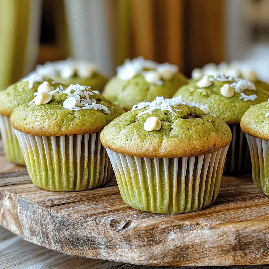 Die Hauptzutaten sind einfach und lecker. Hier ist, was du brauchst: - 1 Tasse Weizenmehl - 1/2 Tasse Mandelmehl - 2 Teelöffel Matcha-Grüntee-Pulver - 1/2 Teelöffel Backpulver - 1/2 Teelöffel Natron - 1/4 Teelöffel Salz - 1/2 Tasse Haushaltszucker - 1/4 Tasse Honig - 1/2 Tasse griechischer Joghurt - 2 große Eier - 1/4 Tasse Pflanzenöl - 1 Teelöffel Vanilleextrakt Diese Zutaten bilden die Basis für die Muffins. Der Matcha gibt ihnen einen tollen Geschmack und eine schöne Farbe. Einige Zutaten sind nicht nötig, aber sie machen die Muffins besser. Hier sind sie: - 1/4 Tasse weiße Schokoladenstückchen (für extra Süße) - 2 Esslöffel geraspelter Kokosnuss (für die Dekoration) Füge die weißen Schokoladenstückchen hinzu, um einen süßen Twist zu bekommen. Raspel die Kokosnuss für einen tropischen Look oben drauf. Wähle dein Matcha mit Bedacht. Hochwertiges Matcha hat einen hellgrünen Farbton. Es sollte frisch riechen und leicht süßlich schmecken. Achte auf folgende Punkte: - Farbe: Ein tiefes Grün zeigt Frische. - Geruch: Ein frischer, grasiger Duft ist ein gutes Zeichen. - Ursprung: Japan ist bekannt für besten Matcha. Durch den Kauf von hochwertigem Matcha verbesserst du den Geschmack deiner Muffins. Es macht einen großen Unterschied! Heize zuerst deinen Ofen auf 175°C vor. Nimm dein Muffinblech und lege Papierförmchen hinein oder fette es leicht ein. So lösen sich die Muffins später besser. Nimm eine große Rührschüssel. Vermische das Weizenmehl, Mandelmehl, Matcha-Pulver, Backpulver, Natron und Salz gut. Achte darauf, dass keine Klumpen entstehen. Das sorgt für gleichmäßigen Geschmack. In einer separaten Schüssel schlägst du den Haushaltszucker und Honig zusammen. Dann füge den griechischen Joghurt, die Eier, das Pflanzenöl und den Vanilleextrakt hinzu. Rühre alles, bis die Mischung glatt und cremig ist. Gib die feuchten Zutaten nach und nach zu den trockenen Zutaten. Rühre vorsichtig, bis alles gerade so vermischt ist. Übertreibe es nicht beim Rühren. Fülle den Teig gleichmäßig in die Muffinförmchen. Jedes Fach sollte etwa zwei Drittel gefüllt sein. Backe die Muffins für 15-18 Minuten. Ein Zahnstocher sollte sauber herauskommen, wenn du ihn in die Mitte steckst. Lass die Muffins für 5 Minuten im Blech abkühlen. Übertrage sie dann auf ein Gitterrost, um sie vollständig abkühlen zu lassen. Diese Schritte sind wichtig für den perfekten Genuss. Probiere sie warm oder bei Raumtemperatur mit einer Tasse grünem Tee. Das Rezept findest du im Full Recipe. Beim Muffinbacken gibt es häufige Fehler. Ein großer Fehler ist, den Teig zu lange zu rühren. Dies kann die Muffins hart machen. Mische die Zutaten nur, bis sie gerade verbunden sind. Achte auch auf die richtige Ofentemperatur. Wenn dein Ofen zu heiß ist, können die Muffins außen verbrennen, während sie innen roh bleiben. Verwende immer ein Backblech mit Muffinförmchen. So bleibt die Form der Muffins schön. Die Backzeit kann je nach Ofentyp variieren. Ein Umluftofen kann die Muffins schneller backen. Du solltest die Backzeit um 2-3 Minuten verkürzen. Bei einem älteren Ofen kann es sein, dass die Muffins länger brauchen. Überprüfe die Muffins immer mit einem Zahnstocher. Wenn er sauber herauskommt, sind sie fertig. Lass die Muffins nicht zu lange im Ofen, sonst werden sie trocken. Für die Zubereitung von Muffins brauchst du einige einfache Werkzeuge. Ein gutes Muffinblech ist wichtig. Ein Rührschüssel ist auch nötig, um die Zutaten zu mischen. Verwende einen Schneebesen, um die feuchten Zutaten gut zu vermengen. Ein Messbecher hilft dir, die Zutaten genau abzumessen. Wenn du die Muffins dekorieren möchtest, ist ein Teelöffel für die Kokosnuss hilfreich. Für das perfekte Rezept schau dir das Full Recipe an. {{image_4}} Du kannst mit den Matcha-Grüne Tee Muffins viele Geschmäcker erkunden. Probiere etwas Kakaopulver für einen schokoladigen Twist. Auch frische Beeren wie Himbeeren oder Blaubeeren passen gut. Diese Früchte bringen Frische und Süße. Eine andere Idee ist, Nüsse wie Mandeln oder Walnüsse hinzuzufügen. Sie geben den Muffins einen tollen Crunch. Für glutenfreie Muffins benutze einfach glutenfreies Mehl. Mandelmehl ist eine gute Wahl dafür. Um die Muffins vegan zu machen, ersetze die Eier durch Apfelmus oder Leinsamen. Du kannst auch pflanzlichen Joghurt verwenden, um die Feuchtigkeit zu halten. Diese Alternativen machen die Muffins leicht und lecker. Toppings machen die Muffins noch spannender! Du könntest sie mit mehr geraspelter Kokosnuss bestreuen. Auch gehackte Nüsse oder Schokoladenstückchen sind toll. Für einen besonderen Look kannst du die Muffins mit einem Hauch von Puderzucker bestäuben. Serviere sie auf einer hübschen Platte, um Eindruck zu machen. Du wirst den vollen Geschmack genießen! Für das gesamte Rezept, siehe [Full Recipe]. Um die Frische der Muffins zu bewahren, lagere sie in einem luftdichten Behälter. Verwende einen Behälter mit gut schließendem Deckel. Stelle den Behälter an einen kühlen, trockenen Ort. Vermeide direkte Sonneneinstrahlung und Feuchtigkeit. So bleiben die Muffins weich und lecker. Im Kühlschrank halten die Muffins etwa eine Woche. Achte darauf, dass sie gut verpackt sind. Im Gefrierschrank sind sie bis zu drei Monate haltbar. Friere sie in einem Gefrierbeutel oder einem luftdichten Behälter ein. So bleiben sie frisch und schmackhaft. Zum Aufwärmen lege die Muffins kurz in die Mikrowelle. Erhitze sie für 10 bis 15 Sekunden. Dadurch bleiben sie saftig. Du kannst sie auch im Ofen aufbacken. Stelle den Ofen auf 175°C und backe die Muffins für 5 bis 7 Minuten. So genießen Sie die Muffins warm und frisch. Die Muffins bleiben frisch für etwa drei Tage. Bewahre sie in einem luftdichten Behälter auf. Du kannst sie auch im Kühlschrank lagern, um die Frische zu verlängern. Wenn du sie länger aufbewahren möchtest, friere sie ein. Muffins sind bis zu drei Monate im Gefrierfach haltbar. Ja, du kannst Matcha-Pulver selbst herstellen. Verwende hochwertige grüne Teeblätter. Mahle die Blätter in einem Mörser oder einer Gewürzmühle. Achte darauf, dass du die Blätter gut zerkleinerst. Dies kann jedoch viel Zeit in Anspruch nehmen. Fertiges Matcha-Pulver ist oft feiner und einfacher zu verwenden. Du kannst hochwertiges Matcha in spezialisierten Teeläden oder online kaufen. Achte auf Bio-Qualität und die Herkunft. Japanischer Matcha ist bekannt für seinen guten Geschmack und hohe Qualität. Lese die Bewertungen, um die besten Marken zu finden. Matcha ist voll von Antioxidantien. Es kann den Stoffwechsel ankurbeln und den Fokus steigern. Einige Studien zeigen, dass Matcha auch die Herzgesundheit fördern kann. Der hohe Gehalt an Chlorophyll ist gut für die Entgiftung. Es hat auch weniger Koffein als Kaffee, was es ideal für sanften Genuss macht. Ja, diese Muffins sind kinderfreundlich. Der Geschmack von Matcha ist mild und nicht überwältigend. Sie enthalten gesunde Zutaten wie Joghurt und Mandeln. Achte jedoch auf die Zuckermenge. Du kannst die Muffins auch ohne Schokoladenstückchen machen, um sie gesünder zu gestalten. Diese Muffins sind eine leckere und nahrhafte Snack-Option für Kinder. Diese Anleitung zu Matcha-Grünen Tee Muffins zeigt dir alles, was du wissen musst. Wir haben die Hauptzutaten, Tipps zur Auswahl von Matcha und einfache Schritte zum Backen behandelt. Du kannst mit neuen Geschmacksrichtungen und Toppings experimentieren. Achte auf die Lagerung, damit die Muffins frisch bleiben. Mit dieser Wissensbasis kannst du leckere Muffins backen. Lass deiner Kreativität freien Lauf und genieße!
