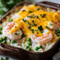 Für den perfekten Shrimp Casserole benötigst du einige Hauptzutaten. Diese bilden die Basis des Gerichts. Hier sind die Zutaten: - 450 g große Garnelen, geschält und entdarmt - 200 g ungekochter Reis (vorzugsweise Jasmin- oder Basmati-Reis) - 480 ml Hühner- oder Gemüsebrühe - 240 ml Schlagsahne - 100 g geriebener Cheddar-Käse - 150 g gefrorene Erbsen - 1 kleine Zwiebel, fein gehackt - 2 Knoblauchzehen, minced - 2 Esslöffel Olivenöl Diese Zutaten sorgen für den vollen Geschmack. Die Garnelen bringen eine zarte Textur, während der Käse eine cremige Note hinzufügt. Gewürze und Kräuter machen den Auflauf besonders lecker. Hier sind die, die du benötigst: - 1 Teelöffel Paprika - 1 Teelöffel getrockneter Oregano - Salz und Pfeffer nach Geschmack Paprika gibt eine leichte Schärfe und Farbe. Oregano bringt einen mediterranen Geschmack. Vergiss nicht, mit Salz und Pfeffer zu würzen, um die Aromen zu verstärken. Die Brühe ist wichtig für den Geschmack des Auflaufs. Du kannst Hühner- oder Gemüsebrühe verwenden. - Hühnerbrühe sorgt für einen herzhaften, vollmundigen Geschmack. - Gemüsebrühe ist eine gute Wahl für eine leichtere, vegetarische Option. Beide Brühen geben dem Gericht Tiefe und helfen, den Reis zu kochen. Wähle die Brühe, die dir am besten gefällt, um deinen Shrimp Casserole zu vervollständigen. Für die gesamte Zubereitung kannst du das [Full Recipe] verwenden. Zuerst heizt du deinen Ofen auf 190 °C vor. Das hilft, den Auflauf gleichmäßig zu garen. Während der Ofen sich aufheizt, kannst du die Zutaten bereitstellen. Du brauchst große Garnelen, Reis, Brühe, Schlagsahne, Käse, Erbsen, Zwiebel und Knoblauch. Stelle sicher, dass alles griffbereit ist. So sparst du Zeit beim Kochen. Jetzt kommt der spannende Teil! Erhitze das Olivenöl in einer großen Pfanne bei mittlerer Hitze. Gib die fein gehackte Zwiebel und den Knoblauch hinein. Brate sie etwa drei Minuten, bis die Zwiebel glasig wird. Danach kommen die Garnelen dazu. Brate sie für zwei bis drei Minuten, bis sie rosa sind. Würze die Mischung mit Paprika, Oregano, Salz und Pfeffer. Das gibt dem Gericht einen tollen Geschmack. Nimm die Pfanne vom Herd, wenn die Garnelen fertig sind. In einer großen Schüssel vermischst du den ungekochten Reis, die Hühner- oder Gemüsebrühe, die Schlagsahne und die Hälfte des geriebenen Cheddar-Käses. Rühre alles gut um. Jetzt füge die angebratenen Garnelen und die Erbsen hinzu. Mische vorsichtig, damit alles gleichmäßig verteilt ist. Gib die Mischung in eine gefettete Auflaufform und streiche sie gleichmäßig glatt. Bestreue die Oberfläche mit dem restlichen Käse. Diese Mischung ist die Grundlage für deinen Schmackhaften Shrimp Casserole. Wenn du Garnelen für den Auflauf wählst, achte auf frische große Garnelen. Sie haben den besten Geschmack. Du kannst auch gefrorene Garnelen nehmen, aber stelle sicher, dass sie vollständig aufgetaut sind. Geschälte und entdarmte Garnelen sind ideal. Sie sparen dir Zeit und machen die Zubereitung einfacher. Um deinen Käse perfekt goldbraun zu bekommen, ist die richtige Temperatur wichtig. Backe den Auflauf bei 190 °C. Decke ihn zuerst mit Folie ab, um ein Austrocknen zu verhindern. Entferne die Folie in der letzten Backzeit. So kann der Käse bräunen. Ein zusätzlicher Tipp: nutze einen Mischung von Käse. Eine Kombination aus Cheddar und Mozzarella sorgt für eine tolle Textur und Geschmack. Ein häufiger Fehler ist, die Garnelen zu lange zu braten. Sie sollten nur rosa werden. Zu langes Braten macht sie gummiartig. Ein weiterer Fehler ist, die Brühe nicht zu messen. Zu viel oder zu wenig Brühe kann die Konsistenz ändern. Achte darauf, die Mischung gut zu rühren, damit alles gleichmäßig verteilt ist. So wird jeder Bissen schmackhaft. Für mehr Details, schau dir das Full Recipe an! {{image_4}} Für eine vegetarische Version des Shrimp Casserole kannst du Garnelen durch Gemüse ersetzen. Brokkoli, Zucchini und Paprika sind super Optionen. Diese Gemüsesorten geben einen tollen Geschmack. Du kannst auch Kichererbsen für Protein hinzufügen. Achte darauf, dass du die Kochzeit anpasst, damit alles gut gar wird. Eine Mischung aus Gemüse sorgt für Farbe und Nährstoffe. Du kannst den Geschmack des Auflaufs leicht verändern. Probiere verschiedene Gewürze aus. Cayennepfeffer gibt eine scharfe Note. Thymian und Basilikum bringen einen frischen Geschmack. Füge auch etwas Zitronensaft hinzu, um die Aromen zu heben. Experimentiere mit deinen Lieblingsgewürzen und finde deinen perfekten Mix. Beilagen sind wichtig, um das Gericht zu ergänzen. Ein frischer grüner Salat passt gut dazu. Du kannst auch Knoblauchbrot servieren, um die Soße aufzunehmen. Für ein rustikales Gefühl serviere den Auflauf direkt aus der Form. Wenn du es eleganter magst, teile den Auflauf in kleine Portionen. Garnier mit frischer Petersilie für Farbe und Geschmack. So wird dein Gericht zum Hingucker! Wenn du Reste von deinem Shrimp Casserole hast, lagere sie in einem luftdichten Behälter. Das verhindert, dass die Aromen verloren gehen. Lass den Auflauf zuerst auf Raumtemperatur abkühlen. Danach decke ihn gut ab und stelle ihn in den Kühlschrank. Um den Auflauf wieder aufzuwärmen, nutze den Ofen. Heize ihn auf 175 °C vor. Lege den Auflauf in eine Auflaufform und decke ihn mit Aluminiumfolie ab. So bleibt der Auflauf saftig. Backe ihn für etwa 20 Minuten. Überprüfe, ob er heiß ist, bevor du ihn servierst. Im Kühlschrank hält der Shrimp Casserole etwa 3-4 Tage. Wenn du ihn länger aufbewahren willst, friere ihn ein. Achte darauf, ihn gut abgedeckt zu lagern. Im Gefrierschrank bleibt er bis zu 2 Monate frisch. Wenn du ihn wieder auftauen möchtest, lass ihn über Nacht im Kühlschrank. So bleibt der Geschmack erhalten. Die Zubereitung des Shrimp Casserole dauert insgesamt etwa 50 Minuten. Du brauchst 15 Minuten für die Vorbereitung und 35 Minuten zum Backen. Es geht schnell und einfach. Du kannst deinen Ofen auf 190 °C vorheizen, während du die anderen Schritte machst. So sparst du Zeit. Ja, du kannst Garnelen durch anderes Fleisch ersetzen. Hähnchen oder Thunfisch sind gute Alternativen. Stelle sicher, dass das Fleisch gut gekocht ist, bevor du es in den Auflauf gibst. Diese Variationen bringen neuen Geschmack und machen das Gericht spannend. Du kannst auch Tofu für eine vegetarische Option verwenden. Ja, der Shrimp Casserole ist für Kinder geeignet. Die milden Aromen schmecken vielen Kindern gut. Du kannst die Gewürze anpassen, wenn deine Kinder empfindlich sind. Der Käse macht das Gericht lecker und ansprechend. Du kannst auch mehr Gemüse hinzufügen, um es nahrhafter zu machen. Ein Shrimp Casserole vereint einfache Zutaten und tolle Aromen. Wir haben die Hauptzutaten, Gewürze und die beste Brühe besprochen. Die Schritt-für-Schritt-Anleitung macht das Kochen leicht, während unsere Tipps sicherstellen, dass Ihr Gericht gelingt. Variationen und Lagerhinweise runden das Rezept ab. Experimentieren Sie mit neuen Aromen und genießen Sie jeden Bissen. Kochen kann Spaß machen und einfach sein!