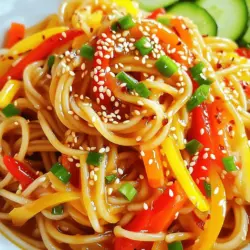 Die Hauptzutaten sind wichtig für den Geschmack. Hier sind die Zutaten, die du brauchst: - 225 g Soba-Nudeln oder andere Nudeln - 2 Esslöffel Gochujang - 1 Esslöffel Sesamöl - 1 Esslöffel Sojasauce - 1 Esslöffel Honig oder Ahornsirup - 1 Teelöffel gehackter Knoblauch - 1 Teelöffel gehackter Ingwer - 1 Tasse in Streifen geschnittene Karotten - 1 Tasse dünn geschnittene Paprika - 1/2 Tasse gehackte Frühlingszwiebeln - 1 Esslöffel Sesamsamen zum Garnieren Zusätzlich gibt es ein paar optionale Zutaten, die du hinzufügen kannst: - In Scheiben geschnittene Gurken - Eine Prise Chiliflocken für extra Schärfe Diese Zutaten geben dem Gericht einen besonderen Touch und machen es noch leckerer. Wähle die besten Zutaten für dein Gericht. Frisches Gemüse macht viel aus. Achte darauf, dass die Karotten und Paprika knackig sind. Gochujang ist die Seele des Gerichts. Kaufe eine gute Qualität, um den besten Geschmack zu erleben. Bei den Nudeln kannst du auch andere Sorten wie Reisnudeln verwenden. Experimentiere mit verschiedenen Gemüsesorten, um deinen eigenen Stil zu finden. Für mehr Details und die vollständige Zubereitung schaue dir das [Full Recipe] an. Beginnen Sie mit 225 g Soba-Nudeln oder einer anderen Nudelsorte. Bringen Sie einen großen Topf mit Wasser zum Kochen. Fügen Sie die Nudeln hinzu und kochen Sie sie laut Packungsanleitung al dente. Das sind etwa 5-7 Minuten. Sobald sie fertig sind, gießen Sie die Nudeln ab und spülen Sie sie unter kaltem Wasser ab. So stoppen Sie den Kochprozess. Stellen Sie die Nudeln dann beiseite. Für die scharfe Sauce benötigen Sie eine kleine Schüssel. Geben Sie 2 Esslöffel Gochujang, 1 Esslöffel Sesamöl, 1 Esslöffel Sojasauce, 1 Esslöffel Honig oder Ahornsirup, 1 Teelöffel gehackten Knoblauch und 1 Teelöffel gehackten Ingwer hinein. Rühren Sie alles gut um. Achten Sie darauf, dass sich die Zutaten gleichmäßig vermischen. Diese Sauce bringt den scharfen und süßen Geschmack. Erhitzen Sie eine große Pfanne oder einen Wok bei mittlerer Hitze. Geben Sie einen Spritzer Wasser oder 1 Teelöffel Öl hinein. Fügen Sie 1 Tasse in Streifen geschnittene Karotten und 1 Tasse dünn geschnittene Paprika hinzu. Braten Sie das Gemüse etwa 4-5 Minuten lang an, bis es weich, aber noch knackig ist. Danach kommen die gekochten Nudeln in die Pfanne. Vermengen Sie alles vorsichtig. Gießen Sie die scharfe Sauce über die Nudeln und mischen Sie gut. Lassen Sie die Mischung 2-3 Minuten köcheln. So nehmen die Nudeln alle Aromen auf. Fügen Sie zum Schluss 1/2 Tasse gehackte Frühlingszwiebeln hinzu. Servieren Sie die Nudeln heiß mit Sesamsamen und optionalen Gurken. Für das vollständige Rezept, schauen Sie sich die vollständige Anleitung an. Um die perfekte Schärfe zu erzielen, sollten Sie die Gochujang-Paste gut dosieren. Diese Paste hat einen einzigartigen Geschmack. Beginnen Sie mit zwei Esslöffeln. Wenn Sie es schärfer mögen, fügen Sie mehr hinzu. Ein einfacher Trick ist, Chiliflocken als Topping zu verwenden. So können Sie die Schärfe nach jedem Bissen anpassen. Ein häufiger Fehler ist, die Nudeln zu lang zu kochen. Achten Sie darauf, sie al dente zu garen. So bleiben sie bissfest und nehmen die Sauce gut auf. Ein weiterer Fehler ist, das Gemüse zu lange zu braten. Es sollte weich, aber noch knackig sein. Vergessen Sie nicht, die Sauce gut zu mischen, damit jeder Bissen gleichmäßig gewürzt ist. Servieren Sie die Korean Spicy Noodles mit frischen Gurken. Diese kühlen die Schärfe etwas ab. Sie passen auch gut zu einem leichten Salat. Für zusätzlichen Geschmack fügen Sie geröstete Sesamsamen und gehackte Frühlingszwiebeln hinzu. Diese verleihen Ihrem Gericht eine schöne Textur. Für die vollständige Zubereitung besuchen Sie bitte das [Full Recipe]. {{image_4}} Für eine vegetarische oder vegane Version der Korean Spicy Noodles können Sie Tofu verwenden. Tofu ist gesund und sehr vielseitig. Schneiden Sie den Tofu in kleine Würfel und braten Sie ihn vor dem Hinzufügen des Gemüses an. Er nimmt die Aromen gut auf und macht das Gericht herzhaft. Statt Honig können Sie auch Agavendicksaft oder einen anderen veganen Süßstoff nutzen. Das macht das Gericht für jeden genießbar. Wenn Sie mehr Protein in Ihr Gericht bringen möchten, gibt es viele Optionen. Garnelen sind eine beliebte Wahl. Sie kochen schnell und passen gut zu den scharfen Nudeln. Hühnchen ist eine weitere gute Wahl. Kochen Sie es einfach in der Pfanne, bevor Sie das Gemüse anbraten. Für eine pflanzliche Option können Sie auch schwarze Bohnen oder Kichererbsen hinzufügen. Diese geben nicht nur Protein, sondern auch einen tollen Geschmack. Das Schöne an diesem Rezept ist die Flexibilität. Sie können saisonales Gemüse verwenden, um neue Geschmäcker zu entdecken. Im Frühling passen Erbsen gut dazu. Im Sommer sind Zucchini und Auberginen toll. Im Herbst können Sie Kürbis oder Süßkartoffeln verwenden. Im Winter sind Grünkohl oder Spinat eine gute Wahl. Experimentieren Sie mit verschiedenen Gemüsesorten, um Ihr Gericht zu personalisieren. Für das vollständige Rezept schauen Sie bitte in die vorherigen Abschnitte. Um Korean Spicy Noodles frisch zu halten, bewahre sie in einem luftdichten Behälter auf. Lass die Nudeln zuerst abkühlen, bevor du sie lagerst. Wenn du die Nudeln mit Sauce vermischt hast, lagere sie am besten getrennt. So bleiben die Nudeln nicht matschig. Wenn du die Nudeln wieder aufwärmen möchtest, benutze eine Pfanne oder Mikrowelle. In der Pfanne kannst du etwas Wasser oder Öl hinzufügen. Das hilft, die Nudeln geschmeidig zu halten. In der Mikrowelle kannst du die Nudeln in 30-Sekunden-Intervallen erhitzen. Rühre sie gut um, damit sie gleichmäßig warm werden. Im Kühlschrank halten sich die Korean Spicy Noodles etwa 3 bis 5 Tage. Überprüfe vor dem Essen immer den Geruch und die Konsistenz. Im Gefrierschrank kannst du die Nudeln bis zu 2 Monate lagern. Achte darauf, die Nudeln gut einzupacken, damit sie keinen Frostgeschmack annehmen. Korean Spicy Noodles sind scharf, aber die Schärfe ist anpassbar. Die Hauptquelle der Schärfe ist Gochujang, die koreanische rote Chilipaste. Sie können die Menge nach Ihrem Geschmack ändern. Wenn Sie es milder mögen, verwenden Sie weniger Gochujang. Wer es schärfer mag, kann mehr hinzufügen. Es ist wichtig, beim ersten Mal vorsichtig zu sein, da die Schärfe schnell ansteigen kann. Die besten Korean Spicy Noodles finden Sie in asiatischen Supermärkten. Diese Märkte bieten frische Zutaten und authentische Produkte. Achten Sie auf die Qualität der Nudeln und der Gochujang. Einige Online-Shops verkaufen auch hochwertige koreanische Produkte. Überprüfen Sie die Bewertungen, um sicherzustellen, dass Sie frische Ware erhalten. Ja, das Rezept ist sehr flexibel. Sie können verschiedene Nudeln verwenden, wie Soba oder Udon. Auch das Gemüse können Sie nach Saison oder Vorliebe ändern. Fügen Sie Proteine wie Tofu oder Hühnchen hinzu, um das Gericht zu personalisieren. Probieren Sie unterschiedliche Saucen und Gewürze aus, um Ihren eigenen Twist zu finden. Für das vollständige Rezept schauen Sie sich die [Full Recipe] an. Koreanische scharfe Nudeln sind ein köstliches Gericht, das Sie schnell selbst zubereiten können. Wir haben die besten Zutaten, die Schritte zur Zubereitung und wertvolle Tipps besprochen. Denken Sie daran, die perfekte Schärfe zu finden und häufige Fehler zu vermeiden. Variieren Sie das Rezept nach Ihrem Geschmack und lagern Sie Reste richtig. Genießen Sie die Vielfalt und entdecken Sie die besten Optionen für sich. Mit etwas Übung werden Sie schnell zum Profi in der Zubereitung dieser Nudeln!