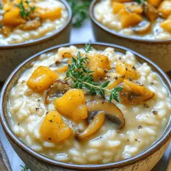- 1 Tasse Arborio-Reis - 1 Tasse frische Pilze (Cremini oder andere), in Scheiben geschnitten - 4 Tassen Gemüsebrühe Arborio-Reis ist der Schlüssel. Er hat viel Stärke. Diese Stärke macht das Risotto cremig. Frische Pilze bringen einen tollen Geschmack und eine tolle Textur. Du kannst Cremini oder andere Pilze verwenden. Gemüsebrühe gibt dem Gericht Tiefe und Aroma. - 1 kleine Zwiebel, fein gehackt - 2 Knoblauchzehen, gehackt - 1/2 Tasse geriebener Parmesan-Käse - 2 Esslöffel Trüffelöl - 2 Esslöffel Olivenöl Zwiebeln und Knoblauch geben einen tollen Grundgeschmack. Der Parmesan macht das Risotto reichhaltig und würzig. Trüffelöl fügt einen Hauch von Luxus hinzu. Olivenöl sorgt für eine gute Basis beim Braten. - 1 Esslöffel frische Thymianblätter (oder 1 Teelöffel getrocknet) - Salz und Pfeffer nach Geschmack Thymian bringt eine frische, erdige Note. Salz und Pfeffer sind wichtig für den Geschmack. Die richtige Menge macht das Risotto perfekt. So hast du eine gute Balance in deinem Gericht. Für die vollständige Anleitung und das Rezept, besuche die [Full Recipe]. Erhitze die Gemüsebrühe in einem Kochtopf. Halte die Brühe warm, während du das Risotto kochst. Das ist wichtig, um den Reis gleichmäßig zu garen. Eine warme Brühe hilft, die cremige Textur zu erreichen. Erhitze in einer großen Pfanne Olivenöl und Butter bei mittlerer Hitze. Füge die fein gehackte Zwiebel hinzu und dünste sie, bis sie glasig ist. Das dauert etwa 3-4 Minuten. Rühre dann den gehackten Knoblauch ein. Koche alles für eine weitere Minute. Jetzt kommen die Pilze dazu. Koche sie, bis sie weich und goldbraun sind, etwa 5-6 Minuten. Gib den Arborio-Reis in die Pfanne. Rühre gut um, damit der Reis mit der Öl-Mischung bedeckt ist. Röste den Reis für 1-2 Minuten, bis die Ränder leicht durchscheinend werden. Dann beginne, die warme Gemüsebrühe kellenweise hinzuzufügen. Rühre ständig weiter und warte, bis die Brühe fast ganz aufgenommen ist. Dieser Schritt dauert etwa 15-20 Minuten. Prüfe die Konsistenz des Reises. Wenn er cremig und al dente ist, nimm die Pfanne vom Herd. Rühre nun den geriebenen Parmesan, das Trüffelöl und den frischen Thymian ein. Schmecke das Risotto mit Salz und Pfeffer ab. Lass das Risotto 2-3 Minuten ruhen, bevor du es servierst. Für das detaillierte Rezept kannst du die [Full Recipe] anschauen. Um die perfekte Konsistenz für dein Risotto zu bekommen, ist das Rühren der Schlüssel. Rühre den Reis oft, während du Brühe hinzufügst. Beginne mit einer Kelle Brühe und warte, bis sie fast ganz aufgesogen ist. Achte darauf, dass der Reis nicht zu trocken wird. Wenn du das Risotto gleichmäßig rührst, wird es schön cremig. Die Geschmacksintensität steigt, wenn du frische Kräuter und hochwertige Zutaten verwendest. Frische Thymianblätter bringen ein großartiges Aroma. Auch die Wahl der Pilze ist wichtig. Cremini-Pilze geben einen kräftigen Geschmack. Verwende auch guten Parmesan, um die Tiefe des Geschmacks zu erhöhen. Diese kleinen Details machen einen großen Unterschied. Ein häufiger Fehler ist das Überkochen des Reises. Achte darauf, dass der Reis al dente bleibt. Ein weiterer Fehler ist, zu wenig Flüssigkeit hinzuzufügen. Risotto braucht Zeit und Brühe, um die richtige Konsistenz zu erreichen. Wenn du diese Fehler vermeidest, wird dein Risotto einfach perfekt. Für mehr Informationen und das gesamte Rezept, schau dir das [Full Recipe] an. {{image_4}} Trüffel-Risotto bringt einen besonderen Geschmack auf deinen Teller. Du kannst Trüffelöl verwenden, um den Risotto zu verfeinern. Füge frische Trüffel hinzu, wenn du sie findest. Diese Zutaten geben dem Gericht ein reichhaltiges Aroma. Der Geschmack von Trüffeln ist einzigartig und macht das Risotto besonders. Die Kombination von Pilzen und Trüffeln sorgt für ein luxuriöses Erlebnis. Ein veganes Risotto ist einfach und lecker. Anstelle von Parmesan kannst du Hefeflocken verwenden. Diese verleihen einen ähnlichen Geschmack und sind ideal für eine pflanzliche Diät. Anstelle von Butter kannst du einfach mehr Olivenöl nehmen. Auch Kokoscreme ist eine tolle Option für Cremigkeit. So bleibt dein Risotto voll im Geschmack und ganz ohne tierische Produkte. Um dein Risotto noch bunter zu machen, füge Gemüse hinzu. Erbsen sind eine gute Wahl, da sie süß und knackig sind. Spargel gibt einen frischen Geschmack und passt gut zu Pilzen. Du kannst auch Zucchini oder Paprika verwenden, um mehr Farbe und Geschmack zu bekommen. Diese Zutaten machen das Gericht noch gesünder und schmackhafter. Für das Full Recipe kannst du einfach die oben genannten Schritte befolgen und deine Variationen ausprobieren. Risotto ist am besten frisch, aber du kannst Reste aufbewahren. Lass das Risotto zuerst abkühlen. Verteile es dann in flachen Behältern. So kühlt es schneller. Decke die Behälter gut ab. Das schützt es vor Gerüchen und Austrocknung. Um Risotto wieder aufzuwärmen, nutze eine Pfanne. Füge einen Schuss Brühe oder Wasser hinzu. So bleibt es cremig. Erhitze es bei niedriger Hitze. Rühre oft, damit es nicht anbrennt. Du kannst auch die Mikrowelle nutzen. Gib das Risotto in eine mikrowellengeeignete Schüssel. Decke es ab und erhitze es in kurzen Intervallen. Im Kühlschrank hält sich Risotto etwa 3 Tage. Achte darauf, es gut abzudecken. Wenn du unsicher bist, rieche daran. Schmeckt es schlecht, wirf es weg. Reste von Risotto sind lecker, aber frisch ist immer besser. Für das beste Geschmackserlebnis, genieße es zügig. Du kannst die volle Rezeptanleitung [hier](#) finden. Die Zubereitung von Risotto dauert in der Regel 30 Minuten. Du brauchst etwa 10 Minuten für die Vorbereitung. Das Kochen selbst nimmt etwa 20 Minuten in Anspruch. Achte darauf, dass du ständig rührst. Das hilft dem Reis, gleichmäßig zu garen und die Cremigkeit zu erreichen. Ja, du kannst andere Reisarten verwenden. Arborio-Reis ist der beste für Risotto. Er hat einen hohen Stärkegehalt. Das macht das Risotto besonders cremig. Andere Reissorten, wie Basmati oder Jasminreis, sind nicht ideal. Sie haben weniger Stärke und werden weniger cremig. Cremini-Pilze sind eine tolle Wahl für Risotto. Sie haben einen reichen Geschmack. Du kannst auch Steinpilze oder Champignons verwenden. Eine Mischung aus verschiedenen Pilzen bringt Tiefe in den Geschmack. Frische Pilze haben mehr Aroma als getrocknete. Um das Risotto cremiger zu machen, füge mehr Brühe schrittweise hinzu. Rühre ständig, während du Brühe hinzufügst. Das hilft, die Stärke freizusetzen. Parmesan-Käse ist ebenfalls wichtig. Rühre ihn am Ende unter das Risotto. Auch ein Spritzer Trüffelöl kann die Cremigkeit erhöhen. Ja, Risotto ist in der Regel glutenfrei. Arborio-Reis enthält kein Gluten. Achte darauf, dass die Brühe auch glutenfrei ist. Manche Brühen enthalten Gluten. Lies die Zutatenliste, um sicherzugehen. Wenn du auf Gluten achtest, ist Risotto eine gute Wahl. Risotto ist ein leckeres Gericht, das einfach zuzubereiten ist. Wir haben die Hauptzutaten wie Arborio-Reis, frische Pilze und Gemüsebrühe besprochen. Ich habe erklärt, wie man die Brühe vorbereitet und das Gemüse anbrät. Tipps zur perfekten Konsistenz und gängigen Fehlern helfen dir, besser zu kochen. Vielleicht probierst du auch Variationen mit Trüffel oder Gemüse aus. Denke daran, Risotto richtig zu lagern, um die Qualität zu bewahren. Mit diesen Informationen kannst du dein Risotto zum Leben erwecken. Bereit, das perfekte Gericht zu kreieren?