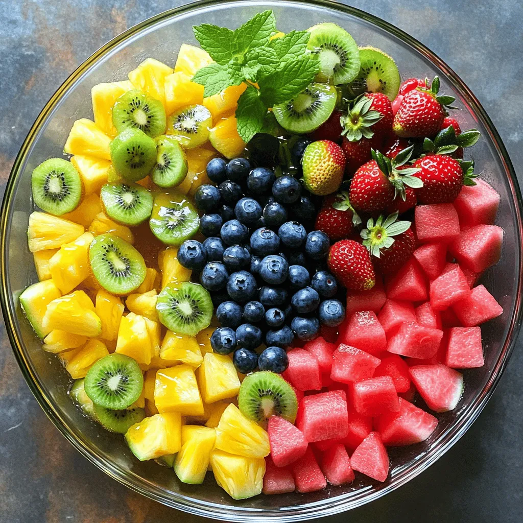 Für einen leckeren Honig-Limetten-Fruchtsalat braucht man frische Früchte. Ich empfehle, eine bunte Mischung zu wählen. Hier sind die Hauptfrüchte, die du benötigst: - 2 Tassen gewürfelte Wassermelone - 1 Tasse gewürfelte Ananas - 1 Tasse frische Erdbeeren, in Scheiben geschnitten - 1 Tasse Blaubeeren - 1 reife Kiwi, geschält und in Scheiben geschnitten Diese Früchte bringen viel Geschmack und Farbe. Sie machen den Salat nicht nur lecker, sondern auch schön. Honig und Limette sind die Stars dieses Rezepts. Sie geben dem Fruchtsalat eine süße und saure Note. Hier sind die Zutaten, die du für das Dressing brauchst: - 1/4 Tasse Honig - 2 Esslöffel frischer Limettensaft - Schale von 1 Limette Der Honig sorgt für Süße, während die Limette Frische und einen tollen Geschmack hinzufügt. Um deinen Fruchtsalat zu verfeinern, kannst du Garnierungen hinzufügen. Ein paar frische Minzblätter sind perfekt. Sie sorgen für einen frischen Duft und einen schönen Look. Du kannst auch andere Aromen ausprobieren. Zum Beispiel: - Eine Prise Zimt für Wärme - Ein Spritzer Vanille für Süße Diese kleinen Extras geben deinem Salat das gewisse Etwas. Du kannst die Zutaten nach deinem Geschmack anpassen. Wenn du mehr über das Rezept erfahren möchtest, schau dir die Full Recipe an. Beginne mit den frischen Früchten. Nimm die Wassermelone und schneide sie in Würfel. Verwende eine reife Ananas und schneide sie ebenfalls in Würfel. Erdbeeren sollten in Scheiben geschnitten werden. Blaubeeren bleiben ganz. Für die Kiwi entferne die Schale und schneide sie in Scheiben. Jetzt kommt das Dressing. Nimm eine kleine Schüssel. Mische dort den Honig, den Limettensaft und die Limettenschale. Rühre gut um, bis alles vermischt ist. Das bringt den süßen und saftigen Geschmack in den Salat. Gib alle vorbereiteten Früchte in eine große Rührschüssel. Gieße das Dressing über die Früchte. Mische alles vorsichtig, damit die Früchte nicht zerdrückt werden. Decke die Schüssel mit Frischhaltefolie ab. Stelle den Salat für mindestens 30 Minuten in den Kühlschrank. So ziehen die Aromen schön durch. Für das vollständige Rezept kannst du den Abschnitt "Full Recipe" anschauen. Um den besten Honig-Limetten-Fruchtsalat zu machen, wähle frische, saisonale Früchte. Die Kombination aus Wassermelone, Ananas und Erdbeeren sorgt für Süße. Blaubeeren und Kiwi bringen Frische und Farbe. Du kannst auch Trauben oder Mango hinzufügen, um das Geschmacksprofil zu erweitern. Achte darauf, die Früchte in gleichmäßige Stücke zu schneiden. So sieht der Salat nicht nur schön aus, sondern schmeckt auch besser. Wenn du mehr Geschmack möchtest, füge etwas Limettenzeste hinzu. Ein Hauch von frischem Ingwer kann ebenfalls einen tollen Kick geben. Du kannst auch Joghurt oder griechischen Joghurt als Basis verwenden. Das macht den Salat cremiger und sättigender. Wenn du Nüsse magst, probiere Mandeln oder Walnüsse. Sie geben dem Salat einen tollen Crunch. Die Präsentation macht viel aus. Serviere den Fruchtsalat in großen, klaren Schalen oder in kleinen Gläsern. Das sieht elegant aus und ist ideal für Partys. Garniere den Salat mit frischen Minzblättern und Limettenscheiben. Auch essbare Blüten können einen schönen Farbtupfer bringen. Wenn du den Salat für einen besonderen Anlass machst, kannst du ihn auch mit einem Spritzer zusätzlichem Honig vor dem Servieren anrichten. Denke daran, dass die ersten Eindrücke zählen. Ein gut aussehender Salat macht Lust auf mehr! Für die genaue Zubereitung schaue dir das [Full Recipe] an. {{image_4}} Der Honig-Limetten-Fruchtsalat ist frisch und lecker. Um die Aromen zu bewahren, bewahren Sie ihn in einem luftdichten Behälter auf. Stellen Sie sicher, dass der Behälter sauber ist. So bleibt der Salat knackig und frisch. Vermeiden Sie es, ihn im offenen Behälter zu lassen. Das macht die Früchte schlaff und weniger schmackhaft. Im Kühlschrank hält sich der Fruchtsalat etwa 2 bis 3 Tage. Nach dieser Zeit verlieren die Früchte ihre Frische. Achten Sie darauf, den Salat vor dem Servieren erneut zu überprüfen. Wenn er matschig aussieht oder unangenehm riecht, ist es besser, ihn wegzuwerfen. Das Einfrieren von Fruchtsalat ist nicht ideal. Einige Früchte verlieren beim Auftauen ihre Textur. Wenn Sie dennoch einfrieren möchten, machen Sie es mit Bedacht. Verwenden Sie gefriergeeignete Behälter. Füllen Sie die Behälter nicht zu voll, da sich die Früchte ausdehnen. Zum Auftauen lassen Sie den Salat am besten im Kühlschrank über Nacht. So bleibt der Geschmack erhalten. Für das Rezept können Sie den Fruchtsalat direkt nach der Zubereitung genießen. Schauen Sie sich auch das [Full Recipe] an! Fruchtsalat ist sehr flexibel. Hier sind einige Varianten, die Sie ausprobieren können. Für einen tropischen Twist können Sie Mango und Papaya hinzufügen. Diese Früchte bringen eine süße Frische. Schneiden Sie die Mango in Würfel und die Papaya in dünne Scheiben. Mischen Sie alles zusammen mit dem Honig-Limetten-Dressing. Diese Kombination gibt Ihrem Salat ein sonniges Flair. Beeren sind ebenfalls eine tolle Wahl. Fügen Sie Himbeeren oder Brombeeren hinzu, um mehr Farbe und Geschmack zu bringen. Diese Beeren sind sauer und süß. Sie ergänzen die Aromen der Limonen und des Honigs perfekt. Vermischen Sie alle Beeren mit der Grundrezeptur. Wollen Sie mehr Textur? Fügen Sie Nüsse wie Mandeln oder Walnüsse hinzu. Diese geben einen tollen Crunch. Joghurt kann auch für mehr Cremigkeit sorgen. Ein Löffel griechischer Joghurt macht den Salat reichhaltiger. Das macht ihn perfekt für ein Frühstück oder einen Snack. Probieren Sie diese Variationen aus und finden Sie Ihre Lieblingskombination! Der Fruchtsalat wird so immer frisch und spannend bleiben. Für das vollständige Rezept schauen Sie sich die Detailanleitung oben an. Den Honig-Limetten-Fruchtsalat kann man bis zu drei Tage im Kühlschrank aufbewahren. Wichtig ist, dass Sie ihn in einem luftdichten Behälter lagern. So bleibt er frisch und die Früchte verlieren nicht ihre Farbe. Nach zwei Tagen kann es sein, dass die Früchte etwas weicher werden. Das beeinträchtigt aber nicht den Geschmack. Ja, Sie können viele andere Früchte hinzufügen. Probieren Sie Mango, Pfirsiche oder Trauben. Diese Früchte passen gut zum Honig und Limette. Lassen Sie Ihrer Kreativität freien Lauf! Achten Sie nur darauf, dass die neuen Früchte reif und frisch sind. So bleibt der Fruchtsalat lecker und bunt. Ja, dieser Fruchtsalat ist vegan. Alle Zutaten sind pflanzlich und ohne tierische Produkte. Der Honig kann jedoch für Veganer ein Problem sein. Wenn Sie vegan sein möchten, können Sie Agavendicksaft oder Ahornsirup statt Honig verwenden. So bleibt der Fruchtsalat für alle geeignet. Zusammengefasst bietet dieser Artikel alles, was du für einen Honig-Limetten-Fruchtsalat brauchst. Du hast frische Früchte, ein einfaches Dressing und tolle Tipps für die perfekte Präsentation. Du kannst auch mit verschiedenen Früchten und Varianten spielen. Halte deinen Salat frisch mit unseren Aufbewahrungstipps. Denk daran, dass das Kochen Spaß machen soll. Probiere aus, was dir gefällt, und genieße jeden Bissen!