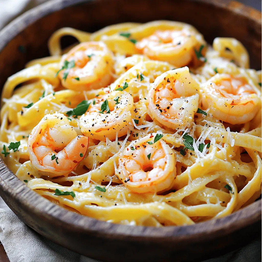 Hier sind die Zutaten für dein Garlic Butter Shrimp Pasta Gericht. Diese einfachen und frischen Zutaten machen das Essen besonders lecker. - 225 g Linguine oder Spaghetti - 450 g große Garnelen, geschält und entdarmt - 4 Knoblauchzehen, fein gehackt - 115 g ungesalzene Butter - 60 g frische Petersilie, gehackt - 1/2 TL rote Paprikaflocken - 1 Zitrone, ausgepresst - Salz und Pfeffer nach Geschmack - Geriebener Parmesan zum Servieren Mit diesen Zutaten kannst du ein schnelles und köstliches Gericht zaubern. Achte darauf, die Garnelen frisch zu kaufen. Sie sorgen für den besten Geschmack. Knoblauch bringt das Aroma in dein Gericht. Die Butter macht es schön cremig. Vergiss nicht, die Petersilie für die Frische hinzuzufügen. So wird jedes Bisschen ein Genuss! Du findest das vollständige Rezept (Full Recipe) weiter oben. Um die Pasta perfekt zu kochen, bringen Sie einen großen Topf mit Wasser zum Kochen. Fügen Sie Salz hinzu, bevor Sie die Linguine oder Spaghetti reingeben. Kochen Sie die Pasta, bis sie al dente ist. Das dauert meist 8 bis 10 Minuten. Heben Sie 120 ml vom Nudelwasser auf, bevor Sie die Pasta abgießen. Dieses Wasser hilft, die Sauce später zu binden. In einer großen Pfanne schmelzen Sie die Butter bei mittlerer Hitze. Fügen Sie die fein gehackten Knoblauchzehen hinzu. Braten Sie den Knoblauch für 1 bis 2 Minuten an, bis er duftet. Achten Sie darauf, dass er nicht verbrennt. Erhöhen Sie die Hitze dann auf mittelhoch und geben Sie die Garnelen in die Pfanne. Würzen Sie sie mit Salz, Pfeffer und roten Paprikaflocken, wenn Sie möchten. Braten Sie die Garnelen 2 bis 3 Minuten auf jeder Seite. Sie sind fertig, wenn sie rosa und undurchsichtig sind. Jetzt kommt der spaßige Teil! Geben Sie die gekochte Pasta in die Pfanne zu den Garnelen. Gießen Sie das aufbewahrte Nudelwasser und den Zitronensaft darüber. Mischen Sie alles vorsichtig, damit die Pasta gleichmäßig die Knoblauchbuttersoße aufnimmt. Nehmen Sie die Pfanne vom Herd und fügen Sie die gehackte Petersilie hinzu. Mischen Sie wieder, um die Aromen zu verteilen. Probieren Sie die Pasta und passen Sie die Gewürze nach Ihrem Geschmack an. Garnelen sind der Star dieses Gerichts. Die Garzeit beträgt nur 2-3 Minuten pro Seite. So bleiben sie saftig und zart. Wenn du sie zu lange brätst, werden sie gummiartig. Achte darauf, dass sie rosa und opak sind. Das zeigt, dass sie perfekt gegart sind. Frische Kräuter bringen viel Geschmack. Ich empfehle, frische Petersilie zu verwenden. Sie fügt Farbe und Frische hinzu. Du kannst auch Basilikum oder Oregano probieren. Ein Spritzer Zitrone hebt den Geschmack. Für einen zusätzlichen Kick sind rote Paprikaflocken toll. Sie bringen eine feine Schärfe. Ein häufiger Fehler ist, die Pasta nicht al dente zu kochen. Das macht sie matschig. Ein weiterer Fehler ist, die Garnelen nicht rechtzeitig zu wenden. So verlieren sie ihren perfekten Biss. Stelle sicher, dass die Pfanne heiß genug ist. Das hilft, die Garnelen schnell zu garen. {{image_4}} Wenn Sie Garnelen nicht mögen oder eine fleischlose Mahlzeit wünschen, gibt es viele Alternativen. Tofu ist eine großartige Wahl. Es hat eine schöne Textur und nimmt den Geschmack der Soße gut auf. Eine weitere Möglichkeit sind Pilze. Sie geben der Pasta einen herzhaften Geschmack. Champignons oder Steinpilze sind besonders lecker. Für Gemüsevariationen probieren Sie Zucchini oder Paprika. Diese können Sie leicht anbraten. Sie bringen Farbe und Frische in Ihr Gericht. Ob Sie Linguine oder Spaghetti verwenden, ist Ihre Entscheidung. Sie können auch andere Pastaarten wie Fusilli oder Penne probieren. Diese Formen fangen die Soße gut ein. Für Glutenfreiheit können Sie Linsen- oder Kichererbsenpasta nutzen. Diese haben einen tollen Geschmack und sind nahrhaft. Zucchini-Nudeln sind eine weitere gesunde Option. Sie sind leicht und bringen eine frische Note. Die Soße ist der Schlüssel zu diesem Gericht. Sie können die Knoblauchbutter durch eine Weißweinsoße ersetzen. Diese gibt einen feinen Geschmack. Eine Pesto-Soße bringt ein neues Aroma. Sie ist einfach und voller Kräuter. Auch eine Sahnesoße passt gut zu den Garnelen. Sie macht das Gericht besonders cremig und reichhaltig. Probieren Sie, verschiedene Ideen auszutauschen. So bleibt das Gericht spannend und lecker. Um die Pasta frisch zu halten, lassen Sie sie zuerst abkühlen. Lagern Sie die Reste in einem luftdichten Behälter. Stellen Sie sicher, dass die Pasta und die Garnelen gut bedeckt sind. So bleibt der Geschmack erhalten. Im Kühlschrank hält sich die Pasta bis zu drei Tage. Die beste Methode, um die Pasta wieder warm zu machen, ist die Mikrowelle. Geben Sie die Pasta in eine Schüssel und fügen Sie einen Spritzer Wasser hinzu. Decken Sie die Schüssel mit einem feuchten Papiertuch ab. Erwärmen Sie sie in 30-Sekunden-Intervallen, bis sie heiß ist. Alternativ können Sie die Pasta in einer Pfanne mit etwas Butter auf mittlerer Hitze erhitzen. Rühren Sie häufig um, um ein Ankleben zu vermeiden. Im Kühlschrank bleibt Ihre Garlic Butter Shrimp Pasta sicher für bis zu drei Tage. Achten Sie darauf, die Reste gut zu verpacken. Wenn Sie die Pasta länger aufbewahren möchten, frieren Sie sie ein. Im Gefrierschrank hält sie bis zu drei Monate. Achten Sie darauf, sie in einem gefrierfesten Behälter zu lagern. Die Zubereitung der Garlic Butter Shrimp Pasta dauert nicht lange. Du benötigst etwa 10 Minuten für die Vorbereitung. Das Kochen der Pasta und der Garnelen dauert dann etwa 10 Minuten. Insgesamt bist du in etwa 20 Minuten fertig. Das macht dieses Gericht perfekt für ein schnelles Abendessen. Ja, du kannst die Garnelen ersetzen. Einige gute Alternativen sind Hähnchenbrust oder Tofu. Diese Optionen sind nicht nur lecker, sondern auch einfach zuzubereiten. Du kannst auch Gemüse wie Zucchini oder Spargel verwenden. Diese bringen frische Aromen in das Gericht. Das Rezept ist nicht von Natur aus glutenfrei. Die Pasta, die wir verwenden, enthält Gluten. Du kannst aber glutenfreie Pasta wählen. Achte darauf, dass die anderen Zutaten auch glutenfrei sind. So kannst du das Gericht für alle genießen. Du kannst das Rezept ganz leicht anpassen. Magst du es schärfer? Füge mehr rote Paprikaflocken hinzu. Hast du frische Kräuter? Petersilie oder Basilikum passen gut. Du kannst auch mehr Zitrone für einen frischen Geschmack verwenden. Experimentiere mit verschiedenen Zutaten. Das vollständige Rezept für Garlic Butter Shrimp Pasta findest du in der Sektion "Full Recipe". Dort siehst du alle Schritte und Tipps für die Zubereitung. Dieses Rezept bringt köstliche Garlic Butter Shrimp Pasta auf den Tisch. Sie haben die Zutaten, das Kochen und die Tricks gelernt. Die Variationen helfen Ihnen, das Gericht anzupassen. Vergessen Sie nicht, Reste richtig zu lagern und aufzuwärmen. Ganz gleich, ob Sie Garnelen oder Gemüse bevorzugen, es gibt viele Wege, das Rezept zu genießen. Mit ein bisschen Übung meistern Sie die Technik. Viel Spaß beim Kochen und Genießen Ihrer Pasta!