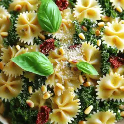- 340 g Vollkornnudeln (Farfalle oder Penne) - 2 Tassen toskanischer Grünkohl, Stiele entfernt und grob gehackt - 1 Tasse getrocknete Tomaten, klein gehackt (am besten in Öl eingelegt) - 3 Knoblauchzehen, fein gehackt - 120 ml Gemüsebrühe - 30 g Pinienkerne, geröstet - 1 Esslöffel Olivenöl - 1 Teelöffel rote Pfefferflocken (nach Geschmack anpassen) - Salz und Pfeffer nach Geschmack - Frisch geriebener Parmesan (optional zum Servieren) - Frische Basilikumblätter zur Garnitur Die Hauptzutaten machen dieses Gericht besonders. Die Vollkornnudeln bieten einen nussigen Geschmack und eine tolle Textur. Toskana Grünkohl ist zart, aber auch herzhaft. Die getrockneten Tomaten bringen eine süße Note, die das Gericht hebt. Zusätzlich helfen die weiteren Zutaten, die Aromen zu verstärken. Knoblauch gibt einen starken Geschmack, während die Gemüsebrühe für Tiefe sorgt. Pinienkerne fügen einen knackigen Biss hinzu. Olivenöl sorgt für eine schöne Glätte. Rote Pfefferflocken geben einen kleinen Kick, der das Gericht beleben kann. Salz und Pfeffer sind wichtig für den letzten Schliff. Parmesan bringt eine salzige Note, während frisches Basilikum das Gericht lebendig macht. Für die vollständige Zubereitung können Sie das [Full Recipe] nutzen. Zuerst bereite einen großen Topf mit Wasser vor. Füge reichlich Salz hinzu. Das Wasser sollte sprudeln, wenn du die Nudeln hineingibst. Koche die Vollkornnudeln nach den Anweisungen auf der Packung. Sie sollten al dente sein, also leicht fest. Bewahre etwa 120 ml vom Kochwasser auf, bevor du die Nudeln abgießt. Erhitze in einer großen Pfanne einen Esslöffel Olivenöl bei mittlerer Hitze. Gib den fein gehackten Knoblauch hinzu. Brate ihn etwa 30 Sekunden lang an, bis er duftet. Achte darauf, dass er nicht verbrennt, denn das kann bitter schmecken. Füge die klein gehackten getrockneten Tomaten in die Pfanne. Rühre die roten Pfefferflocken ein. Sautiere alles für 2-3 Minuten. Die Tomaten sollten anfangen, weich zu werden. Dann gib den gehackten Grünkohl in die Pfanne. Gieße die Gemüsebrühe dazu. Lasse alles etwa 5-7 Minuten köcheln. Rühre oft um, bis der Grünkohl weich und verwelkt ist. Schmecke die Sauce mit Salz und Pfeffer ab. Jetzt ist es Zeit, die abgegossenen Nudeln in die Pfanne zu geben. Mische sie gut mit der Grünkohl- und Tomatensauce. Wenn die Sauce zu dick ist, füge einen Schuss vom aufbewahrten Nudelwasser hinzu. Das macht die Sauce schön geschmeidig. Mische die gerösteten Pinienkerne unter die Pasta. Diese sorgen für einen tollen Crunch. Richte die Pasta auf Tellern an. Wenn du magst, streue frisch geriebenen Parmesan darüber. Garnieren kannst du das Gericht mit frischen Basilikumblättern. Für das komplette Rezept, schau dir die [Full Recipe] an. Für dieses Gericht sind Vollkornnudeln die beste Wahl. Farfalle oder Penne passen perfekt. Sie bringen einen nussigen Geschmack mit. Kochen Sie die Nudeln in sprudelndem, gesalzenem Wasser. Achten Sie darauf, die Nudeln al dente zu garen. Das gibt der Pasta eine schöne Bissfestigkeit. Halten Sie 120 ml vom Kochwasser zurück. Es hilft, die Sauce cremiger zu machen. Um den Grünkohl richtig zuzubereiten, entfernen Sie die harten Stiele. Hacken Sie die Blätter grob. Frischer Grünkohl hat einen tollen Geschmack. Wenn Sie gefrorenen Grünkohl verwenden, tauen Sie ihn zuerst auf. Beide Varianten sind gesund und lecker. Frischer Grünkohl braucht etwa 5-7 Minuten zum Kochen. Gefrorener Grünkohl ist oft schneller gar. Sie können die Sauce leicht anpassen. Fügen Sie andere Zutaten hinzu, um neue Geschmäcker zu entdecken. Zum Beispiel passen Erbsen oder Zucchini gut dazu. Mögen Sie es schärfer? Erhöhen Sie die Menge der roten Pfefferflocken. Wenn Sie das Rezept nach Ihren Vorlieben anpassen, wird es immer einzigartig. Ein guter Tipp ist, frische Kräuter wie Basilikum oder Petersilie zu verwenden. Das gibt einen frischen Kick. Für das vollständige Rezept schauen Sie sich die [Full Recipe] an. {{image_4}} Für mehr Vielfalt in deinem Gericht, probiere andere Blattgemüse. Mangold oder Spinat geben einen feinen Geschmack. Du kannst auch Erbsen hinzufügen. Sie bringen eine süße Note und eine schöne Farbe. Diese Zutaten sind einfach zu finden und passen gut zu Pasta. Möchtest du mehr Protein? Füge Hühnchen oder Garnelen hinzu. Diese Optionen machen das Gericht herzhaft. Wenn du vegetarisch bist, probiere Tofu. Tofu nimmt die Aromen der Sauce gut auf. Du kannst auch Kichererbsen für eine nussige Note verwenden. Für eine glutenfreie Variante wähle glutenfreie Pasta. Es gibt viele gute Sorten im Handel. Achte darauf, die anderen Zutaten anzupassen. Viele Gemüse und Hülsenfrüchte sind von Natur aus glutenfrei. So kannst du das Gericht für Allergiker sicher machen. - Kühlschrank: wie lange halten? Die Reste von Toskana Grünkohl & getrocknete Tomaten Pasta halten sich gut. Bewahre sie in einem luftdichten Behälter auf. So bleiben sie frisch für 3 bis 5 Tage. - Einfrieren von Annäherungen Wenn du die Pasta länger aufbewahren möchtest, kannst du sie einfrieren. Teile sie in Portionen auf und lege sie in gefriergeeignete Behälter. So bleiben sie bis zu 3 Monate haltbar. - Mikrowelle oder Pfanne? Du kannst die Reste in der Mikrowelle oder in einer Pfanne aufwärmen. In der Mikrowelle geht es schnell, aber in der Pfanne wird die Pasta gleichmäßiger warm. - Tipps, um die Sauce nicht zu trocknen Füge beim Aufwärmen einen Spritzer Gemüsebrühe oder etwas Olivenöl hinzu. Das hilft, die Sauce schön cremig zu halten. Rühre die Pasta gut um, damit alles gleichmäßig erhitzt wird. Die gesamte Zubereitungszeit beträgt etwa 30 Minuten. Die Vorbereitungszeit ist nur 10 Minuten. Du kochst die Nudeln und bereitest die Sauce gleichzeitig vor. So sparst du Zeit und kannst das Essen schneller genießen. Ja, du kannst frischen Grünkohl verwenden. Frischer Grünkohl hat eine knackigere Textur. Achte darauf, die Blätter gut zu waschen und die Stiele zu entfernen. Schneide die Blätter in kleine Stücke, um sie leichter zu kochen. Zu dieser Pasta passen viele Beilagen. Ein einfacher gemischter Salat ergänzt das Gericht gut. Auch geröstetes Brot ist eine tolle Wahl. Du kannst auch gebratenes Gemüse oder eine leichte Suppe dazu servieren. Ja, das Rezept kann leicht vegan sein. Lass einfach den Parmesan weg oder nutze eine vegane Käsealternative. So bleibt das Gericht voll von Geschmack, ohne tierische Produkte. Um die Schärfe zu reduzieren, verwende weniger rote Pfefferflocken. Du kannst diese auch ganz weglassen. Wenn du mehr Würze wünschst, füge stattdessen Gewürze wie Paprika oder Kräuter hinzu. So bleibt der Geschmack lecker, aber mild. In diesem Artikel habe ich die besten Zutaten für Toskana Grünkohl & Getrocknete Tomaten Pasta vorgestellt. Die Zubereitung erfolgt einfach in wenigen Schritten. Sie lernen, wie man Nudeln kocht und die Sauce perfekt zubereitet. Nutzen Sie die Tipps für Variationen und das richtige Lagern. Dieses Rezept ist anpassbar und einfach zu machen. Probieren Sie es aus und genießen Sie ein leckeres und gesundes Gericht!