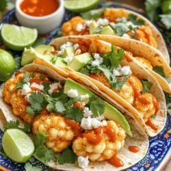 Für die Crispy Buffalo Cauliflower Tacos brauchen Sie frische und einfache Zutaten. Diese Zutaten machen die Tacos lecker und knusprig. Hier ist eine Liste: - 1 mittelgroßer Blumenkohl, in Röschen zerteilt - 1 Tasse Weizenmehl - 1 Tasse pflanzliche Milch (oder normale Milch) - 1 Tasse Semmelbrösel (idealerweise Panko für zusätzlichen Crunch) - 1 Tasse Buffalo-Sauce (gekauft oder selbstgemacht) - 1 Teelöffel Knoblauchpulver - 1 Teelöffel Zwiebelpulver - 1/2 Teelöffel geräuchertes Paprikapulver - Salz und Pfeffer nach Geschmack - 8 kleine Mais- oder Weizentortillas - 1 Tasse gehackter Salat - 1 reife Avocado, in Scheiben geschnitten - 1/2 Tasse zerbröselter Feta-Käse (optional) - Frischer Koriander, zur Garnierung Blumenkohl ist die Hauptzutat in diesen Tacos. Er hat einen milden Geschmack und nimmt Aromen gut auf. Die Gewürze sind wichtig. Knoblauchpulver und Zwiebelpulver geben Tiefe. Geräuchertes Paprikapulver sorgt für einen rauchigen Geschmack. Die pflanzliche Milch hilft, den Teig zu machen. Sie können auch normale Milch verwenden. Avocado bringt Cremigkeit in die Tacos. Feta-Käse fügt einen salzigen, cremigen Geschmack hinzu. Gehackter Salat sorgt für Frische. Koriander bringt einen besonderen Kick. Wenn Sie mehr Würze möchten, fügen Sie extra Buffalo-Sauce hinzu. Diese Kombination macht die Tacos einfach und lecker. Für die vollständige Zubereitung schauen Sie sich das Full Recipe an. Heize deinen Ofen auf 232°C (450°F) vor. Lege ein Backblech mit Backpapier aus. So bleibt die Reinigung einfach. In einer großen Schüssel vermische das Weizenmehl, die pflanzliche Milch, das Knoblauchpulver, das Zwiebelpulver, das geräucherte Paprikapulver, Salz und Pfeffer. Rühre alles gut um, bis die Mischung glatt ist. In einer anderen Schüssel bereitest du die Semmelbrösel vor. Nimm jedes Blumenkohlröschen und tauche es in den Teig. Lass den überschüssigen Teig abtropfen. Danach panierst du das Röschen in den Semmelbröseln. Drücke leicht, damit die Brösel gut haften. Lege die panierten Blumenkohlröschen auf das Backblech. Backe sie 20-25 Minuten, bis sie goldbraun und knusprig sind. Wende sie nach der Hälfte der Zeit für eine gleichmäßige Bräunung. Erhitze die Buffalo-Sauce in einem kleinen Topf bei schwacher Hitze. Sobald die Blumenkohlröschen fertig sind, vermenge sie in einer Schüssel mit der Sauce. Erwärme die Tortillas in einer Pfanne bei mittlerer Hitze für 30 Sekunden pro Seite. Lege eine Handvoll gehackten Salat auf jede Tortilla. Füge einige Stücke des Buffalo-Blumenkohls, Avocadoscheiben und optional zerbröselten Feta-Käse hinzu. Garnieren kannst du die Tacos mit frischem Koriander und zusätzlicher Buffalo-Sauce. So wird jedes Taco zu einem Fest! Für die vollständige Anleitung schaue dir das [Full Recipe] an. Um die beste Konsistenz zu erreichen, wähle frischen Blumenkohl. Achte darauf, ihn in gleichmäßige Röschen zu schneiden. Kleinere Stücke werden knuspriger, während größere weich bleiben. Die Mischung aus Weizenmehl und pflanzlicher Milch sorgt für einen tollen Teig. Er sollte dick genug sein, um haften zu bleiben, aber nicht so dick, dass er das Gemüse erdrückt. Buffalo-Sauce ist nicht die einzige Option. Du kannst auch BBQ-Sauce, scharfe Sojasauce oder sogar eine süße Chili-Sauce ausprobieren. Diese Saucen bringen einen anderen Geschmack, aber sie passen gut zu Blumenkohl. Experimentiere mit verschiedenen Marken oder mache deine eigene Sauce, um den perfekten Kick zu finden. Präsentation macht viel aus! Serviere die Tacos auf einer bunten Platte. Garniere sie mit frischem Koriander und Limettenstücken. Ein paar Tropfen zusätzlicher Buffalo-Sauce lassen die Tacos noch ansprechender aussehen. Du kannst auch ein paar Avocadoscheiben obenauf legen, um Farbe und Geschmack zu verstärken. Wenn du alles schön anrichtest, wird dein Gericht noch mehr beeindrucken. {{image_4}} Wenn du eine glutenfreie Diät hast, kannst du die Tacos trotzdem genießen. Ersetze das Weizenmehl durch Reismehl oder Mandelmehl. Diese Mehle bieten eine großartige Textur und einen ähnlichen Geschmack. Achte darauf, dass die Semmelbrösel ebenfalls glutenfrei sind. Panko hat oft Gluten, also wähle glutenfreie Panko-Optionen. Für vegane Tacos kannst du den Feta-Käse ganz weglassen oder durch pflanzliche Alternativen ersetzen. Veganer Feta aus Nüssen oder Tofu schmeckt köstlich. Du kannst sogar Nährhefe verwenden, um einen käsigen Geschmack zu erzielen. Diese Optionen machen deine Tacos trotzdem lecker und cremig. Die Tacos sind vielseitig. Du kannst sie mit vielen Belägen anpassen. Probiere Gurken, Tomaten oder Jalapeños für mehr Frische. Eine scharfe Salsa passt auch gut dazu. Für die Beilagen kannst du einen frischen Quinoasalat oder Reis anbieten. Das ergänzt die Tacos perfekt und macht das Essen noch besser. Wenn du mehr über die Zubereitung erfahren möchtest, schaue dir das Full Recipe an. Um deine Reste gut zu lagern, lege die Tacos in einen luftdichten Behälter. Achte darauf, die Füllung von den Tortillas zu trennen. So bleibt der Blumenkohl knusprig. Du kannst die Tortillas auch in Alufolie wickeln. So trocknen sie nicht aus. Um die Tacos wieder aufzuwärmen, nutze den Ofen. Heize ihn auf 190°C vor. Lege die Tacos auf ein Backblech und backe sie für etwa 10 Minuten. So werden sie wieder schön knusprig. Alternativ kannst du eine Pfanne verwenden. Erwärme sie bei mittlerer Hitze und wende die Tacos regelmäßig. Im Kühlschrank halten sich die Reste etwa drei Tage. Im Gefrierfach bleiben sie bis zu drei Monate frisch. Achte darauf, die Tacos gut einzupacken, damit sie nicht austrocknen. Für die beste Qualität, genieße sie frisch. Für das komplette Rezept kannst du die [Full Recipe] besuchen. Um die beste Buffalo-Sauce zu machen, mische einfach Butter mit scharfer Soße. Du kannst auch Knoblauch hinzufügen. Eine gute Mischung ist: - 1/2 Tasse Butter, geschmolzen - 1 Tasse scharfe Soße (wie Frank's RedHot) - 1 Teelöffel Knoblauchpulver - 1 Prise Salz Erhitze die Butter und die scharfe Soße in einem Topf. Rühre alles gut um. Lass die Sauce leicht köcheln, damit sich die Aromen verbinden. Ja, du kannst die Tacos im Voraus vorbereiten. Bereite den Blumenkohl und die Sauce vor. Backe die Blumenkohlröschen und lagere sie im Kühlschrank. Erwärme sie vor dem Servieren. Du kannst auch die Tortillas vorbereiten. Wickel sie in Folie, damit sie frisch bleiben. Zu Blumenkohl-Tacos passen verschiedene Beilagen gut. Hier sind einige Ideen: - Guacamole - Salsa oder Pico de Gallo - Frischer Koriander - Limettenschnitze Diese Beilagen bringen frische Aromen und passen perfekt zu den würzigen Tacos. In diesem Artikel habe ich die wichtigsten Zutaten und Schritte für deine Blumenkohl-Tacos erklärt. Wir haben die besten Tipps und Tricks für die Konsistenz und Präsentation behandelt. Zudem habe ich Variationen und Aufbewahrungshinweise vorgestellt. Blumenkohl-Tacos sind einfach zuzubereiten und gut für viele Ernährungsweisen. Probiere verschiedene Saucen und Beilagen aus. So machst du jedes Mal etwas Neues! Koch weiter und genieße deine leckeren Kreationen.