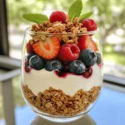 - 2 Tassen griechischer Joghurt (natur) - 1 Tasse Granola (nach Wahl) - 1 Tasse gemischte Beeren (Erdbeeren, Heidelbeeren, Himbeeren) - 2 Esslöffel Honig - 1 Teelöffel Vanilleextrakt - Frische Minzblätter zur Garnitur Griechischer Joghurt ist die Hauptzutat. Er hat eine dicke, cremige Textur. Das macht das Parfait besonders lecker. Granola bringt den Knusperfaktor. Du kannst dein Lieblingsgranola wählen. Die Beeren geben einen frischen Geschmack. Erdbeeren, Heidelbeeren und Himbeeren sind perfekt. Zusätzlich ist Honig wichtig. Er fügt Süße hinzu. Vanilleextrakt macht das Ganze aromatisch. Frische Minzblätter sind das i-Tüpfelchen. Sie bringen Farbe und Frische. Diese Zutaten sind einfach zu finden. Mit diesem Rezept bereitest du schnell ein gesundes Frühstück oder Dessert zu. Für die vollständige Anleitung schau dir das Rezept an. Beginne mit der Joghurtbasis. Nimm eine mittelgroße Schüssel. Gib den griechischen Joghurt hinein. Füge dann 2 Esslöffel Honig und 1 Teelöffel Vanilleextrakt hinzu. Rühre die Mischung gut um. Achte darauf, dass sie glatt und cremig ist. Jetzt schichte die Zutaten in dein Glas. Die erste Schicht ist der Joghurt. Nimm eine großzügige Menge und gib sie ins Glas. Die zweite Schicht ist das Granola. Streue eine Portion Granola über den Joghurt. Danach kommt die dritte Schicht: die Beeren. Nutze eine Mischung aus Erdbeeren, Heidelbeeren und Himbeeren. Verteile die Beeren gleichmäßig, damit jeder Löffel gut schmeckt. Wiederhole die Schichten, bis das Glas voll ist. Beende mit einer Schicht Joghurt oben. Streue etwas Granola auf diese Schicht. Garnieren kannst du das Parfait mit frischen Minzblättern für mehr Farbe. Serviere es sofort, um die Knusprigkeit des Granolas zu genießen. Alternativ kannst du das Parfait bis zu einer Stunde im Kühlschrank kühlen. So wird es erfrischend. Für das vollständige Rezept schau dir das [Full Recipe] an. Um eine cremige Konsistenz zu erreichen, mische griechischen Joghurt mit Honig und Vanilleextrakt. Rühre die Mischung gut um, bis sie glatt ist. Dies macht das Parfait lecker und einladend. Verwende frischen, hochwertigen Joghurt für den besten Geschmack. Probiere verschiedene Obstsorten für dein Parfait. Erdbeeren, Heidelbeeren oder Himbeeren sind nur einige Optionen. Du kannst auch Bananen oder Pfirsiche hinzufügen. Wenn du Granola nicht magst, tausche es gegen Nüsse oder Samen aus. Mandeln, Walnüsse oder Chiasamen bringen einen neuen Crunch. Bereite die Joghurtmischung im Voraus vor. Du kannst sie bis zu zwei Tage im Kühlschrank aufbewahren. Halte die Beeren und das Granola getrennt, bis du servierst. So bleibt alles frisch. Diese Schritte sparen Zeit und machen das Frühstück einfach und schnell. Du kannst die Full Recipe nutzen, um alles perfekt zu planen. {{image_4}} Du kannst dein parfait mit saisonalem Obst anpassen. Im Frühling nutze frische Erdbeeren. Im Sommer kommen saftige Pfirsiche und Himbeeren ins Spiel. Im Herbst sind Äpfel und Birnen hervorragend. Im Winter kannst du gefrorene Beeren verwenden, die immer lecker sind. Diese frischen Früchte bringen nicht nur Farbe, sondern auch Geschmack. Sie machen dein parfait noch gesünder und nahrhafter. Wenn du auf den Zuckergehalt achten möchtest, wähle Low-Zucker Granola. Es gibt viele Marken, die weniger Zucker verwenden, aber genauso knusprig sind. Du kannst auch selbst Granola machen, indem du Honig reduzierst. Eine weitere Option ist veganer Joghurt. Er ist meist aus Kokos, Mandel oder Soja. Diese Alternativen sind perfekt für alle, die Milchprodukte meiden. Sie schmecken gut und passen gut in dein parfait. Um die Kleinen zu begeistern, mache dein parfait bunt. Lass die Kinder mit verschiedenen Schichten experimentieren. Nutze fruchtige Joghurts oder füge Schokoladenstückchen hinzu. Mach das parfait zu einem Spiel. Je bunter, desto besser. Kinder lieben es, ihre eigenen Kombinationen zu schaffen. Diese Art der Zubereitung macht jedes Frühstück zum Abenteuer. Ihr könnt gemeinsam die verschiedenen Schichten entdecken und genießen. Bereite das Parfait in einer sauberen Schüssel vor. Lagere die vorbereiteten Parfaits im Kühlschrank. Sie bleiben frisch und lecker. Am besten ist es, sie in einem luftdichten Behälter aufzubewahren. So bleibt der Joghurt cremig und die Beeren frisch. Achte darauf, nicht zu viele Schichten auf einmal zu machen. Zu viele Schichten können die Textur verändern. Die Haltbarkeit ist wichtig. Das Parfait ist bis zu zwei Tage im Kühlschrank gut. Die Beeren bleiben frisch und knackig. Griechischer Joghurt hält sich etwa eine Woche. Granola bleibt bis zu einem Monat knusprig. Achte darauf, die Zutaten vor dem Verzehr auf Frische zu prüfen. Wenn die Beeren matschig werden, ist es Zeit, sie wegzuwerfen. Um die besten Ergebnisse zu erzielen, lagere das Granola getrennt vom Joghurt. Das verhindert, dass es weich wird. Wenn du dein Parfait später isst, füge das Granola erst kurz vor dem Servieren hinzu. So bleibt es schön knusprig. Du kannst auch verschiedene Früchte oder Toppings ausprobieren. Das gibt deinem Parfait eine neue Note. Weitere Ideen findest du in der Full Recipe. Um ein einfaches griechisches Joghurt-Parfait zu machen, folgen Sie dieser Schritt-für-Schritt-Anleitung: 1. Zutaten: - 2 Tassen griechischer Joghurt (natur) - 1 Tasse Granola (nach Wahl) - 1 Tasse gemischte Beeren (Erdbeeren, Heidelbeeren, Himbeeren) - 2 Esslöffel Honig - 1 Teelöffel Vanilleextrakt - Frische Minzblätter zur Garnitur 2. Zubereitung: - Mischen Sie in einer Schüssel den griechischen Joghurt, den Honig und den Vanilleextrakt. Rühren Sie, bis die Mischung glatt ist. - Nehmen Sie ein Glas oder eine Schüssel. Geben Sie zuerst die Joghurtmischung hinein. - Fügen Sie dann eine Schicht Granola hinzu. Danach kommen die gemischten Beeren. - Wiederholen Sie die Schichten, bis das Glas voll ist. Beenden Sie mit Joghurt und etwas Granola oben drauf. - Garnieren Sie mit frischen Minzblättern. Servieren Sie sofort oder kühlen Sie es ein wenig. Ja, Sie können viele verschiedene Früchte verwenden. Hier sind einige Empfehlungen: - Bananen: Diese sind süß und cremig. - Äpfel: Für einen knackigen Biss. - Mangos: Diese bringen tropische Süße. - Pfirsiche: Sie sind saftig und lecker. Experimentieren Sie mit Ihren Lieblingsfrüchten. Es macht das Parfait noch spannender! Griechischer Joghurt hat viele gesundheitliche Vorteile: - Proteinreich: Er enthält viel Protein, was gut für die Muskulatur ist. - Probiotika: Diese unterstützen die Verdauung und das Immunsystem. - Nährstoffe: Er ist reich an Kalzium, was wichtig für Knochen ist. - Wenig Zucker: Viele Sorten haben weniger Zucker als normale Joghurts. Griechischer Joghurt ist eine tolle Wahl für eine gesunde Ernährung. Ein Joghurt-Parfait ist einfach und lecker. Wir haben über die Hauptzutaten wie Joghurt, Granola und Beeren gesprochen. Die Schritt-für-Schritt-Anleitung hilft Ihnen beim Schichten. Tipps zur Konsistenz und Variationen für Geschmack sind wichtig. Lagern Sie die Parfaits richtig, um die Frische zu erhalten. Experimentieren Sie mit verschiedenen Obstsorten! Denken Sie daran, dass gesunde Alternativen auch lecker sein können. Genießen Sie Ihre Kreationen und zeigen Sie kreativ, was Sie gelernt haben.