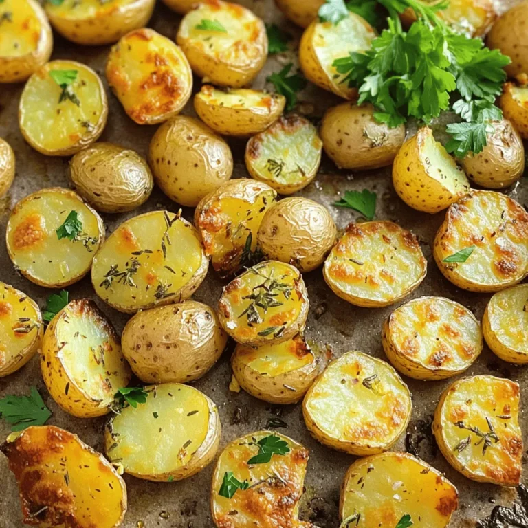 Für dieses einfache Rezept benötigst du: - 680 g Babykartoffeln, halbiert - 4 Knoblauchzehen, fein gehackt - 3 Esslöffel Olivenöl Diese Zutaten sind die Basis für die Röstkartoffeln. Babykartoffeln haben eine zarte Haut und einen süßen Geschmack. Der Knoblauch bringt viel Aroma. Olivenöl sorgt für eine schöne goldene Farbe und Knusprigkeit. Neben den Hauptzutaten brauchst du auch einige Gewürze: - 1 Teelöffel getrockneter Rosmarin - 1 Teelöffel getrockneter Thymian - 1 Teelöffel getrockneter Oregano - Salz und Pfeffer nach Geschmack Diese Kräuter verleihen den Kartoffeln einen tollen Geschmack. Rosmarin hat ein starkes Aroma. Thymian und Oregano bringen frische Noten. Salz und Pfeffer sind wichtig, um die Aromen zu betonen. Für die Garnierung empfehle ich: - Frische Petersilie, gehackt Frische Petersilie sieht nicht nur schön aus, sondern bringt auch Frische. Du kannst auch einen Spritzer Zitronensaft hinzufügen. Das gibt den Kartoffeln einen zusätzlichen Kick. Optional kannst du auch andere Kräuter verwenden, die du magst. Zuerst heizen Sie den Ofen auf 220°C vor. Während der Ofen warm wird, waschen Sie die Babykartoffeln gut. Halbieren Sie sie, damit sie schneller garen. Das sorgt auch für eine schöne Röstung. Hacken Sie nun die Knoblauchzehen fein. Bereiten Sie eine große Schüssel für die Zutaten vor. Geben Sie die halbierten Kartoffeln in die Schüssel. Fügen Sie den gehackten Knoblauch hinzu. Gießen Sie das Olivenöl darüber. Streuen Sie die Kräuter wie Rosmarin, Thymian und Oregano dazu. Vergessen Sie nicht, Salz und Pfeffer nach Geschmack hinzuzufügen. Mischen Sie alles gut durch. Achten Sie darauf, dass die Kartoffeln gleichmäßig mit den Gewürzen bedeckt sind. Verteilen Sie die gewürzten Kartoffeln auf einem Backblech. Achten Sie darauf, dass sich die Kartoffeln nicht überlappen. So rösten sie gleichmäßig. Rösten Sie die Kartoffeln 25 bis 30 Minuten. Wenden Sie sie einmal, damit sie knusprig werden. Zuletzt nehmen Sie das Blech aus dem Ofen. Lassen Sie die Kartoffeln kurz abkühlen. Garnieren Sie sie mit frischer Petersilie. Für das vollständige Rezept schauen Sie sich die [Full Recipe] an. Es ist wichtig, die Kartoffeln während des Röstens zu wenden. Das hilft, dass sie gleichmäßig garen. Ich empfehle, sie nach etwa 15 Minuten einmal zu wenden. So werden alle Seiten schön knusprig. Nutzen Sie dazu eine Zange oder einen Spatel. Seien Sie vorsichtig, damit Sie die Kartoffeln nicht zerdrücken. Um die perfekte Knusprigkeit zu bekommen, verwenden Sie Babykartoffeln. Diese haben eine dünne Haut, die beim Rösten knusprig wird. Achten Sie darauf, dass die Kartoffeln gleichmäßig in einer Schicht auf dem Blech liegen. Überladen Sie das Blech nicht. Wenn die Kartoffeln zu eng liegen, dampfen sie eher, als dass sie rösten. Das kann die Knusprigkeit beeinträchtigen. Gutes Zeitmanagement hilft Ihnen, alles rechtzeitig fertig zu haben. Bereiten Sie die Zutaten zuerst vor. Während die Kartoffeln im Ofen sind, können Sie die Beilagen oder das Hauptgericht zubereiten. So sparen Sie Zeit und können das Essen schneller genießen. Wenn Sie alles gut planen, wird das Kochen einfacher und entspannter. Nutzen Sie die Vorbereitungszeit von 10 Minuten effizient. Die Gesamtzeit für das Gericht beträgt nur 40 Minuten, auch wenn Sie andere Speisen gleichzeitg zubereiten. Für das vollständige Rezept schauen Sie sich die Anleitung für die Knoblauch-Kräuter Röstkartoffeln an. {{image_4}} Für mehr Geschmack kann ich die Kräuter anpassen. Frischer Rosmarin oder Thymian geben tolle Aromen. Ich empfehle auch, Basilikum oder Schnittlauch auszuprobieren. Ein Hauch von Paprika bringt Farbe und Geschmack. Wenn du es schärfer magst, probiere etwas Cayennepfeffer. Nicht nur Babykartoffeln sind gut. Du kannst auch Yukon Gold oder rote Kartoffeln verwenden. Diese Sorten haben einen tollen Geschmack und eine schöne Textur. Süßkartoffeln sind eine interessante Wahl für eine süßere Note. Die Zubereitung bleibt gleich, nur die Garzeit kann variieren. Das Rezept ist bereits vegan und glutenfrei. Du kannst das Olivenöl durch Avocadoöl ersetzen, wenn du magst. Für einen zusätzlichen Kick kann ich geräuchertes Paprikaöl empfehlen. Die Röstkartoffeln bleiben knusprig und lecker. Experimentiere und finde deinen eigenen Lieblingsgeschmack. Für das komplette Rezept siehe [Full Recipe]. Nach dem Kochen sollten die Röstkartoffeln schnell abgekühlt werden. Legen Sie sie in einen luftdichten Behälter. So bleiben sie frisch und lecker. Lassen Sie die Kartoffeln nicht länger als zwei Stunden bei Raumtemperatur stehen. Die besten Wege, um Reste aufzuwärmen, sind der Ofen oder die Pfanne. Heizen Sie den Ofen auf 180°C (350°F) vor. Legen Sie die Kartoffeln auf ein Backblech. Rösten Sie sie für etwa 10 bis 15 Minuten. So werden sie wieder knusprig. In der Pfanne können Sie sie bei mittlerer Hitze anbraten. Fügen Sie etwas Olivenöl hinzu, um den Geschmack zu verstärken. Im Kühlschrank halten sich die Röstkartoffeln etwa drei bis vier Tage. Achten Sie darauf, sie gut zu verpacken. Wenn sie länger stehen, verlieren sie ihre Textur und den Geschmack. Bei Bedarf können Sie sie auch einfrieren, aber die Konsistenz ändert sich. Für die beste Erfahrung essen Sie sie frisch. Für das vollständige Rezept, schauen Sie sich das Rezept für Knoblauch-Kräuter Röstkartoffeln an. Die Kartoffeln sollten 25 bis 30 Minuten im Ofen rösten. Ich empfehle, sie nach der Hälfte der Zeit zu wenden. So werden sie gleichmäßig knusprig und goldbraun. Achten Sie darauf, dass der Ofen auf 220°C vorgeheizt ist. Die perfekte Röstdauer sorgt für einen schönen Geschmack und eine tolle Textur. Ja, frische Kräuter sind eine großartige Wahl! Sie verleihen den Kartoffeln einen intensiveren Geschmack. Wenn Sie frische Kräuter nutzen, nehmen Sie etwa dreimal so viel wie getrocknete. Zum Beispiel, wenn das Rezept einen Teelöffel getrockneten Rosmarin verlangt, verwenden Sie drei Teelöffel frischen Rosmarin. Frische Kräuter sollten jedoch erst kurz vor dem Servieren hinzugefügt werden, damit sie ihr Aroma behalten. Knoblauch-Kräuter Röstkartoffeln passen zu vielen Gerichten. Sie ergänzen perfekt gegrilltes Fleisch, Fisch oder Gemüse. Auch als Beilage zu einem frischen Salat sind sie ideal. Servieren Sie sie mit einem Dip oder einer Sauce Ihrer Wahl für zusätzlichen Geschmack. Diese Kartoffeln sind vielseitig und bringen jede Mahlzeit zum Leuchten. Wenn Sie mehr Ideen benötigen, schauen Sie sich das [Full Recipe] an. Knoblauch-Kräuter Röstkartoffeln sind einfach zuzubereiten. Wir haben die Hauptzutaten, Gewürze, und optionale Zutaten behandelt. Die Schritt-für-Schritt-Anleitung macht das Kochen leicht. Tipps helfen, die Kartoffeln knusprig zu bekommen. Variationen zeigen, dass du kreativ sein kannst. Lagere Röstkartoffeln richtig und erwärme sie einfach. Zum Schluss: Diese Kartoffeln sind eine perfekte Beilage für jedes Gericht. Probiere es aus und genieße jeden Bissen!