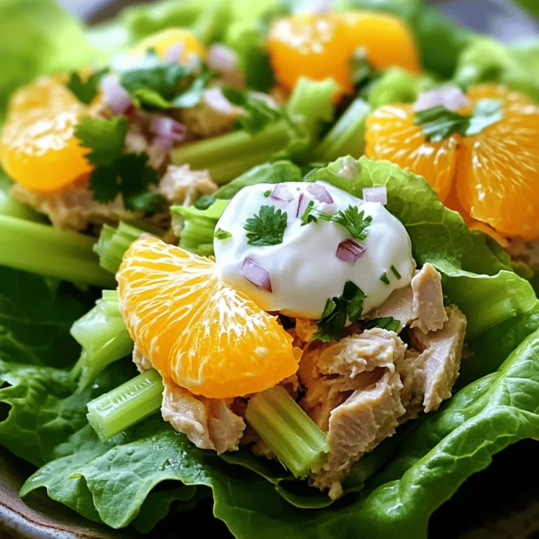 Für diesen einfachen Thunfischsalat benötigen Sie folgende Hauptzutaten: - 2 Dosen Thunfisch in Wasser, abgetropft - 1/2 Tasse Sellerie, fein gehackt - 1/4 Tasse rote Zwiebel, fein gehackt - 1/2 Tasse Orangenschnitze (frisch oder aus der Dose) - 1/4 Tasse griechischer Joghurt - 2 Esslöffel Dijon-Senf - 1 Esslöffel frischer Zitronensaft - Salz und Pfeffer nach Geschmack Diese Zutaten bringen einen tollen Geschmack und eine gute Textur. Der Thunfisch gibt Protein und der Sellerie sorgt für einen knackigen Biss. Die Orangenschnitze fügen eine süße Note hinzu, die den Salat hebt. Es gibt viele optionale Zutaten, um den Thunfischsalat noch besser zu machen: - 1 Esslöffel frischer Koriander, gehackt (optional) - Blätter von Kopfsalat zum Servieren (optional) Frischer Koriander gibt dem Salat eine besondere Note. Wenn Sie ihn mögen, fügen Sie ihn hinzu. Kopfsalatblätter sind ideal, um den Salat zu servieren und machen die Mahlzeit leicht und frisch. Achten Sie auf die Qualität der Zutaten. Wählen Sie frischen Thunfisch, wenn möglich. Er hat einen besseren Geschmack. Für den Joghurt verwenden Sie griechischen Joghurt. Er ist cremig und gesund. Die Orangenschnitze sollten saftig und süß sein. Frische Zutaten machen einen großen Unterschied. Für weitere Informationen und die vollständige Anleitung, schauen Sie sich das Rezept für den herzhaften Zitrus-Thunfischsalat an. Zuerst sammeln wir die Zutaten für unseren einfachen Thunfischsalat. Hier sind die Hauptbestandteile: - 2 Dosen Thunfisch in Wasser, abgetropft - 1/2 Tasse Sellerie, fein gehackt - 1/4 Tasse rote Zwiebel, fein gehackt - 1/2 Tasse Orangenschnitze (frisch oder aus der Dose) - 1/4 Tasse griechischer Joghurt - 2 Esslöffel Dijon-Senf - 1 Esslöffel frischer Zitronensaft - Salz und Pfeffer nach Geschmack - 1 Esslöffel frischer Koriander, gehackt (optional) - Blätter von Kopfsalat zum Servieren (optional) Stellen Sie sicher, dass der Thunfisch gut abgetropft ist. Dies hilft, den Salat nicht zu wässrig zu machen. Schneiden Sie den Sellerie und die Zwiebel klein. So können sie gut in die Mischung integriert werden. Jetzt kommt der spaßige Teil. Nehmen Sie eine mittelgroße Schüssel und geben Sie den abgetropften Thunfisch, den Sellerie und die rote Zwiebel hinein. Mischen Sie alles gut zusammen. Fügen Sie dann die Orangenschnitze hinzu. Diese bringen eine frische und süße Note in den Salat. In einer separaten Schüssel verrühren Sie den griechischen Joghurt, Dijon-Senf und Zitronensaft. Fügen Sie Salz und Pfeffer nach Geschmack hinzu. Mischen Sie alles, bis es glatt ist. Gießen Sie das Dressing über die Thunfischmischung. Rühren Sie alles vorsichtig um, bis die Zutaten gleichmäßig bedeckt sind. Wenn Sie Koriander mögen, fügen Sie ihn jetzt hinzu. Er gibt dem Salat einen besonderen Geschmack. Probieren Sie die Mischung und passen Sie die Würze nach Ihrem Geschmack an. Lassen Sie den Salat dann für mindestens 30 Minuten im Kühlschrank ruhen. So verbinden sich die Aromen besser. Zum Servieren legen Sie einige Blätter Kopfsalat auf einen Teller. Der Salat sieht so frisch und einladend aus. Löffeln Sie den Thunfischsalat auf die Blätter. Sie können ihn auch als Füllung für ein Sandwich verwenden. Das ist eine tolle und einfache Option für ein schnelles Mittagessen oder ein Picknick. Wenn Sie mehr Ideen suchen, schauen Sie sich das Rezept für den herzhaften Zitrus-Thunfischsalat an. Um den Thunfischsalat noch besser zu machen, füge frische Kräuter hinzu. Petersilie oder Dill geben einen tollen Geschmack. Du kannst auch Oliven oder Kapern für einen salzigen Kick hinzufügen. Wenn du es scharf magst, probiere ein wenig Chili oder Paprika. Das bringt mehr Würze in den Salat. Ein häufiger Fehler ist, den Thunfisch zu lange zu mischen. Das macht ihn matschig. Mische die Zutaten sanft, um die Textur zu erhalten. Verwende auch frische Zutaten. Alte Zwiebeln oder welkender Sellerie mindern den Geschmack. Achte darauf, die Orange gut abzutropfen, um eine zu feuchte Mischung zu vermeiden. Bereite den Salat im Voraus vor. Lass ihn im Kühlschrank ruhen, damit die Aromen sich entfalten. Serviere ihn kalt, das schmeckt besser. Wenn du Reste hast, bewahre sie in einem luftdichten Behälter auf. So bleibt der Salat frisch. Du kannst auch gleich die Menge anpassen. Wenn du weniger machst, schmeckt der Salat immer noch gut. Für das komplette Rezept, siehe Full Recipe. {{image_4}} Du kannst deinen Thunfischsalat ganz einfach anpassen. Statt griechischem Joghurt kannst du auch Mayonnaise verwenden. Das gibt einen anderen Geschmack. Einige mögen statt Sellerie auch Gurken. Sie bringen Crunch und Frische. Füge Avocado hinzu, um eine cremigere Textur zu erhalten. Magst du einen scharfen Kick? Dann sind Jalapeños eine gute Wahl. Du kannst auch verschiedene Kräuter ausprobieren. Dill oder Petersilie passen gut dazu. Bevor du Zutaten wählst, denke an Allergien. Viele Menschen sind allergisch gegen Fisch oder Meeresfrüchte. Achte auf Symptome wie Juckreiz oder Schwellungen. Wenn du oder jemand in deiner Nähe allergisch ist, wähle Alternativen. Zum Beispiel kann Kichererbsen-Tunfischsalat eine tolle Option sein. So vermeidest du Probleme und kannst trotzdem genießen. Für eine vegane Variante kannst du Thunfisch ersetzen. Kichererbsen sind eine großartige Wahl. Sie sind nahrhaft und lecker. Verwende veganen Joghurt anstelle von griechischem Joghurt. Das macht das Rezept ebenfalls gesund. Olivenöl ist eine gute Alternative zu Mayonnaise. Es gibt deinem Salat einen frischen Geschmack. Diese Varianten sind nicht nur lecker, sondern auch gut für die Gesundheit. Probiere die verschiedenen Optionen aus und finde deine Lieblingsversion. Um den Thunfischsalat frisch zu halten, lege ihn in einen luftdichten Behälter. Das schützt ihn vor der Luft und hält die Aromen. Du kannst den Salat auch in einem Glasbehälter aufbewahren. So bleibt er knusprig und lecker. Stelle sicher, dass der Behälter gut verschlossen ist. Im Kühlschrank hält der Thunfischsalat bis zu drei Tage. Nach dieser Zeit kann der Geschmack nachlassen. Wenn du ihn einfrieren möchtest, denke daran, dass die Textur sich ändert. Im Gefrierschrank hält er etwa einen Monat. Zum Auftauen lege ihn einfach über Nacht in den Kühlschrank. Hast du Reste? Mach daraus ein leckeres Sandwich oder Wrap. Du kannst auch frisches Gemüse hinzufügen, um mehr Crunch zu bekommen. Ein bisschen Tabasco macht alles noch besser. Oder verwandele den Salat in einen Auflauf mit etwas Käse. So bleibt nichts übrig und alles schmeckt gut! Wenn Sie keine Mayonnaise mögen, probieren Sie griechischen Joghurt. Er macht das Gericht cremig und gesund. Eine andere Option ist Avocado. Sie gibt eine tolle Textur und einen milden Geschmack. Sie können auch Senf für einen würzigen Kick hinzuzufügen. Der Thunfischsalat hält sich gut im Kühlschrank für etwa drei Tage. Achten Sie darauf, ihn in einem luftdichten Behälter zu lagern. So bleibt er frisch und lecker. Wenn er älter wird, könnte der Geschmack nachlassen. Ja, frischer Thunfisch ist eine tolle Wahl. Kochen Sie ihn zuerst, bis er gar ist. Lassen Sie ihn abkühlen und zerkleinern Sie ihn. Frischer Thunfisch gibt dem Salat einen besonderen Geschmack, den viele lieben. Ja, dieser Thunfischsalat ist perfekt für Meal Prep. Sie können ihn im Voraus zubereiten und in Portionen aufteilen. Er ist einfach zu machen und schmeckt nach ein paar Tagen immer noch gut. Ideal für schnelle Mittagessen! Um eine Portion für ein Sandwich zu machen, nehmen Sie einfach eine kleine Menge Thunfischsalat. Legen Sie ihn auf ein Stück Brot oder Brötchen. Fügen Sie etwas Salat oder Tomaten hinzu, um es frisch zu halten. So haben Sie ein schnelles und leckeres Sandwich. Der einfache Thunfischsalat bietet viele Möglichkeiten. Wir haben die Hauptzutaten und Optionen für mehr Geschmack besprochen. Auch Tipps zur Zubereitung und Aufbewahrung sind wichtig. Variationen helfen dir, deinen eigenen Stil zu finden. Denke daran, Fehler zu vermeiden, um das beste Ergebnis zu erzielen. Du kannst frischen Thunfisch verwenden oder sogar vegane Alternativen ausprobieren. Mit diesen Ratschlägen gelingt dir der perfekte Thunfischsalat. Viel Spaß beim Ausprobieren!