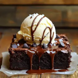 Um diese zarten und schokoladigen Brownies zu machen, benötigen Sie einige Hauptzutaten. Hier ist, was Sie brauchen: - 1 Tasse (225g) ungesalzene Butter - 2 Tassen (400g) Zucker - 4 große Eier - 1 Teelöffel Vanilleextrakt - 1 Tasse (130g) Weizenmehl - 1 Tasse (90g) ungesüßtes Kakaopulver - 1/2 Teelöffel Salz - 1/2 Teelöffel Backpulver - 1 Tasse (175g) Schokoladenstückchen (halb-süß oder zartbitter) Diese Zutaten sorgen für einen tollen Geschmack und die perfekte Konsistenz. Manchmal möchte ich meine Brownies ein wenig aufpeppen. Hier sind einige optionale Zutaten: - 1/2 Tasse (50g) gehackte Nüsse (Walnüsse oder Pekannüsse) Nüsse fügen einen tollen Crunch hinzu. Sie können auch andere Zutaten verwenden, wie Karamellstücke oder weiße Schokolade. Die Auswahl der richtigen Zutaten macht einen großen Unterschied. Hier sind einige Tipps: - Verwenden Sie frische Eier für einen besseren Geschmack. - Wählen Sie hochwertige Schokolade für den besten Schokoladengeschmack. - Achten Sie darauf, dass die Butter ungesalzen ist, um den Zucker gut zur Geltung zu bringen. Mit diesen Zutaten und Tipps wird Ihr Brownie-Rezept einfach köstlich. Für das vollständige Rezept schauen Sie sich bitte die [Full Recipe] an. Um die perfekten chewy Brownies zu machen, folge diesen Schritten: 1. Heize deinen Ofen auf 175°C vor. Fette eine 23x33 cm große Backform ein oder benutze Backpapier. 2. Schmelze die Butter in einem mittelgroßen Topf bei niedriger Hitze. Rühre den Zucker ein, bis alles gut vermischt ist. 3. Füge die Eier eins nach dem anderen hinzu. Mixe gut nach jeder Zugabe. Rühre dann den Vanilleextrakt ein. 4. In einer separaten Schüssel vermenge das Mehl, Kakaopulver, Salz und Backpulver mit einem Schneebesen. 5. Gib die trockenen Zutaten nach und nach zu den nassen Zutaten. Rühre vorsichtig, bis alles gerade vermischt ist. 6. Mische die Schokoladenstückchen und die gehackten Nüsse unter den Teig. 7. Gieße den Teig in die vorbereitete Backform und streiche ihn glatt. 8. Backe die Brownies 25-30 Minuten. Ein Zahnstocher sollte mit feuchten Krümeln herauskommen. 9. Lass die Brownies 10 Minuten in der Form abkühlen. Setze sie dann auf ein Kuchengitter um. 10. Schneide die Brownies in Quadrate und serviere sie. Beim Mischen der Zutaten ist Geduld wichtig. Übermixe den Teig nicht. Ein paar Klumpen sind okay. Das hilft, die zähe Textur zu bewahren. Nutze einen großen Löffel oder einen Spatel. So bleibt der Teig schön luftig. Die Backzeit ist entscheidend. Prüfe die Brownies nach 25 Minuten. Sie sollten fest, aber nicht trocken sein. Lass sie in der Form etwas abkühlen, bevor du sie umsetzt. So bleiben sie schön feucht. Achte darauf, die Brownies nicht zu lange im Ofen zu lassen. Dann bleiben sie zart und schokoladig lecker. Wenn du die Backzeit richtig machst, werden sie einfach unwiderstehlich! Um die perfekte zähe Textur für Ihre Easy Chewy Brownies zu erzielen, müssen Sie einige Dinge beachten. Verwenden Sie hochwertige Zutaten, besonders die Schokolade. Mischen Sie die nassen Zutaten gut, aber übermixen Sie den Teig nicht. Zu viel Rühren macht die Brownies trocken. Lassen Sie den Teig nach dem Mischen für etwa 10 Minuten ruhen. Diese Pause hilft, die zähe Textur zu verbessern. Ein häufiges Problem ist, dass die Brownies zu trocken werden. Achten Sie darauf, die Backzeit genau zu beobachten. Ein Zahnstocher sollte mit feuchten Krümeln herauskommen. Wenn die Brownies zu klebrig sind, backen Sie sie ein paar Minuten länger. Verwenden Sie stets frische Zutaten. Alte Eier oder Mehl können den Geschmack und die Textur beeinträchtigen. Für die Zubereitung der Brownies benötigen Sie einige wichtige Küchenutensilien: - Eine 23x33 cm große Backform - Ein mittelgroßer Topf zum Schmelzen der Butter - Eine Rührschüssel - Einen Schneebesen oder Handmixer - Ein Messer zum Schneiden der Brownies Mit diesen Utensilien sind Sie gut ausgestattet, um leckere Brownies zu zaubern. Für die besten Ergebnisse empfehle ich, die Anleitung aus der Full Recipe zu befolgen. {{image_4}} Wenn du glutenfreie Brownies machen möchtest, ersetze das Weizenmehl durch Mandelmehl oder glutenfreies Mehl. Diese Mehle geben den Brownies eine tolle Konsistenz. Für vegane Brownies kannst du die Eier durch Apfelmus oder einen Leinsamen-Ersatz ersetzen. Mische dazu einen Esslöffel Leinsamen mit drei Esslöffeln Wasser. Lass es für fünf Minuten stehen. Damit wird der Teig gut zusammenhalten. Um mehr Geschmack in deine Brownies zu bringen, kannst du verschiedene Zutaten hinzufügen. Probiere eine Prise Zimt oder eine kleine Menge Espressopulver. Diese Aromen heben den Schokoladengeschmack hervor. Auch Minz- oder Orangenschalen passen gut dazu. Du kannst auch unterschiedliche Schokoladensorten verwenden. Dunkle Schokolade bringt einen reichen Geschmack, während weiße Schokolade eine süße Note gibt. Die Möglichkeiten für Toppings sind endlos! Du kannst die Brownies mit Nüssen, Karamellsauce oder Puderzucker garnieren. Eine Portion Vanilleeis obenauf macht sie zu einem besonderen Dessert. Für ein knuspriges Element füge Schokoladenstückchen oder zerdrückte Kekse hinzu. Diese Kombinationen machen die Brownies noch unwiderstehlicher. Es gibt so viele Wege, um deine Brownies zu personalisieren und jeden Biss besonders zu machen. Für das vollständige Rezept, schau dir den [Full Recipe] an. Um Ihre Brownies frisch zu halten, lagern Sie sie in einem luftdichten Behälter. Stellen Sie sicher, dass sie abgekühlt sind, bevor Sie sie einpacken. Wenn Sie mehrere Schichten haben, verwenden Sie Backpapier zwischen den Schichten. So bleiben sie weich und zäh. Die Brownies bleiben bei richtiger Lagerung etwa eine Woche frisch. Lagern Sie sie an einem kühlen, trockenen Ort. Vermeiden Sie Wärmequellen, die die Textur verändern können. Wenn Sie sie länger aufbewahren möchten, sind sie auch im Kühlschrank haltbar. In diesem Fall können sie bis zu zwei Wochen genossen werden. Wenn Sie Brownies länger aufbewahren möchten, frieren Sie sie ein. Schneiden Sie die Brownies in Stücke und wickeln Sie jedes Stück in Frischhaltefolie. Legen Sie sie dann in einen gefrierfesten Behälter oder Beutel. So bleiben sie bis zu drei Monate frisch. Zum Auftauen lassen Sie sie einfach bei Raumtemperatur stehen. Sie können sie auch kurz in die Mikrowelle geben, um sie wieder warm zu genießen. Die Easy Chewy Brownies bleiben frisch, wenn Sie sie richtig lagern. In einem luftdichten Behälter halten sie bis zu einer Woche bei Raumtemperatur. Sie können sie auch im Kühlschrank aufbewahren. So bleiben sie bis zu zwei Wochen gut. Achten Sie darauf, die Brownies in kleine Stücke zu schneiden, bevor Sie sie lagern. So sind sie leicht zu greifen und zu genießen. Ja, Sie können die Brownies vegan machen! Ersetzen Sie die Eier durch Apfelmus oder eine Banane. Verwenden Sie vegane Butter oder Kokosöl anstelle von ungesalzener Butter. Wählen Sie dunkle Schokolade, die keine Milch enthält. Diese Anpassungen machen die Brownies lecker und vegan. Sie verlieren nicht an Geschmack oder Textur. Wenn die Brownies zu trocken sind, haben Sie sie vielleicht zu lange gebacken. Überprüfen Sie die Backzeit und nehmen Sie sie eher früher heraus. Wenn sie zu klebrig sind, lassen Sie sie länger abkühlen. Sie können auch mehr Mehl hinzufügen, aber befolgen Sie das Rezept genau. So vermeiden Sie diese Probleme. Easy Chewy Brownies sind einfach und lecker. Ich habe die Hauptzutaten erklärt. Zudem habe ich Variationen und Tipps zum Backen geteilt. Diese Hinweise helfen dir, die perfekte Konsistenz zu erreichen. Denk an ideale Lagerung und Haltbarkeit, um deine Brownies frisch zu halten. Wenn du mal ein Problem hast, gibt es Lösungen. Probiere verschiedene Kombinationen und entdecke neue Geschmäcker. Jetzt bist du bereit, deine eigenen Brownies zu backen. Viel Spaß dabei!