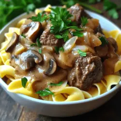 Für ein köstliches Rindfleisch Stroganoff benötige ich einige wichtige Zutaten. Hier sind sie: - 680 g Rinderschulterbraten, in 2,5 cm große Stücke geschnitten - 2 Esslöffel Olivenöl - 1 mittelgroße Zwiebel, fein gehackt - 2 Knoblauchzehen, gehackt - 225 g Champignons, in Scheiben geschnitten (am besten Cremini) - 500 ml Rinderbrühe - 1 Esslöffel Worcestershire-Sauce - 1 Teelöffel Dijon-Senf - 1 Teelöffel geräucherter Paprika - Salz und Pfeffer nach Geschmack Die Gewürze machen den Geschmack aus. Hier sind die zusätzlichen Zutaten: - 240 ml Schmand - 2 Esslöffel Weizenmehl (optional, zum Andicken) - Frische Petersilie, gehackt (zum Garnieren) - Eiernudeln oder Reis (zum Servieren) Wenn du keine Rinderschulter hast, kannst du auch Rinderhackfleisch verwenden. Das spart Zeit. Anstelle von Schmand kannst du saure Sahne nehmen. Für die Vegetarier unter uns, probiere seitan oder Tofu. Diese Alternativen machen das Gericht ebenfalls lecker und sättigend. Wenn du mehr wissen möchtest, schau dir das [Full Recipe] an. Zuerst schneide das Rindfleisch in 2,5 cm große Stücke. Ich benutze Rinderschulterbraten, weil er zart und saftig wird. Erhitze dann 2 Esslöffel Olivenöl in einer großen Pfanne. Lege die Fleischstücke hinein. Brate sie für etwa 5-7 Minuten an, bis sie schön gebräunt sind. Dies gibt dem Gericht mehr Geschmack. Übertrage das angebratene Rindfleisch in den Slow Cooker. Jetzt kommt der spannende Teil. In der gleichen Pfanne brate eine fein gehackte Zwiebel für 3-4 Minuten. Die Zwiebel wird weich und süß. Dann füge 2 gehackte Knoblauchzehen und 225 g geschnittene Champignons hinzu. Brate alles zusammen für weitere 3 Minuten. Die Pilze werden ihre Flüssigkeit freigeben und die Aromen verbinden sich. Sobald die Aromaten fertig sind, gieße sie über das Rindfleisch im Slow Cooker. Füge 500 ml Rinderbrühe, 1 Esslöffel Worcestershire-Sauce, 1 Teelöffel Dijon-Senf, 1 Teelöffel geräucherten Paprika, Salz und Pfeffer nach Geschmack hinzu. Rühre alles gut um, damit sich die Zutaten vermischen. Schließe den Deckel. Koche das Gericht bei niedriger Temperatur für 6-8 Stunden oder bei hoher Temperatur für 3-4 Stunden. Das Rindfleisch wird zart und lecker sein. Etwa 30 Minuten vor dem Servieren, falls du eine dickere Sauce möchtest, mische 2 Esslöffel Weizenmehl mit 60 ml Wasser. Rühre diese Mischung in den Slow Cooker ein. Dieses Schritt ist optional, aber es macht die Sauce cremiger. In den letzten 15 Minuten der Kochzeit füge 240 ml Schmand hinzu und rühre gut um. Schmecke das Gericht ab und füge bei Bedarf mehr Salz und Pfeffer hinzu. So einfach ist es! Du kannst das fertige Gericht über Eiernudeln oder Reis servieren. Garnieren mit frisch gehackter Petersilie macht es noch schöner. Einige Fehler können den Geschmack Ihres Rindfleisch Stroganoff ruinieren. Hier sind Tipps, um das zu vermeiden: - Rindfleisch nicht anbraten: Das Anbraten gibt dem Fleisch Geschmack. Lassen Sie das nicht aus. - Zu viel Wasser verwenden: Zu viel Flüssigkeit macht die Sauce wässrig. Halten Sie sich an die Mengen im Rezept. - Zwiebeln nicht genug braten: Zwiebeln bringen Süße. Braten Sie sie bis sie weich sind. Die Sauce sollte cremig und reichhaltig sein. Hier sind einige Tricks: - Schmand am Ende hinzufügen: Geben Sie den Schmand erst kurz vor dem Servieren hinzu. So bleibt die Sauce cremig. - Weizenmehl für Dicke: Wenn Sie eine dickere Sauce mögen, fügen Sie Weizenmehl hinzu. Rühren Sie es mit Wasser ein, bevor Sie es in den Slow Cooker geben. - Kochzeit anpassen: Längeres Kochen macht das Fleisch zart, aber die Sauce kann dünner werden. Achten Sie darauf. Möchten Sie das Rezept nach Ihrem Geschmack anpassen? Hier sind einige Ideen: - Gewürze ändern: Fügen Sie mehr Paprika oder Knoblauch hinzu. So können Sie den Geschmack intensivieren. - Gemüse hinzufügen: Mögen Sie Gemüse? Fügen Sie Karotten oder Erbsen hinzu. Sie bringen zusätzliche Farbe und Nährstoffe. - Beilagen variieren: Servieren Sie den Stroganoff mit Reis, Nudeln oder sogar Kartoffeln. Jeder hat unterschiedliche Vorlieben. Für weitere Tipps und die genauen Schritte schauen Sie sich das Full Recipe an. {{image_4}} Wenn Sie eine vegetarische oder vegane Variante von Beef Stroganoff wünschen, können Sie die Rindfleischstücke durch Pilze ersetzen. Champignons oder Austernpilze sind hier die besten Optionen. Diese Pilze geben viel Geschmack und Textur. Verwenden Sie statt Schmand pflanzliche Alternativen, wie Soja- oder Kokosjoghurt. Auch vegane Brühe sorgt für den richtigen Geschmack. So wird Ihr Gericht fleischfrei und bleibt dennoch köstlich. Sie können auch andere Fleischsorten verwenden. Hühnchen oder Pute sind gute Alternativen. Schneiden Sie das Fleisch in kleine Stücke und braten Sie es wie im Originalrezept an. Für eine exotische Note probieren Sie Lamm oder Wild. Diese Fleischsorten bringen einen neuen Geschmack in das Gericht. Achten Sie darauf, die Garzeit anzupassen, da verschiedene Fleischsorten unterschiedlich schnell garen. Eiernudeln sind die klassische Beilage, aber Sie können auch Reis oder Kartoffelpüree verwenden. Beides passt gut zu dieser cremigen Sauce. Für etwas mehr Frische können Sie einen einfachen grünen Salat servieren. Auch gedünstetes Gemüse ist eine gute Wahl. Es bringt Farbe auf den Tisch und ergänzt das Gericht perfekt. Experimentieren Sie mit verschiedenen Beilagen, um Ihr Abendessen interessanter zu gestalten. Um Rindfleisch Stroganoff frisch zu halten, lagern Sie es in einem luftdichten Behälter. Stellen Sie sicher, dass der Behälter gut verschlossen ist. So bleibt das Gericht für 3-4 Tage im Kühlschrank genießbar. Wenn Sie Reste haben, lassen Sie sie zuerst abkühlen. Danach können Sie sie sicher verpacken. Rindfleisch Stroganoff lässt sich auch gut einfrieren. Portionieren Sie das Gericht in luftdichte Behälter oder Gefrierbeutel. Es bleibt bis zu 3 Monate im Gefrierschrank frisch. Zum Auftauen legen Sie den Behälter einfach in den Kühlschrank. Lassen Sie es über Nacht auftauen. Wenn es vollständig aufgetaut ist, können Sie es aufwärmen. Um Rindfleisch Stroganoff aufzuwärmen, verwenden Sie entweder die Mikrowelle oder einen Topf. In der Mikrowelle erhitzen Sie es in kurzen Intervallen. Rühren Sie zwischendurch um, damit es gleichmäßig warm wird. Im Topf können Sie etwas Brühe oder Wasser hinzufügen. So bleibt die Sauce cremig. Erhitzen Sie es bei mittlerer Hitze, bis es heiß ist. Genießen Sie die Reste wie frisch zubereitet! Sie können Slow Cooker Rindfleisch Stroganoff bis zu vier Tage im Kühlschrank aufbewahren. Achten Sie darauf, es in einem luftdichten Behälter zu lagern. So bleibt der Geschmack frisch. Wenn Sie es länger aufbewahren möchten, können Sie es einfrieren. In einem gefrierfesten Behälter hält es bis zu drei Monate. Ja, Sie können das Rezept im Voraus zubereiten. Bereiten Sie das Rindfleisch und die Zutaten nach dem Rezept vor. Lagern Sie sie getrennt im Kühlschrank. Am Tag des Kochens geben Sie alles in den Slow Cooker. So sparen Sie Zeit und können das Gericht einfach genießen. Die Kochzeit kann angepasst werden. Wenn Sie wenig Zeit haben, stellen Sie den Slow Cooker auf hohe Temperatur. Das Gericht ist dann in 3-4 Stunden fertig. Für zartes Fleisch empfehle ich eine niedrige Temperatur. Kochen Sie es 6-8 Stunden. So wird das Rindfleisch besonders weich und saftig. Slow Cooker Rindfleisch Stroganoff ist einfach zuzubereiten und sehr schmackhaft. Wir haben die Hauptzutaten und verschiedene Alternativen besprochen. Die Schritt-für-Schritt-Anleitung macht das Kochen leicht. Mit hilfreichen Tipps vermeiden Sie Fehler und erreichen die perfekte Konsistenz. Variationen bieten Ihnen viele Anpassungsoptionen. Schließlich wissen Sie nun, wie Sie Reste richtig lagern. Experimentieren Sie mit dem Rezept nach Ihrem Geschmack. Genießen Sie Ihr Gericht!