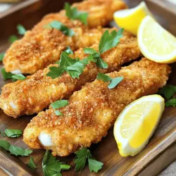 Für die Zubereitung von Southern Fried Catfish benötigst du: - 4 Zanderfilets (ca. 450 g) - 500 ml Buttermilch - 120 g Maismehl - 65 g Weizenmehl - 1 Esslöffel Cajun-Gewürzmischung - 1 Teelöffel Knoblauchpulver - 1 Teelöffel Zwiebelpulver - 1/2 Teelöffel Cayennepfeffer (nach Geschmack anpassen) - Salz und Pfeffer nach Geschmack - Pflanzenöl zum Frittieren Diese Zutaten sind der Schlüssel zu einem knusprigen und schmackhaften Gericht. Die Buttermilch macht den Fisch zart und gibt ihm einen tollen Geschmack. Die Mischung aus Mais- und Weizenmehl sorgt für eine perfekte Panade. Ich empfehle, deine Zanderfilets mit frischen Zitronenschnitzen zu servieren. Der Saft bringt eine frische Note. Frische Petersilie als Garnitur macht das Gericht noch schöner. Wenn du nach passenden Beilagen suchst, probiere: - Kartoffelsalat - Coleslaw - Gebratene grüne Bohnen Diese Beilagen ergänzen die Aromen des Fisches gut. Sie bringen Farbe und Vielfalt auf den Teller. Für mehr Details, sieh dir das [Full Recipe] an. Um den Zander zart zu machen, benutze ich Buttermilch. Die Säure im Buttermilch hilft, das Fleisch zu erweichen. Lege die Zanderfilets in eine große Schüssel. Gieße die Buttermilch darüber, bis die Filets ganz bedeckt sind. Decke die Schüssel ab und stelle sie in den Kühlschrank. Marinier die Filets mindestens eine Stunde. Du kannst sie auch über Nacht marinieren, um den Geschmack zu intensivieren. Für die Panade mische ich verschiedene Mehle und Gewürze. Ich nehme Maismehl und Weizenmehl. Das Maismehl gibt eine knusprige Textur. Die Cajun-Gewürzmischung macht die Panade besonders. Füge Knoblauchpulver und Zwiebelpulver hinzu. Cayennepfeffer bringt etwas Schärfe. Salz und Pfeffer nach Geschmack machen die Mischung perfekt. Mische alles gut in einer flachen Schüssel. Nimm die Zanderfilets aus der Buttermilch. Lass die überschüssige Flüssigkeit abtropfen. Wende jedes Filet in der Mehlmischung. Drücke leicht, damit die Panade gut haftet. Schüttle die Filets, um die überschüssige Panade zu entfernen. Erhitze in einer großen Pfanne Pflanzenöl. Das Öl sollte etwa 1,25 cm hoch sein. Erwärme das Öl auf mittelhoher Hitze bis 180°C. Lege vorsichtig die panierten Zanderfilets ins heiße Öl. Frittiere sie in Chargen. Achte darauf, die Pfanne nicht zu überfüllen. Frittiere die Filets etwa 5-7 Minuten, bis sie goldbraun sind. Wende die Filets mit einem Schaumlöffel für eine gleichmäßige Bräunung. Für die vollständige Anleitung schau dir das [Full Recipe] an. Um eine knusprige Panade zu erzielen, ist die Marinade wichtig. Buttermilch macht den Fisch zart und saftig. Lassen Sie die Zanderfilets mindestens eine Stunde marinieren. So nehmen sie die Aromen gut auf. Die Öltemperatur ist ebenfalls entscheidend. Erhitzen Sie das Öl auf 180°C. Ein Küchen-Thermometer hilft, die Temperatur zu überprüfen. Frittieren Sie die Filets in Chargen. So bleibt die Hitze konstant und die Panade wird schön knusprig. Ein häufiger Fehler ist das Überfüllen der Pfanne. Wenn die Pfanne zu voll ist, sinkt die Temperatur des Öls. Das führt zu einer matschigen Panade. Frittieren Sie lieber in kleinen Mengen. Ein weiterer Fehler ist die zu lange Marinierzeit. Marinieren Sie die Zanderfilets nicht länger als über Nacht. Sonst wird der Fisch zu weich und verliert die Struktur. Servieren Sie die Zanderfilets mit Zitronenschnitzen. Der frische Geschmack von Zitrone passt gut zum Fisch. Für Dips empfehle ich eine Remoulade oder eine scharfe Sauce. Diese bringen extra Geschmack. Als Beilagen passen Kartoffelsalat oder Coleslaw. Beide sind klassisch und einfach zuzubereiten. Für mehr Details und eine vollständige Anleitung schauen Sie sich das [Full Recipe] an. {{image_4}} Welcher Fisch eignet sich für das Rezept? Zander ist großartig, aber auch andere Fische passen gut. Du kannst Kabeljau, Tilapia oder sogar Wels verwenden. Diese Fische haben einen milden Geschmack und eine feste Textur. Jeder Fisch bringt sein eigenes Aroma mit. Kabeljau hat eine sanfte Süße, während Tilapia zart und leicht nussig ist. Wels hat einen kräftigen, fast erdigen Geschmack. Die Wahl hängt von deinen Vorlieben ab. Wie kann ich die Gewürzmischung abwandeln? Du kannst die Cajun-Gewürzmischung leicht verändern. Füge etwas Paprika für mehr Süße hinzu oder experimentiere mit Kreuzkümmel für einen anderen Flair. Was sind weitere Gewürzoptionen? Probiere italienische Kräuter wie Oregano und Basilikum. Diese geben dem Fisch einen neuen Twist. Auch eine Mischung aus Zitrone und Dill passt gut. So kannst du verschiedene Geschmäcker erkunden und deinen eigenen Stil finden. Für das vollständige Rezept, schau dir die Seite mit dem Full Recipe an. Um die Reste von deinem friedlichen Zander richtig zu lagern, folge diesen Tipps: - Lass den Fisch zuerst auf Raumtemperatur abkühlen. - Pack ihn dann in einen luftdichten Behälter. - Stelle sicher, dass der Behälter gut verschlossen ist. - Lagere ihn im Kühlschrank. Die Reste bleiben so bis zu drei Tage frisch. Du kannst sie einfach wieder aufwärmen, aber beachte die Haltbarkeit. Wenn du die Reste aufwärmen möchtest, gibt es einige Methoden. Hier sind meine besten Tipps: - Verwende eine Pfanne oder eine Fritteuse, um die Panade knusprig zu halten. - Vermeide die Mikrowelle, da sie den Fisch weich machen kann. - Erhitze das Öl bei mittlerer Hitze. - Lege die Filets vorsichtig hinein und wärme sie etwa 3-4 Minuten auf jeder Seite. So bleibt der leckere Geschmack erhalten und der Fisch bleibt knusprig. Die Zanderfilets sollten mindestens 1 Stunde in der Buttermilch marinieren. So zieht der Geschmack gut ein. Wenn du Zeit hast, lasse sie über Nacht im Kühlschrank. Das macht den Fisch noch zarter. Ein längeres Marinieren hilft, die Aromen zu vertiefen und den Fisch perfekt zu machen. Es gibt einige Gründe, warum die Panade nicht knusprig wird. Mögliche Ursachen sind: - Feuchter Fisch: Wenn die Zanderfilets zu nass sind, haftet die Panade nicht gut. - Falsche Öltemperatur: Ist das Öl zu kalt, wird die Panade nicht knusprig. Achte darauf, dass das Öl etwa 180°C heiß ist. - Überfüllte Pfanne: Wenn du zu viele Filets auf einmal frittierst, sinkt die Temperatur des Öls. Frittiere in kleinen Chargen für das beste Ergebnis. Ja, du kannst die Zanderfilets auch im Ofen zubereiten. Heize den Ofen auf 200°C vor. Lege die panierten Filets auf ein mit Backpapier belegtes Blech. Backe sie für etwa 15-20 Minuten, bis sie goldbraun sind. Das Backen ist eine gesündere Methode, aber die Frittier-Variante hat den besten Geschmack. Dieses Rezept kann gesund sein, wenn du auf die Portionen achtest. Zander ist ein magerer Fisch und reich an Eiweiß. Die Buttermilch sorgt für Feuchtigkeit, ohne viele Kalorien hinzuzufügen. Die Panade enthält jedoch Mehl und Öl, die den Kaloriengehalt erhöhen. Du kannst die Panade auch mit Vollkornmehl zubereiten. So wird das Rezept nahrhafter. Dieses Rezept für Zanderfilets mit Panade bietet viele einfache Schritte. Sie lernen, wie man den Fisch marinieren, panieren und frittieren kann. Knusprige Ergebnisse sind leicht erreichbar, wenn Sie die Tipps beachten. Zum Servieren empfehle ich kräftige Saucen und frische Beilagen. Am Ende ist es einfach, eine köstliche Mahlzeit zuzubereiten. Experimentieren Sie mit verschiedenen Fischen und Gewürzen für neue Geschmäcker. Halten Sie Reste frisch und genießen Sie den Fisch immer wieder. Kochen macht Spaß, und genussvolle Abende warten auf Sie!