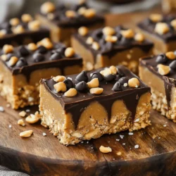Für die No-Bake Erdnussbutter-Riegel brauchen Sie: - 240 g cremige Erdnussbutter - 120 ml Honig oder Ahornsirup - 100 g Haferflocken - 60 g Mandelmehl - 45 g Zartbitterschokoladenstückchen - 5 ml Vanilleextrakt - Eine Prise Salz Diese Zutaten sind die Basis für die Riegel. Sie geben Geschmack und Textur. Um mehr Crunch zu bekommen, können Sie hinzufügen: - 30 g gehackte Nüsse (z.B. Mandeln oder Walnüsse) Diese Nüsse sorgen für einen extra Biss. Sie machen die Riegel noch interessanter. - Erdnussbutter: Sie ist die Hauptzutat. Sie gibt den Riegeln ihren nussigen Geschmack und die Cremigkeit. - Honig oder Ahornsirup: Diese Zutaten bringen Süße. Sie helfen auch, die anderen Zutaten zusammenzuhalten. - Haferflocken: Sie fügen Struktur hinzu. Haferflocken sind auch gesund und geben Ballaststoffe. - Mandelmehl: Es macht die Riegel zart und gibt einen nussigen Geschmack. - Zartbitterschokoladenstückchen: Sie bringen Süße und Schokoladengeschmack. Sie sind ein leckerer Zusatz. - Vanilleextrakt: Er gibt den Riegeln ein warmes Aroma. Die Vanille rundet den Geschmack ab. - Salz: Eine Prise Salz hebt die Aromen hervor und macht die Riegel schmackhafter. Diese Zutaten sind wichtig für den Erfolg des Rezepts. Sie machen die Riegel einfach lecker und unvergesslich. Für das vollständige Rezept schauen Sie bitte in den Abschnitt "Full Recipe". Beginne mit der cremigen Erdnussbutter. Nimm eine große Schüssel und gib die Erdnussbutter hinein. Füge den Honig oder den Ahornsirup hinzu. Rühre die Mischung gut um, bis sie glatt ist. Das ist wichtig, damit die Riegel eine schöne Konsistenz haben. Du kannst auch Vanilleextrakt und eine Prise Salz hinzufügen. Das Salz hebt den Geschmack der Erdnüsse hervor. Jetzt kommt der spannende Teil! Füge die Haferflocken und das Mandelmehl zur Erdnussbutter-Mischung hinzu. Rühre weiter, bis alles gut vermischt ist. Du solltest einen dicken Teig erhalten. Wenn du magst, kannst du die Zartbitterschokoladenstückchen und die gehackten Nüsse vorsichtig unterheben. Diese Zutaten geben deinen Riegeln einen tollen Crunch und zusätzliche Aromen. Lege eine quadratische Backform mit Backpapier aus. Lass etwas Überstand, damit du die Riegel später leicht herausheben kannst. Gieße die Erdnussmischung in die Form und drücke sie fest. Achte darauf, dass die Mischung gleichmäßig verteilt ist. Jetzt kommt der Geduldsspiel: Kühle die Riegel für 1-2 Stunden im Kühlschrank. Wenn sie fest sind, hebe sie vorsichtig mit dem Backpapier aus der Form. Schneide die Riegel in Quadrate oder Rechtecke. Lagere die Riegel in einem luftdichten Behälter im Kühlschrank. So bleiben sie bis zu einer Woche frisch. Für das vollständige Rezept schau dir die Full Recipe an. Um die besten No-Bake Erdnussbutter-Riegel zu machen, gibt es einige Dinge, auf die du achten solltest: - Mischverhältnis: Verwende die genauen Mengen der Zutaten. Zu viel oder zu wenig Erdnussbutter macht die Riegel entweder zu fest oder zu weich. - Haferflocken: Wähle die richtigen Haferflocken. Zarte Haferflocken sorgen für eine bessere Konsistenz. Grobe Haferflocken können die Textur stören. - Kühlen: Lass die Riegel lange genug im Kühlschrank. Mindestens zwei Stunden sind wichtig, damit sie fest werden. Du kannst die Riegel einfach an deinen Geschmack anpassen. Hier sind einige Ideen: - Schokolade: Füge mehr Schokoladenstückchen hinzu oder benutze Schokoladenstückchen mit verschiedenen Aromen. - Nüsse: Experimentiere mit verschiedenen Nüssen. Pecannüsse oder Haselnüsse geben einen tollen Crunch. - Früchte: Trockene Früchte wie Cranberries oder Rosinen können süßere Riegel ergeben. Die Präsentation macht viel aus. Hier sind einige einfache Tipps: - Holzbrett: Serviere die Riegel auf einem rustikalen Holzbrett. Das sieht schön aus. - Dessertschachtel: Lege die Riegel in eine hübsche Schachtel. Das ist perfekt für Geschenke. - Dekoration: Streue etwas Meersalz oder einen Schokoladenguss darüber. Das macht die Riegel noch leckerer und schöner. Diese Tipps helfen dir, deine No-Bake Erdnussbutter-Riegel zu perfektionieren. Du wirst sie lieben! Für das vollständige Rezept schaue dir die Full Recipe an. {{image_4}} Um die No-Bake Erdnussbutter-Riegel frisch zu halten, bewahre sie in einem luftdichten Behälter auf. Dies verhindert, dass sie austrocknen oder ihren Geschmack verlieren. Ein guter Tipp ist, die Riegel mit Backpapier zu trennen. So bleibt der Geschmack erhalten. Es ist wichtig, die Riegel im Kühlschrank zu lagern. Dies hilft, ihre Form und Konsistenz zu bewahren. In einem luftdichten Behälter bleiben die Riegel bis zu einer Woche frisch. Nach dieser Zeit können sie an Geschmack verlieren. Wenn du die Riegel frisch genießen möchtest, iss sie innerhalb von fünf Tagen. Achte darauf, die Riegel nicht zu lange bei Raumtemperatur zu lassen. Dies kann ihre Konsistenz beeinträchtigen. Wenn du die Riegel länger aufbewahren möchtest, friere sie ein. Schneide die Riegel in Portionen und lege sie in einen gefrierfesten Beutel. Achte darauf, die Luft herauszudrücken, bevor du den Beutel schließt. So bleiben die Riegel bis zu drei Monate frisch. Zum Auftauen lege die Riegel einfach in den Kühlschrank. So behalten sie ihre Textur und ihren Geschmack. Um den Geschmack zu verändern, probiere verschiedene Schokoladen. Verwende weiße Schokolade für eine süßere Note. Dunkle Schokolade gibt den Riegeln einen intensiveren Geschmack. Du kannst auch Kakaopulver hinzufügen, um einen schokoladigen Kick zu bekommen. Einfach die gleiche Menge wie die Erdnussbutter nehmen. Das gibt den Riegeln eine tolle Farbe und einen tiefen Geschmack. Schokoladenstückchen sind ebenfalls eine tolle Ergänzung. Experimentiere mit verschiedenen Sorten, um deinen perfekten Riegel zu finden. Für gesündere Optionen kannst du die Erdnussbutter durch Mandelbutter ersetzen. Diese hat weniger Zucker und mehr Nährstoffe. Du kannst auch Honig durch Agavendicksaft ersetzen, um den Zuckergehalt zu senken. Haferflocken lassen sich durch glutenfreie Optionen ersetzen, wenn du glutenfrei essen möchtest. Auch Chiasamen oder Leinsamen sind tolle Ergänzungen. Sie geben eine extra Portion Ballaststoffe und Omega-3-Fettsäuren. So werden die Riegel nahrhafter und bleiben trotzdem lecker. Wenn du Allergien hast, gibt es viele Anpassungsmöglichkeiten. Ersetze Erdnüsse durch Sonnenblumenbutter für eine nussfreie Option. Diese hat einen ähnlichen Geschmack und eine ähnliche Textur. Bei Milchprodukten kannst du eine vegane Schokolade wählen. Achte darauf, dass alle Zutaten frei von Allergenen sind. Das macht die Riegel sicher für alle. So kannst du köstliche No-Bake Erdnussbutter-Riegel genießen, egal welche Einschränkungen du hast. Die Zubereitung dauert nur 15 Minuten. Die Riegel müssen dann 1-2 Stunden im Kühlschrank kühlen. In dieser Zeit werden sie fest und schneiden sich leichter. So haben Sie schnell einen leckeren Snack. Ja, die Riegel können vegan sein. Verwenden Sie einfach Ahornsirup anstelle von Honig. Achten Sie darauf, dass die Schokoladenstückchen milchfrei sind. So genießen Sie eine leckere, pflanzliche Variante. Ich empfehle, die Riegel auf einem Holzbrett zu servieren. Das sieht schön aus. Sie können auch einen Schokoladenguss darüber geben. Ein Hauch von Meersalz macht sie noch besser. Eine kleine Dessertschachtel ist perfekt für eine besondere Präsentation. Die No-Bake Erdnussbutter-Riegel sind einfach zuzubereiten und lecker. Wir haben die Hauptzutaten, Variationen und Aufbewahrungstipps durchgesehen. Die Tipps helfen dir, Fehler zu vermeiden und die Riegel toll zu präsentieren. Du kannst tolle Variationen ausprobieren und sie sogar vegan machen. Mit diesen Rezepten kannst du deine Snacks aufpeppen. Probiere es aus und finde deine persönliche Lieblingsversion der Riegel!