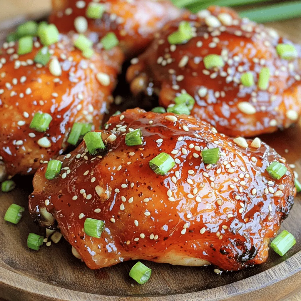 Für dieses leckere Rezept brauchst du: - 680 g Hähnchenschenkel, ohne Knochen und Haut - 60 ml Sriracha-Sauce - 60 ml Honig - 4 Zehen Knoblauch, fein gehackt - 15 ml Sojasauce (reduzierte Natriumaufnahme) - 15 ml Apfelessig - 15 ml Sesamöl - 1 Teelöffel gemahlener Ingwer - Salz und Pfeffer nach Geschmack Diese Zutaten sind der Schlüssel zu einem tollen Geschmack. Das Hähnchen wird zart und saftig. Die Sriracha-Sauce gibt dir die richtige Schärfe. Der Honig sorgt für eine süße Note. Zusammen mit dem Knoblauch und Ingwer wird dein Gericht einfach unwiderstehlich. Um die Marinade perfekt zu machen, füge noch etwas Salz und Pfeffer hinzu. Diese beiden Gewürze verstärken den Geschmack. Probiere die Marinade vor dem Marinieren. So weißt du, ob du noch etwas Honig oder Sriracha hinzufügen möchtest. Um das Gericht schön zu präsentieren, verwende: - 2 Esslöffel gehackte Frühlingszwiebeln zur Garnierung - Sesamsamen zur Garnierung Für Beilagen empfehle ich gegrilltes Gemüse oder duftenden Reis. Diese passen perfekt zu dem würzigen Hähnchen. So hast du eine komplette und ansprechende Mahlzeit. Beginne mit der Marinade. Nimm eine große Schüssel. Mische die Sriracha-Sauce, den Honig und den gehackten Knoblauch. Füge die Sojasauce, den Apfelessig und das Sesamöl hinzu. Streue den gemahlenen Ingwer hinein. Würze mit Salz und Pfeffer. Rühre alles gut um, bis die Marinade gleichmäßig aussieht. Diese Mischung bringt das Hähnchen zum Leuchten! Nimm die Hähnchenschenkel und lege sie in einen großen, wiederverschließbaren Plastikbeutel oder in eine flache Schale. Gieße die Marinade gleichmäßig über das Hähnchen. Achte darauf, dass alle Stücke gut beschichtet sind. Verschließe den Beutel oder decke die Schale ab. Lass das Hähnchen mindestens 30 Minuten im Kühlschrank marinieren. Für mehr Geschmack kannst du es bis zu 2 Stunden marinieren. Heize den Ofen auf 190°C vor. Nach der Marinierzeit legst du die Hähnchenschenkel in einer einzigen Schicht in eine Auflaufform. Gieße die restliche Marinade darüber. Backe das Hähnchen etwa 25-30 Minuten. Es sollte eine Innentemperatur von 74°C erreichen. Für eine knusprige Oberfläche stelle die Auflaufform in den letzten 2-3 Minuten unter den Grill. Lass das Hähnchen nach dem Backen 5 Minuten ruhen. Garniere es mit gehackten Frühlingszwiebeln und Sesamsamen. Serviere es mit gegrilltem Gemüse oder duftendem Reis. Entdecke das volle Potenzial dieses Rezepts mit dem Full Recipe. Um den Geschmack von Sriracha Honey Garlic Chicken zu verbessern, ist die Marinade der Schlüssel. Kombiniere die Sriracha-Sauce, den Honig und den Knoblauch gut. Lass das Hähnchen mindestens 30 Minuten marinieren. Je länger, desto besser. Wenn du mehr Zeit hast, mariniere es bis zu zwei Stunden. So zieht der Geschmack tiefer ein. Füge auch etwas geriebenen Ingwer hinzu. Das gibt dir eine zusätzliche Geschmackstiefe. Achte beim Backen darauf, die Temperatur genau zu überwachen. Das Hähnchen sollte eine Innentemperatur von 74°C erreichen. Verwende ein Fleischthermometer, um sicherzustellen, dass es richtig durchgegart ist. Stelle den Ofen auf 190°C ein, um es gleichmäßig zu garen. Für eine knusprige Haut kannst du die letzten Minuten den Grill benutzen. Achte darauf, dass es nicht anbrennt. Ein häufiger Fehler ist, das Hähnchen nicht ausreichend zu marinieren. Wenn du es nur kurz marinierst, fehlt oft der volle Geschmack. Ein weiterer Fehler ist, das Fleisch zu früh aus dem Ofen zu nehmen. Überprüfe immer die Temperatur. Wenn du das Hähnchen zu lange backst, wird es trocken. Halte dich an die Zeiten im Rezept und nutze ein Thermometer für die beste Sicherheit. {{image_4}} Du kannst die Zutaten leicht anpassen. Wenn du kein Hähnchen magst, nutze Tofu oder Tempeh. Diese Optionen haben eine ähnliche Konsistenz. Statt Sriracha kannst du auch eine milde Chilisauce verwenden. Wenn dir Honig nicht zusagt, probiere Agavendicksaft oder Ahornsirup. Diese ersetzen den Süßstoff gut. Für eine vegane Version nutze pflanzliche Hähnchenalternativen. Diese sind oft in Supermärkten erhältlich. Du kannst auch Gemüse wie Blumenkohl oder Zucchini verwenden. Marinade bleibt gleich, um den gleichen Geschmack zu erzielen. Sojasauce gibt dem Gericht Tiefe. Die Schärfe ist leicht anpassbar. Wenn du es milder magst, reduziere die Menge Sriracha. Füge etwas mehr Honig hinzu, um die Schärfe auszugleichen. Für mehr Schärfe, verwende zusätzlich rote Pfefferflocken oder frische Chilis. Experimentiere, um den perfekten Schärfegrad zu finden, der dir gefällt. Nachdem Sie Ihr Sriracha Honey Garlic Chicken genossen haben, bewahren Sie die Reste gut auf. Legen Sie das Hähnchen in einen luftdichten Behälter. Achten Sie darauf, dass es vollständig abgekühlt ist, bevor Sie es verschließen. So bleibt der Geschmack frisch und lecker. Um das Hähnchen aufzuwärmen, nutzen Sie den Ofen oder die Mikrowelle. Für den Ofen heizen Sie ihn auf 180°C vor. Legen Sie das Hähnchen auf ein Backblech und decken Sie es mit Alufolie ab. So bleibt es saftig. In der Mikrowelle erwärmen Sie es auf mittlerer Stufe in kurzen Intervallen. Überprüfen Sie die Temperatur, damit es gleichmäßig warm wird. Im Kühlschrank bleibt das Sriracha Honey Garlic Chicken etwa drei bis vier Tage frisch. Achten Sie darauf, es in einem luftdichten Behälter zu lagern. Im Gefrierschrank hält es bis zu drei Monate. Stellen Sie sicher, dass es gut verpackt ist, um Gefrierbrand zu vermeiden. Das Hähnchen sollte mindestens 30 Minuten marinieren. So zieht der Geschmack gut ein. Für intensiveren Geschmack empfehle ich, das Hähnchen bis zu 2 Stunden im Kühlschrank zu lassen. Das macht das Fleisch zarter und würziger. Wenn du die Zeit hast, lass es länger marinieren. Ja, du kannst die Marinade im Voraus machen. Das spart Zeit und macht das Kochen einfacher. Stelle die Marinade in einem luftdichten Behälter in den Kühlschrank. Du kannst sie bis zu drei Tage aufbewahren. Wenn du bereit bist zu kochen, einfach die Marinade über das Hähnchen gießen. Zu Sriracha Honey Garlic Chicken passen viele Beilagen gut. Hier sind einige Ideen: - Gedämpfter Reis - Gebratenes Gemüse - Salat mit frischen Kräutern - Quinoa oder Couscous Jede Beilage ergänzt den Geschmack des Hähnchens. Probiere verschiedene Kombinationen, um dein Lieblingsgericht zu finden. Zusammenfassend haben wir die Hauptzutaten, die Marinade und die Beilagen für Sriracha Honey Garlic Chicken betrachtet. Ich habe eine Schritt-für-Schritt-Anleitung gegeben, um das Hähnchen perfekt zuzubereiten. Außerdem teilte ich Tipps, um den Geschmack zu optimieren und Fehler zu vermeiden. Variationen zeigen, wie Sie das Rezept anpassen können. Denken Sie daran, die Reste richtig zu lagern, damit nichts verschwendet wird. Jetzt sind Sie bereit, dieses leckere Gericht zu genießen und zu teilen!